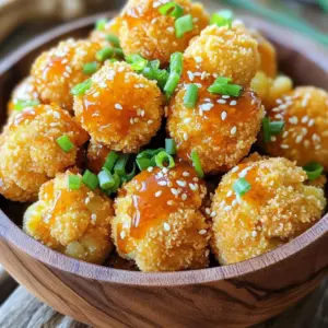 - 1 medium head of cauliflower, cut into bite-sized florets - 1 cup all-purpose flour - ½ cup honey - 4 cloves garlic, minced These ingredients are the stars of your crispy honey garlic cauliflower bites. The cauliflower gives you that nice crunch, while the honey and garlic add sweet and savory flavors that make each bite delicious. - 1 teaspoon garlic powder - 1 teaspoon onion powder - ½ teaspoon smoked paprika - ½ teaspoon salt - ¼ teaspoon black pepper - 1 cup breadcrumbs (preferably panko for extra crunch) These seasonings help elevate the taste of the cauliflower. Garlic powder and onion powder bring depth, while smoked paprika gives a hint of warmth. Panko breadcrumbs are key for that extra crunch we all love. - 2 tablespoons low-sodium soy sauce - 1 tablespoon sesame oil (optional for added richness) - Chopped green onions for garnish - Sesame seeds for garnish Optional ingredients can take your bites to the next level. Soy sauce adds umami, while sesame oil gives a rich flavor. Garnishes like green onions and sesame seeds add color and texture, making your dish look as good as it tastes. - Preheat oven to 425°F (220°C). - Line a baking sheet with parchment paper. This will make cleanup easy. - Combine flour, water, garlic powder, onion powder, smoked paprika, salt, and black pepper. - Whisk until you achieve a smooth, lump-free consistency. This batter will coat the cauliflower well. - Dip each cauliflower floret in the batter. Make sure it's fully coated. - Let excess batter drip off, then roll in breadcrumbs. Place on the lined baking sheet in a single layer. - Bake for 25-30 minutes. Flip the florets halfway to ensure they become crispy and golden. - In a saucepan, combine honey, minced garlic, soy sauce, and sesame oil if you like. - Simmer on medium heat for about 5 minutes. Stir until it thickens slightly. This sauce brings sweet and savory flavors. - Once the cauliflower bites are crispy, transfer them to a bowl. - Drizzle the honey garlic sauce over them and toss gently. Make sure each piece gets coated. - Garnish with chopped green onions and sesame seeds. This adds color and crunch. To make your cauliflower bites crispy, use panko breadcrumbs. Panko gives a light and airy crunch. Regular breadcrumbs can make the bites dense. Make sure you coat each floret evenly with batter. Dip it fully, then let excess batter drip off. After that, roll it in panko. A full coating traps the crunch inside. You can add sesame oil to the honey garlic sauce. This gives a rich depth of flavor that balances the sweetness. If you want a sweeter bite, adjust the honey. Add more honey for a sweeter flavor or less for a lighter taste. For a lovely serve, arrange the cauliflower bites in a small wooden bowl. Drizzle some extra honey garlic sauce on top. Then, sprinkle chopped green onions and sesame seeds for a pop of color. This makes the dish look more inviting and appetizing. {{image_4}} If you need a gluten-free option, use almond flour or chickpea flour in place of all-purpose flour. Both give a nice texture and flavor. For a vegan alternative to honey, try maple syrup or agave nectar. These sweeteners add similar sweetness without animal products. You can spice things up by adding cayenne or turmeric to the batter. A pinch of cayenne brings heat, while turmeric adds a warm color and earthy taste. Also, feel free to experiment with different sauces. Try a spicy sriracha sauce or a tangy barbecue sauce instead of the honey garlic. To complement the bites, serve them with a fresh salad or roasted veggies. They also pair well with rice or quinoa for a fuller meal. For dips, try ranch or blue cheese dressing. A simple yogurt dip can also balance the sweetness of the honey garlic sauce. To store your leftover crispy honey garlic cauliflower bites, let them cool first. Place them in an airtight container to keep them fresh. They will stay good in the fridge for about 3 to 4 days. If you want the best taste, eat them within two days. When reheating, I recommend using the oven or an air fryer. This helps them stay crispy. Preheat your oven to 350°F (175°C) and place the bites on a baking sheet. Heat them for about 10 to 15 minutes. Avoid using the microwave, as it can make them soggy. To freeze the cauliflower bites, first let them cool completely. Place them in a single layer on a baking sheet and freeze for about 1 hour. Once frozen, transfer them to a freezer-safe bag. They will keep well for up to 3 months. When ready to eat, thaw them in the fridge overnight and reheat as mentioned above. You can easily make these bites gluten-free. Use almond flour or chickpea flour in place of all-purpose flour. For the breadcrumbs, look for gluten-free options or crush rice crackers as a crunchy alternative. This way, you can enjoy the same crispy texture without gluten. Yes, you can prepare the honey garlic sauce ahead of time. Simply mix the honey, minced garlic, soy sauce, and sesame oil in a saucepan. After cooking, allow the sauce to cool. Store it in an airtight container in the fridge for up to one week. Just reheat it when you’re ready to use it. Several sauces pair great with these cauliflower bites. Consider ranch dressing for a creamy option. Sweet chili sauce adds a nice kick. You can also try a spicy mayo for heat. For something lighter, a yogurt-based sauce with herbs works well too. Mix and match to find your favorite! This blog shows how to make tasty cauliflower bites with a sweet and savory sauce. You learned about key ingredients, like cauliflower and honey, as well as essential seasonings. I provided steps for perfecting the batter and frying the bites to crisp perfection. Don't forget the tips for storage and reheating to keep them fresh. Experiment with different flavors and pairings to make this dish your own. Enjoy these healthy snacks at any meal or gathering!