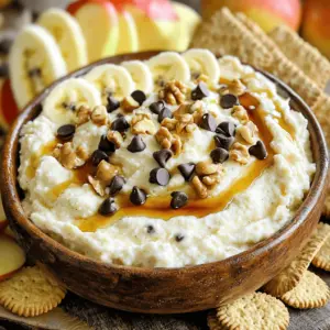 - 1 cup smooth cottage cheese - 1/4 cup creamy peanut butter - 1/4 cup pure maple syrup or honey The main ingredients create the base of our dip. Smooth cottage cheese gives a creamy texture. Creamy peanut butter adds richness and flavor. Pure maple syrup or honey provides natural sweetness. - 1/2 teaspoon almond extract for added flavor - 1/3 cup chopped walnuts or pecans for crunch - 1/2 cup mini chocolate chips You can enhance your dip with optional ingredients. Almond extract brings a lovely twist. Chopped walnuts or pecans add a nice crunch. Mini chocolate chips offer a sweet surprise in every bite. - Fresh fruit slices (apple, banana, strawberries) - Graham crackers For serving, I love using fresh fruit slices. Apples, bananas, and strawberries pair well with the dip. Graham crackers also work great for dipping. They provide a nice contrast to the creamy texture. First, grab a medium bowl. In the bowl, combine 1 cup of smooth cottage cheese, 1/4 cup of creamy peanut butter, 1/4 cup of pure maple syrup, 1 teaspoon of vanilla extract, and if you like, 1/2 teaspoon of almond extract. This mix creates a nice base. Now, use a hand mixer or a whisk. Blend until the mix is smooth. You want a creamy texture that feels like cookie dough. Next, add a pinch of salt. This little touch boosts the flavor. Then, fold in 1/2 cup of mini chocolate chips and 1/3 cup of chopped walnuts or pecans, if you want some crunch. Make sure they are evenly mixed in. This makes each dip flavorful and fun! Now, spoon the dip into a serving bowl. Use a spatula to smooth the top. This makes it look nice. Cover the bowl with plastic wrap. Chill it in the fridge for at least 30 minutes. Chilling helps the flavors blend well. When it’s time to serve, present the dip with fresh fruit slices like apples, bananas, or strawberries and some graham crackers. Enjoy your tasty treat! To get the best dip, start with smooth cottage cheese. It makes a big difference. Lumpy cheese can ruin the creamy feel. Use a hand mixer or whisk for blending. Mix until it looks like cookie dough. This smoothness is key to the dip’s texture. You can add fun flavors to your dip. Try a splash of almond extract for a twist. It adds a nice depth. You can also adjust the sweetness. If you want it sweeter, add more maple syrup or honey. Taste as you go to find your perfect balance. Make your dip look as tasty as it is! Use a nice bowl to serve it. Top with extra mini chocolate chips or walnuts for flair. Serve it with colorful fruit slices, like apples or strawberries. This adds a bright touch and makes it fun to eat. {{image_4}} You can make this dip lighter by choosing low-fat cottage cheese. It still tastes great and keeps the creamy texture. Instead of maple syrup, try using natural sweeteners like agave or stevia. These options can cut sugar without losing flavor. Want to mix it up? Different nut butters work well. Almond butter or cashew butter adds a unique twist. You can also spice it up! Adding a dash of cinnamon or nutmeg gives it warmth and a cozy feel. For those who avoid dairy, you can easily make it vegan. Use a dairy-free cottage cheese or silken tofu as a base. If you need gluten-free options, serve it with rice cakes or sliced fruits instead of graham crackers. These swaps ensure everyone can enjoy this tasty treat! To keep your cottage cheese cookie dough dip fresh, store it in an airtight container. This helps to lock in flavor and moisture. If you have leftovers, make sure to seal it tight. This dip stays good in the fridge for about 3 days. You usually don’t need to reheat this dip. It tastes best cold or at room temperature. If you want to warm it up, do it gently in the microwave. Heat it in short bursts, stirring in between. You can freeze this dip if you want to save some for later. Use a freezer-safe container and leave a little space for expansion. It can last in the freezer for up to 2 months. When you're ready to eat it, move it to the fridge overnight. After thawing, stir it well before serving. This will help bring back its creamy texture. Cottage Cheese Cookie Dough Dip is a creamy, sweet treat. The base is smooth cottage cheese, mixed with peanut butter and maple syrup. This dip tastes like cookie dough but is healthier. It has a rich flavor with hints of vanilla and chocolate. You can feel the mini chocolate chips and nuts for a nice crunch. Serve it with fresh fruit slices or graham crackers for a fun snack! Using regular cookie dough is not safe. Raw cookie dough may contain raw eggs and flour, which can cause illness. Plus, regular cookie dough lacks the creamy texture that cottage cheese offers. Stick with the cottage cheese to keep it safe and tasty. It’s much better for your health, and you still get that cookie dough vibe! To make this dip vegan, swap the cottage cheese for a plant-based alternative. Use a creamy cashew or almond yogurt. Replace the honey with maple syrup for a vegan sweetener. For the peanut butter, ensure it’s natural and free from added sugar. These swaps keep the flavor great while making it vegan-friendly! This blog post shared how to make a tasty cottage cheese cookie dough dip. We covered the main ingredients like smooth cottage cheese and creamy peanut butter. We also explored optional add-ins, from nuts to chocolate chips. The step-by-step guide helped you blend your base and add final touches. Remember, the right texture and flavors make all the difference. Enjoy personalizing your dip with healthy swaps or fun variations. Whether for a snack or party, this dip is sure to impress. Get creative and have fun with it!