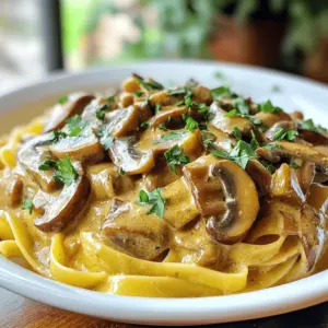 - 2 cups seitan, thinly sliced - 2 cups mushrooms (cremini or button), sliced - 1 cup coconut milk Seitan is a great meat substitute. It has a chewy texture that mimics meat. I prefer using thinly sliced seitan for this dish. It soaks up the flavors well and adds heartiness. Mushrooms provide a rich, earthy taste. You can use cremini or button mushrooms based on your preference. Coconut milk gives the sauce a creamy feel, making it rich and smooth. - 1 tablespoon extra virgin olive oil - 1 teaspoon dried thyme - 1 teaspoon smoked paprika - Sea salt and black pepper Olive oil is key for sautéing. It adds flavor and helps cook the onions and garlic. Dried thyme gives a nice herbal note. Smoked paprika adds warmth and depth to the dish. Don't forget sea salt and freshly cracked black pepper. They enhance all the flavors and make the dish pop. - Cooked pasta or rice - Fresh parsley for garnish This stroganoff pairs well with cooked pasta or rice. They soak up the creamy sauce nicely. I love to finish the dish with fresh parsley. It adds a pop of color and a fresh taste. Enjoy this meal warm, and share it with friends or family for a hearty dinner! - Preparing seitan and vegetables Start by slicing your seitan into thin strips. This helps it absorb flavors well. Next, finely dice one medium onion and mince three cloves of garlic. Slice two cups of mushrooms. You can use cremini or button mushrooms. - Making the cornstarch slurry In a small bowl, mix two tablespoons of cornstarch with two tablespoons of cold water. Stir until smooth. This will help thicken the sauce later. - Sautéing onions and garlic Heat one tablespoon of extra virgin olive oil in a spacious skillet over medium heat. Once the oil shimmers, add the diced onion. Sauté for about five minutes until the onion is soft and translucent. Then, add the minced garlic and cook for another minute until you smell its aroma. - Adding mushrooms and seitan Now, add the sliced mushrooms to the skillet. Sauté them for about five to seven minutes. You want them to turn golden brown and release their moisture. After that, introduce the thinly sliced seitan, one teaspoon of dried thyme, one teaspoon of smoked paprika, and one tablespoon of soy sauce. Cook this mixture for another five minutes, stirring occasionally. - Pouring in vegetable broth and coconut milk Pour in one cup of vegetable broth and stir well. Bring the mixture to a gentle simmer. Once simmering, reduce the heat slightly and add one cup of coconut milk. Stir to mix everything thoroughly. - Thickening the stroganoff Gradually pour the cornstarch slurry into the skillet while stirring. This will help thicken your sauce. Let the stroganoff simmer for another five minutes. Adjust the thickness to your liking. Season with sea salt and freshly cracked black pepper to taste. To make your vegan mushroom and seitan stroganoff shine, start with the mushrooms. Sauté them properly. Heat your oil until it shimmers. Add the sliced mushrooms and let them cook until they turn golden brown. This step brings out their natural flavor. Next, balance your seasonings. Use thyme and smoked paprika to add depth. These spices enhance the dish's richness. Taste as you go. Adjust salt and pepper to find your perfect balance. For the right thickness in your sauce, pay attention to the cornstarch slurry. Mix cornstarch with cold water until smooth. Gradually add it to the skillet while stirring. This helps thicken the sauce without lumps. If you prefer creaminess, consider your plant-based milk choice. Coconut milk makes the dish rich and smooth. You can also try almond or oat milk. Each will change the creaminess level, so experiment to find your favorite. Use a spacious skillet or a large pan for this recipe. A non-stick surface helps prevent sticking and makes cleanup easier. For stirring and serving, a wooden spoon works well. It won't scratch your pan and gives you good control. Use a ladle to serve the stroganoff over pasta or rice. This keeps your presentation neat and tidy. {{image_4}} You can easily swap ingredients in this dish. If you need gluten-free options, try using chickpea or lentil-based pasta instead of seitan. These alternatives offer great texture and protein. You can also use tempeh or portobello mushrooms for a hearty base. For plant-based cream, coconut milk works well, but try cashew cream or oat milk for a different flavor. Both options keep it creamy and rich. If you want a nut-free or soy-free dish, avoid using soy sauce. Instead, use coconut aminos, which add a similar umami flavor without soy. For a low-carb option, serve the stroganoff over zucchini noodles or cauliflower rice. This keeps the meal light while still satisfying. To make this stroganoff even better, add more vegetables. Carrots and bell peppers add color and crunch. You can also toss in spinach for extra nutrients. Experiment with different herbs and spices. Rosemary, basil, or even a pinch of cayenne can change the flavor profile. These additions can make your dish unique and exciting each time you cook it. To store your stroganoff, let it cool first. Then, place it in an airtight container. Keep it in the fridge for up to four days. Label the container with the date. This way, you can track how fresh it is. You can freeze stroganoff if you want to save some for later. Use a freezer-safe container and leave some space at the top. The sauce may expand when it freezes. It’s best to freeze it within two days of cooking. To thaw, move the container to the fridge overnight. You can also use the microwave for quick thawing. When reheating, use low heat on the stove. Add a splash of vegetable broth or water to loosen the sauce. In the fridge, vegan mushroom and seitan stroganoff lasts about four days. In the freezer, it can last up to three months. Always check for any off smells or changes in texture before eating. Enjoy your delicious meal! Yes, you can easily make this dish gluten-free. Instead of seitan, use jackfruit or mushrooms. Both add great texture and flavor. You can also find gluten-free seitan made from pea or rice protein. Just check the label before you buy! If you want a different taste, try almond milk or oat milk. These options work well and bring a unique flavor. For a creamier texture, use cashew cream or soy cream. Both will keep your stroganoff rich and delicious. Want a kick? Add chili flakes or cayenne pepper. Start with a small amount and taste as you go. You can also toss in some diced jalapeños for fresh heat. Experiment until you find your perfect spice level! This blog covered a delicious stroganoff recipe. We explored key ingredients like seitan, mushrooms, and coconut milk. I provided detailed steps for prepping and cooking, along with helpful tips for flavor and texture. You learned about ingredient swaps and dietary adjustments to suit your needs. Lastly, I shared important storage info to keep leftovers fresh. Remember, cooking is about creativity. Don’t be afraid to adjust and experiment. Enjoy making this dish and share your results!
