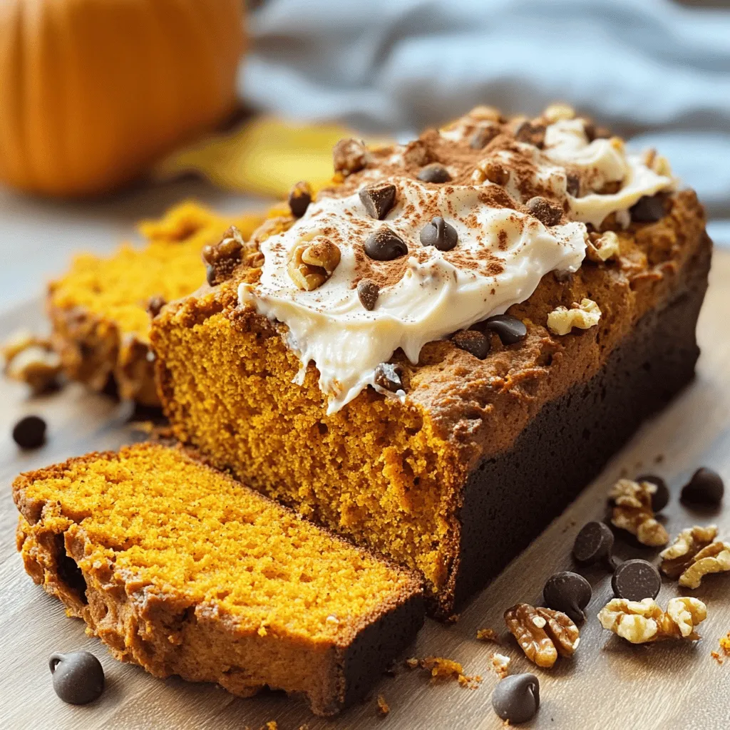 - 1 box (15.25 oz) yellow cake mix - 1 cup canned pumpkin puree - 1/2 cup vegetable oil - 3 large eggs For this pumpkin bread, the main ingredients are simple and easy to find. The yellow cake mix gives the bread a light texture. Canned pumpkin puree adds moisture and flavor. Vegetable oil keeps the bread soft, while eggs provide structure. - 1 teaspoon ground cinnamon - 1/2 teaspoon ground nutmeg - 1/4 teaspoon ground ginger - 1/4 teaspoon salt Spices bring warmth and depth to the bread. Ground cinnamon is a must, giving that classic fall taste. Nutmeg adds a sweet, nutty flavor. Ginger gives a bit of zing, while salt enhances all the flavors. - 1/2 cup chopped walnuts or pecans - 1/2 cup chocolate chips You can customize your bread with fun add-ins! Chopped walnuts or pecans add a great crunch. If you like a sweeter touch, chocolate chips can make it even more delicious. Feel free to mix and match these for your perfect pumpkin bread! - Preheat oven to 350°F (175°C). - Grease a 9x5-inch loaf pan with vegetable oil or cooking spray. - In a bowl, combine the yellow cake mix, canned pumpkin puree, vegetable oil, and eggs. - Blend these ingredients until smooth using a hand mixer or a whisk. - Add ground cinnamon, nutmeg, ginger, and salt to the batter. - Stir gently until the spices mix well. - If you like, fold in chopped walnuts or chocolate chips for extra flavor. - Pour the batter into the prepared loaf pan. - Bake for 50-60 minutes. - To check for doneness, insert a toothpick into the center; it should come out clean or with just a few moist crumbs. - Ensure all your ingredients are at room temperature. This helps the batter mix smoothly. - Be cautious not to overmix. Stir gently until just combined. This keeps the bread tender. - You can substitute with different spices or extracts. Try adding vanilla or allspice for a twist. - Add more nuts or different types of chocolate. Pecans or dark chocolate can give a nice crunch. - Serve the bread warm with cream cheese or butter. This adds a rich, creamy layer to each bite. - Pair it with coffee or tea for maximum enjoyment. The warm drink complements the bread perfectly. {{image_4}} You can make this pumpkin bread healthier with a few simple swaps. - Use whole wheat cake mix instead of yellow. - Substitute the oil with unsweetened applesauce. These changes add fiber and cut down on fat, making your bread a bit lighter. Plus, the applesauce keeps it moist. You won’t even notice the difference! Want to switch things up? Try adding different flavors! - Create a chocolate pumpkin bread by using chocolate cake mix instead of yellow. - Add dried fruits like cranberries or raisins for sweetness. - You can also throw in some seeds like sunflower or pumpkin seeds for crunch. These options make your pumpkin bread fun and unique! Feel free to play with textures and tastes by adding more ingredients. - Consider different nuts like almonds, pecans, or hazelnuts. - You can also experiment with seasonal spices like allspice or clove. These little touches can change your pumpkin bread from good to great! Keep your cake mix pumpkin bread in an airtight container. It stays fresh for up to 5 days. This method helps keep the bread moist and tasty. If you plan to eat it within the week, this is a great option. For longer storage, freeze your slices. They can last for up to 3 months in the freezer. Wrap each slice in plastic wrap, then place them in a freezer bag. When you're ready to enjoy, thaw the slices in the refrigerator or microwave. This way, you can have a delicious treat ready for any occasion. When reheating, you can warm the slices in the oven or microwave. If you use the oven, set it to 350°F (175°C) for about 10 minutes. This method keeps the bread soft and warm. You can also enjoy it cold as a refreshing snack. The flavors are still great, and it’s perfect for a quick bite! Yes, alternatives like spice or chocolate cake mixes work well. If you love the warmth of spices, try a spice cake mix. For a fun twist, use chocolate cake mix. Both will add a unique touch to your pumpkin bread. To make this recipe vegan, substitute the eggs with flax eggs. To do this, mix 1 tablespoon of ground flaxseed with 2.5 tablespoons of water. Let it sit for a few minutes to thicken. Also, use a plant-based oil instead of vegetable oil. These swaps keep the bread moist and delicious. Insert a toothpick into the center; it should come out clean or with a few moist crumbs. This test is simple and effective. If the toothpick is wet, give it a few more minutes in the oven. Absolutely, just use two loaf pans and adjust baking time if necessary. Doubling the recipe is perfect for sharing or meal prep. Just keep an eye on the baking time, as larger amounts might need a little longer to bake. Enjoy your baking journey! To sum up, this blog post shared a simple recipe for spiced pumpkin bread. You learned about key ingredients, steps for preparing, and tips for perfecting texture. We explored options for variations and storage methods. Enjoy this bread warm or cold, with lots of add-in choices. Remember, baking can always be fun and rewarding. Experiment with flavors and share your version with family and friends. Try it out, and enjoy every bite of your homemade delight!