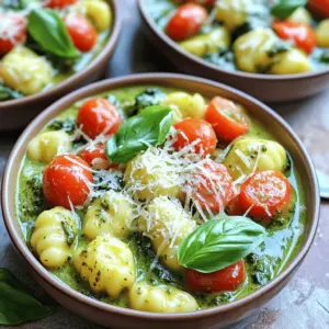 - 1 lb (450g) boneless, skinless chicken breast, cut into bite-sized pieces - 1 tablespoon extra virgin olive oil - 3 cloves garlic, finely minced - 1 cup cherry tomatoes, sliced in half - 1 cup low-sodium chicken broth - 1 cup heavy cream - 1 cup store-bought basil pesto - 1 lb (450g) potato gnocchi - 1 cup fresh baby spinach - 1/2 cup freshly grated Parmesan cheese - Sea salt and freshly ground black pepper to taste - Fresh basil leaves, for garnish You can swap the chicken for turkey or tofu for a vegetarian dish. Use vegetable broth instead of chicken broth to keep it plant-based. If you’re out of heavy cream, try coconut milk or a dairy-free cream. For a lighter option, use half-and-half or whole milk. If you can't find gnocchi, you can use small pasta like orzo or cavatappi. Fresh spinach can be replaced with kale or arugula for a different flavor. To make this dish, you need a large pot or a Dutch oven. A wooden spoon is great for stirring the ingredients. A sharp knife makes cutting the chicken and tomatoes easy. You also need a cutting board for prep work. A measuring cup is important for accurate ingredient measurement. Lastly, a cheese grater will help you get fresh Parmesan for topping. Start by heating olive oil in a large pot. Use medium heat. Once hot, add the chicken pieces. Season them well with sea salt and black pepper. Cook for about 5-7 minutes. Stir occasionally until the chicken gets brown and is fully cooked. When done, remove the chicken from the pot and set it aside on a plate. In the same pot, add minced garlic. Sauté it for about 1 minute. You want it fragrant but not burned. Next, add the halved cherry tomatoes. Cook them for 2-3 minutes. You want them to soften and release some juices. After that, pour in the chicken broth. Bring the mix to a gentle simmer. Now, add the heavy cream and basil pesto. Stir them together to make a creamy sauce. Slowly fold in the gnocchi. Make sure they are fully covered in the sauce. Increase the heat slightly until it gently boils. Then, lower the heat and cover the pot. Let it cook for 3-5 minutes. You want the gnocchi to be tender and puffed. Finally, stir in the cooked chicken, spinach, and Parmesan cheese. Mix until the cheese melts and the spinach wilts. Taste and adjust the seasoning if needed. To cook gnocchi just right, start with boiling water. Add a pinch of salt for flavor. Drop the gnocchi in the pot. When they float, they’re ready! This usually takes 2-3 minutes. Drain them gently. Make sure not to overcook, or they will turn mushy. To get a rich, creamy texture, use heavy cream. Adding it to the pot with the pesto brings a lovely flavor. Stir well to mix everything. Let it simmer on low heat. This helps the sauce thicken without burning. If it seems too thick, add a splash of chicken broth. For leftovers, let the dish cool first. Then, transfer it to an airtight container. It can stay in the fridge for 3-4 days. When reheating, use low heat. Add a little broth or cream to keep it moist. Avoid microwaving too long, or it may dry out. {{image_4}} You can make this dish even better by adding veggies. Try bell peppers, zucchini, or mushrooms. These add color and flavor. You can sauté them with garlic before adding the broth. Spinach is a great option too. It wilts quickly and gives extra nutrients. If you want to switch up the protein, use shrimp or tofu. Shrimp cooks fast and pairs well with pesto. Just toss them in after the garlic and tomatoes. For a plant-based choice, use cubed tofu. Make sure to press it to remove extra water. For a gluten-free meal, swap potato gnocchi with gluten-free gnocchi. You can find this in many stores now. Just check the package for cooking times. This way, you can enjoy the same creamy dish without worry. After enjoying this creamy pesto chicken gnocchi, let leftovers cool down. Transfer them to an airtight container. Store the container in your fridge. Use it within 3 days for the best taste. Make sure to label the container with the date. To reheat, scoop the gnocchi into a pot over low heat. Add a splash of chicken broth or cream to keep it moist. Stir gently until warm. You can also microwave it in a bowl. Cover with a microwave-safe lid and heat in short bursts, stirring in between. If you want to freeze the dish, do it before adding the spinach and Parmesan. Let it cool, then place it in a freezer-safe container. It will keep well for up to 3 months. When ready to eat, thaw it overnight in the fridge. Reheat gently and add the fresh spinach and cheese before serving. Yes, you can prepare this dish ahead of time. Cook the chicken and sauce first. Then, store them in the fridge. When you’re ready, heat the sauce and add the gnocchi. This keeps the gnocchi from getting mushy. Just follow the last steps when you serve. You can use half-and-half or whole milk for a lighter option. For dairy-free versions, try coconut milk or almond milk. These swaps change the flavor a bit, but they still work well. Just remember to adjust the seasoning to match your taste. Absolutely! Kids love the soft gnocchi and creamy sauce. The chicken is tender, and the flavors blend nicely. If you want, you can reduce the garlic for a milder taste. Serve it with a side of veggies for a balanced meal. This blog post covered all you need to know about making a delicious recipe. We discussed the key ingredients, step-by-step instructions, and helpful tips for a creamy texture. You also learned about different variations and how to store leftovers safely. In summary, you now have the tools to make a great meal. Enjoy experimenting and sharing it with family and friends. Cooking can be fun and rewarding, so get started in your kitchen today!