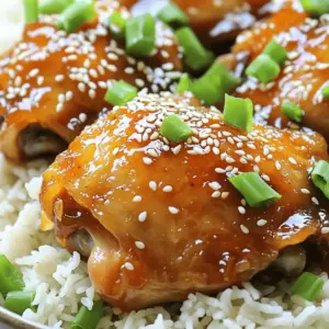 - 6 bone-in, skin-on chicken thighs - 1/2 cup honey - 1/4 cup low-sodium soy sauce - 4 cloves garlic, minced - 1 tablespoon fresh ginger, finely grated - 2 tablespoons rice vinegar - 1 tablespoon sesame oil - 1 teaspoon ground black pepper - 1 teaspoon salt - 1 tablespoon cornstarch (optional) - 2 green onions, thinly sliced (for garnish) - Toasted sesame seeds (for garnish) Using the right ingredients makes this dish shine. The chicken thighs give a rich flavor. The honey adds sweetness, while the soy sauce gives depth. Garlic and ginger bring a nice zest. Rice vinegar adds a bit of tang. Sesame oil lends a nutty touch. Black pepper and salt round out the flavors. If you want a thicker sauce, use cornstarch. Don't forget garnish! Green onions and sesame seeds make a pretty finish. Each part of the dish works together to create a meal you will love. To start, grab a medium bowl. Add in 1/2 cup honey, 1/4 cup low-sodium soy sauce, and 4 minced garlic cloves. Next, add 1 tablespoon of fresh ginger and 2 tablespoons of rice vinegar. Pour in 1 tablespoon of sesame oil, then sprinkle 1 teaspoon of ground black pepper and 1 teaspoon of salt. Use a whisk to mix everything well. Whisk until it becomes smooth. This ensures that all the flavors blend together nicely. Now, take 6 bone-in, skin-on chicken thighs and place them in the slow cooker. Be sure to arrange them skin-side up. Pour the marinade over the chicken. Make sure to cover each piece fully. This step is key because it helps the chicken soak up all the tasty flavors. Cover your slow cooker with its lid. You can cook the chicken on low for 6 to 7 hours or on high for 3 to 4 hours. I recommend using the low setting for tender chicken. To check if the chicken is done, use a meat thermometer. The chicken should reach an internal temperature of 165°F (75°C). This ensures it is safe to eat and perfectly cooked. If you want a thicker sauce, carefully take the chicken out once it’s done. Place it on a plate. Pour the leftover sauce into a small saucepan. Heat it over medium heat until it boils gently. In a separate bowl, mix 1 tablespoon of cornstarch with 2 tablespoons of cold water until smooth. Slowly whisk this into the boiling sauce. Keep stirring until it thickens to your liking. You can return the chicken to the slow cooker to soak up the thickened sauce. Alternatively, serve the chicken right away. Drizzle the sauce over each piece on the plate. For a nice touch, sprinkle sliced green onions and toasted sesame seeds on top. This adds color and flavor to your dish. Serve it over fluffy jasmine rice or alongside steamed broccoli for a complete meal. Using a slow cooker for chicken is simple. Here are some best practices: - Choose bone-in, skin-on chicken thighs for extra flavor. The bones add depth, and the skin keeps the meat moist. - Avoid overcrowding the slow cooker. Leave space for heat to circulate. This ensures even cooking. - Cook on low for best results. This method lets the flavors meld beautifully. To enhance flavor, marinate the chicken thighs. Let them soak in the marinade for at least 30 minutes or overnight if time allows. This step infuses the chicken with rich honey garlic notes. You can add herbs and spices to elevate the dish: - Fresh herbs like thyme or cilantro work well. Add them right before serving for a fresh taste. - Chili flakes can spice things up. Start with a pinch and adjust based on your heat preference. Adjust the sweetness or saltiness to suit your taste. If you like it sweeter, add more honey. For saltiness, a splash of soy sauce can help. When it comes to serving, think about great pairings: - Serve these chicken thighs over fluffy jasmine rice. The rice soaks up the yummy sauce. - Steamed broccoli adds a vibrant, healthy touch. The green color contrasts well with the dish. For garnishing, sprinkle sliced green onions and toasted sesame seeds on top. This not only adds flavor but also makes the plate look more inviting. A well-presented dish is always more enjoyable! {{image_4}} If you want to change the flavor, try using maple syrup instead of honey. This swap gives a rich taste. You can also use agave nectar for a different sweet note. For soy sauce, consider tamari if you need a gluten-free option. It has a similar taste, keeping the dish flavorful. Coconut aminos is another great choice. It’s slightly sweeter and less salty, which many people enjoy. You can make this dish in an Instant Pot if you’re short on time. Pressure cooking takes about 10 minutes. Just follow the same marinade steps, then seal the pot and cook on high for 10 minutes, then let the steam release naturally. Oven-baking is also a simple method. Preheat your oven to 375°F (190°C). Place the marinated chicken in a baking dish, cover it with foil, and bake for 45 minutes. Remove the foil to let the skin crisp up for the last 15 minutes. If you love heat, add a pinch of chili flakes to the marinade. This kick will balance the sweetness of honey. You can also throw in some red pepper flakes if you want extra spice. For a bright twist, consider adding fresh lemon juice or zest. The citrus adds zest and freshness. Lime juice works well too, giving a different layer of flavor that brightens the dish. Store any leftovers in an airtight container. This keeps the chicken fresh. You can enjoy it for up to three days in the fridge. If you want to save some for later, make sure it cools down first. Then, seal it well. To freeze the cooked chicken thighs, let them cool completely. Place them in freezer bags or containers. Try to remove as much air as you can. They will stay good for about three months. When you're ready to eat, thaw the chicken overnight in the fridge. To reheat, place the chicken in the oven at 350°F (175°C) for 20-25 minutes. This helps keep it juicy and tasty. You can also use the microwave. Just make sure to cover it to keep moisture in. You can easily add this dish to your weekly meals. Serve it with rice or veggies for a quick lunch. You can also shred the leftover chicken. Use it in tacos, salads, or sandwiches. It makes a great filling for wraps too. Think about mixing the chicken with some sautéed veggies for a stir-fry. The sweet and savory flavor works well in many dishes. Use your creativity to enjoy your leftovers in new ways! Yes, you can use boneless chicken thighs. They cook faster than bone-in thighs. If you use boneless thighs, reduce the cooking time. Cook on low for about 4 to 5 hours or on high for 2 to 3 hours. This change helps keep your chicken tender and juicy. To add some heat, you have a few options. First, mix in red pepper flakes when you make the sauce. You can also use a spicy sauce like sriracha. If you want more flavor, add fresh chopped chili peppers. These options let you control the spice level to fit your taste. Honey garlic chicken pairs well with many sides. Serve it over fluffy jasmine rice or brown rice for a filling meal. Steamed broccoli or green beans add a nice crunch and color. You can also try a simple salad for freshness. These sides enhance the dish while keeping it balanced. Use a meat thermometer to check the chicken's doneness. The internal temperature should reach 165°F (75°C). This ensures the chicken is safe to eat. Insert the thermometer into the thickest part of the thigh for the best reading. Trust the thermometer for perfectly cooked chicken every time. Yes, you can use apple cider or white vinegar instead of rice vinegar. Each type gives a unique flavor. Apple cider vinegar adds a fruity note, while white vinegar is sharper. Adjust your other seasonings based on the vinegar you choose. This helps keep the balance of flavors just right. You now have a complete guide to making honey garlic chicken thighs. We covered ingredients, cooking methods, and even tips for storing leftovers. You can adjust the recipe to your taste or cooking style. Experiment with different flavors or cooking methods as you see fit. Enjoy this tasty dish with sides like jasmine rice or steamed broccoli. With practice, you'll become a pro at this recipe. Most importantly, have fun while cooking!