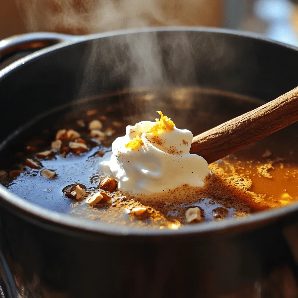 - 4 cups water - 2 tablespoons finely ground coffee - 1 tablespoon hazelnut extract - 1 cinnamon stick - 1 teaspoon pure vanilla extract - 1 tablespoon brown sugar (or honey) - 1/2 teaspoon ground nutmeg - 1 strip of orange peel (optional) - Garnishes: whipped cream and crushed hazelnuts (optional) The first step in making a wonderful Cinnamon Hazelnut Coffee Simmer Pot is gathering all your ingredients. This brew is simple yet flavorful. You will need 4 cups of water to start. The water should be fresh and cold. Next, you will use 2 tablespoons of finely ground coffee. This coffee adds richness to your drink. Adding 1 tablespoon of hazelnut extract gives your brew a nutty twist. The cinnamon stick adds warmth and aroma. You will also need 1 teaspoon of pure vanilla extract, which enhances the sweet notes. For sweetness, use 1 tablespoon of brown sugar or honey. Adjust this based on your taste. You can also add 1/2 teaspoon of ground nutmeg for a hint of spice. If you want a zesty flavor, consider using a strip of orange peel. It adds a fresh note. Finally, for garnishes, you may want whipped cream and crushed hazelnuts. These are optional, but they make your drink look and taste great. With these ingredients ready, you will create a delightful brew that warms your heart and home. Enjoy the process! - Start by pouring 4 cups of water into a medium-sized pot. Place it over medium heat. - Heat the water until it reaches a gentle simmer. Look for small bubbles at the surface. - Once simmering, add 2 tablespoons of finely ground coffee to the pot. - Next, pour in 1 tablespoon of hazelnut extract and add 1 cinnamon stick. - Add 1 teaspoon of pure vanilla extract and 1 tablespoon of brown sugar. - Finally, stir in 1/2 teaspoon of ground nutmeg. Use a wooden spoon to mix well. - Allow the mixture to simmer for 10-15 minutes. Keep an eye on it to avoid boiling. - This gentle simmer helps the flavors blend beautifully. - If desired, add a strip of orange peel halfway through the simmering time. This adds a nice citrusy zest. - Once simmering is done, turn off the heat. Let the mixture steep, covered, for 5 minutes. - This extra time deepens the flavors even more. - To serve, strain the mixture through a fine mesh sieve into mugs. - Make sure to catch all coffee grounds and spices. - Serve the warm coffee right away. If you like, top it with whipped cream and crushed hazelnuts for a tasty finish. To make the best cinnamon hazelnut coffee, gentle simmering is key. A gentle simmer means small bubbles rise slowly. This method keeps flavors rich and bright. If it boils too hard, you can lose some taste. Adjust sweetness to fit your taste. Start with one tablespoon of brown sugar or honey. Taste as you go. You can always add more if you want it sweeter. You can add more spices to boost flavor. Try adding a pinch of clove or cardamom for warmth. These spices add depth to your brew. Experiment with extracts too. If you like, swap in almond or maple extracts. Each will give a new twist to the drink. For gatherings, make your coffee look great. Use clear mugs to show off the rich color. Add a swirl of whipped cream on top. A sprinkle of crushed hazelnuts adds a nice crunch. Pair this coffee with snacks or desserts. It goes well with cookies or a slice of cake. The flavors work together, making your treat time even better. {{image_4}} You can switch up the nut extracts in this simmer pot. Try almond or pecan extracts for a fun twist. Each one brings its own unique flavor. You can also add seasonal spices like cloves or ginger. These spices can warm you up during cold months. They can also give your drink a festive flair. If you want to skip the caffeine, make a caffeine-free simmer pot. Use herbal tea or roasted grain coffee instead. These options still taste great and keep the cozy feel. You can even mix in chamomile or peppermint for a calming effect. These herbal alternatives offer a lovely aroma, too. Garnishes can take your drink to a new level. If you want a creamy touch, use non-dairy whipped cream. It adds richness without dairy. You can also try toppings like cocoa powder or chocolate shavings for extra taste. Crushed nuts or seeds add a fun crunch and enhance the texture. Let your simmer pot cool down first. Then pour the mixture into a clean jar. Seal it tightly and put it in the fridge. It will stay fresh for about three days. The flavors will remain strong if stored properly. To reheat, pour the mixture into a pot. Warm it over low heat. Stir gently and do not let it boil. This method will keep the flavors intact. You can also use a microwave. Heat in short bursts, stirring in between. You can easily make this simmer pot ahead of time. Just follow the recipe and store it in the fridge. For long-term storage, freeze it in an airtight container. It will last up to a month. When ready to enjoy, thaw it in the fridge overnight before reheating. The simmer pot lasts for about 3 to 5 days when refrigerated. Make sure to store it in a sealed container. This keeps the flavors fresh and helps prevent spoilage. Yes, you can use pre-ground coffee. This option saves time and is convenient. However, finely ground coffee gives a richer flavor. It allows for better extraction of taste and aroma during simmering. You can add a few extra ingredients to boost the aroma. Try including: - Whole cloves - Star anise - Fresh ginger slices These will enrich your simmer pot's scent. For additional spice combinations, consider mixing in: - Cardamom pods - Allspice berries - Vanilla bean These ingredients add warmth and depth, making your brew even more inviting. This blog post explored how to create a delightful simmer pot. You learned about the essential ingredients, step-by-step instructions, and tips for perfecting your brew. We discussed variations, storage tips, and answered common questions. In my view, experimenting with flavors leads to unique aromas in your home. So, get creative and enjoy the process! Your next gathering will be even better with these warm, inviting scents.