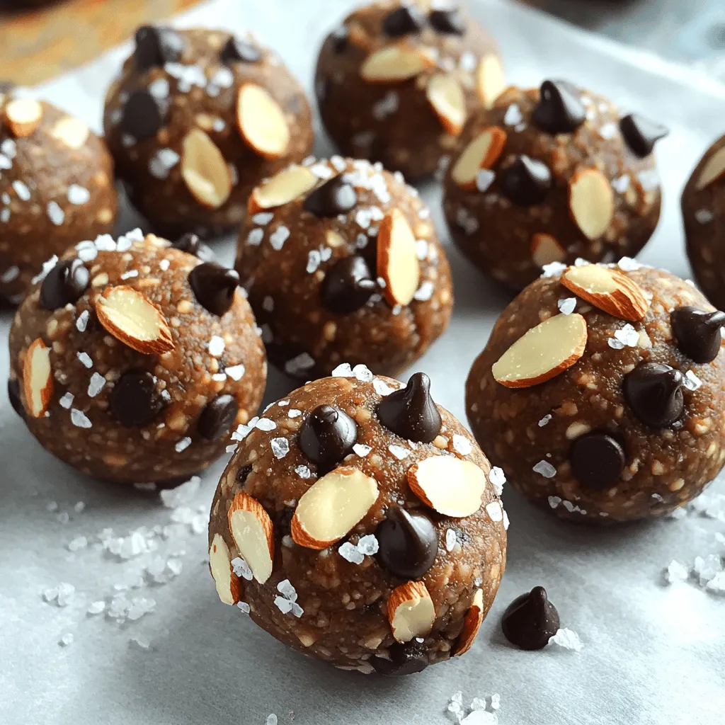 To make chocolate almond butter energy balls, gather these simple ingredients: - 1 cup rolled oats - 1/2 cup almond butter - 1/4 cup honey or maple syrup - 1/4 cup unsweetened cocoa powder - 1/4 cup dark chocolate chips - 1/4 cup sliced almonds - 1 teaspoon vanilla extract - A pinch of sea salt These ingredients work together to create a tasty and nutritious snack. You can swap some ingredients if needed. Here are a few ideas: - Use peanut butter instead of almond butter for a different nutty taste. - Maple syrup can replace honey for a vegan option. - If you don't have dark chocolate chips, try semi-sweet or milk chocolate chips. - Any nut or seed can replace sliced almonds for a unique twist. These substitutes will keep the flavor and texture delicious. To ensure your energy balls taste great: - Use fresh oats and nuts for the best flavor. - Store ingredients in a cool, dark place to keep them fresh. - Make sure your almond butter is smooth; this helps with mixing. - Keep your energy balls in an airtight container in the fridge. These tips will help you enjoy your energy balls at their best! To start, gather your ingredients. You will need rolled oats, almond butter, honey or maple syrup, unsweetened cocoa powder, dark chocolate chips, sliced almonds, vanilla extract, and a pinch of sea salt. In a large mixing bowl, combine the rolled oats, almond butter, honey or maple syrup, cocoa powder, and vanilla extract. Use a spoon or spatula to mix well. You want a thick, sticky dough. Next, prepare to shape your mixture. Lightly grease your hands to prevent sticking. Scoop about 1 tablespoon of dough and roll it into a ball. Make sure the balls are even in size. Place them on a baking tray lined with parchment paper. Leave some space between each ball for easy handling. Continue until you shape all the dough. Now it's time to chill the energy balls. Put the baking tray in the fridge for at least 30 minutes. This helps them firm up and gives a chewy texture. You can enjoy them chilled or at room temperature. Either way, they make a tasty snack! To get the right texture for your energy balls, make sure you mix well. Combine rolled oats and almond butter until smooth. The mixture should be thick and sticky. If it feels too dry, add a bit more almond butter. If it’s too wet, add extra oats. This balance is key for a chewy bite. These energy balls are great as a snack or a quick breakfast. You can serve them chilled or at room temperature. For a fun twist, place them in a small bowl with fresh fruit. Arrange them on a platter for a party. A sprinkle of cocoa powder on top adds a nice touch, too! You can easily make these energy balls ahead of time. They store well in the fridge for up to a week. If you want to save them longer, freeze them. Just place them in a sealed bag and pull out as needed. This way, you always have a healthy snack on hand! {{image_4}} You can mix it up with fun flavors! Try adding coconut flakes for a tropical twist. Dried fruits like cranberries or apricots also add sweetness and chewiness. Just chop them small and fold them in. The options are endless, so get creative! These energy balls fit many diets. For a nut-free version, swap almond butter for sun butter. If you're vegan, use maple syrup instead of honey. You can also check if your dark chocolate chips are dairy-free. This way, everyone can enjoy the snack! Want more protein? Add a scoop of your favorite protein powder. You can also mix in seeds like chia or hemp for extra crunch. These not only boost the protein but also add fiber. Just remember, adjust the wet ingredients if you add more dry ones! To keep your chocolate almond butter energy balls fresh, store them in an airtight container. You can use a glass jar or a plastic container with a tight lid. This helps to keep moisture out and maintains flavor. Always place them in the fridge if you plan to eat them within a week. When stored correctly in the fridge, these energy balls will stay fresh for up to one week. If you notice any changes in smell or texture, it is best to discard them. Always check for freshness before enjoying your snack! For long-term storage, you can freeze these energy balls. Simply place them in a single layer on a baking tray and freeze for about an hour. Once firm, transfer them to a freezer-safe bag or container. They can last up to three months in the freezer. To enjoy, just thaw them in the fridge overnight. This keeps them tasty and ready for a quick snack! Chocolate almond butter energy balls last about one week in the fridge. Store them in an airtight container to keep them fresh. If you want them to last longer, you can freeze them. In the freezer, they stay good for up to three months. Just remember to let them thaw in the fridge before you enjoy them again. Yes, you can use different nut butters! If you want a change, try peanut butter or cashew butter. Each nut butter gives a unique taste. Just make sure the texture is similar to almond butter. This way, your energy balls will still hold together well. Yes, these energy balls are gluten-free. The main ingredient, rolled oats, is naturally gluten-free. Just check the label to ensure the oats are certified gluten-free. This way, you can enjoy your snack without worrying about gluten. If you want, you can add gluten-free extras like seeds or dried fruit. I covered all you need to know about making energy balls. We explored important ingredients, helpful tips, and variations to keep things exciting. You learned how to shape them, store them, and enjoy them in different ways. Remember, experimenting with flavors can lead to new favorites. These energy balls are not only easy to make, but they also fit any diet. Enjoy them fresh, or store them for later. With all these tips, you can create tasty energy balls tailored to your taste and needs. Happy cooking!