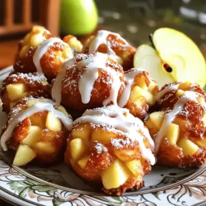 To make delicious Air Fryer Apple Fritter Bites, you will need: - 2 medium-sized apples (like Granny Smith or Honeycrisp), peeled and diced - 1 cup all-purpose flour - 1/2 cup granulated sugar - 1/2 teaspoon baking powder - 1/4 teaspoon baking soda - 1/4 teaspoon salt - 1 teaspoon ground cinnamon, plus extra for garnish - 1/2 teaspoon vanilla extract - 1/4 cup whole milk - 1 large egg - 1/4 cup brown sugar, packed firmly - 1/4 cup powdered sugar (for glaze) - 1-2 tablespoons milk (for glaze) Measuring ingredients accurately is key to great results. Here are some tips: - Use dry measuring cups for flour and sugar. - Scoop flour gently, then level off with a knife. - When measuring brown sugar, pack it firmly into the cup. - Use a liquid measuring cup for milk and other liquids. You can swap some ingredients if needed: - For gluten-free bites, try a gluten-free flour blend. - Use almond milk instead of whole milk for a dairy-free option. - Swap the egg with a flaxseed meal mixture for a vegan version. - Try using different spices, like nutmeg, for a unique flavor twist. Start by peeling and dicing two medium-sized apples. Good choices are Granny Smith or Honeycrisp. Place the diced apples into a medium bowl. Add 1/4 cup of packed brown sugar and 1 teaspoon of ground cinnamon. Mix well. Let this sit for about 10 minutes. The apples will absorb the sweetness and spices. This step makes the apple mixture extra tasty. In a large mixing bowl, combine 1 cup of all-purpose flour, 1/2 cup of granulated sugar, 1/2 teaspoon of baking powder, 1/4 teaspoon of baking soda, and 1/4 teaspoon of salt. Add the remaining 1 teaspoon of cinnamon and whisk until well mixed. In a small bowl, beat one large egg until it is frothy. Then, add 1/4 cup of whole milk and 1/2 teaspoon of vanilla extract. Mix until smooth. Pour this wet mixture into the dry ingredients. Stir gently until just combined. Do not overmix. Now, fold in the spiced apple mixture carefully. This makes the batter rich and flavorful. Preheat your air fryer to 350°F (175°C) for about 5 minutes. Lightly grease the air fryer basket with non-stick spray or a bit of oil. Using a tablespoon, scoop out the batter to form small fritter bites, about 1.5 inches in diameter. Place them in the basket, giving each bite space. This helps them cook evenly. Air fry the bites for 8 to 10 minutes. They should turn golden brown and be fully cooked. If your air fryer is small, you may need to do this in batches. Once done, let them cool slightly. While cooling, make the glaze by mixing 1/4 cup of powdered sugar with 1 to 2 tablespoons of milk. Stir until smooth. Drizzle the glaze over the bites or dip them in for a sweet finish. To get that lovely golden color, watch your cooking time closely. Air fry the bites for 8-10 minutes at 350°F (175°C). Check them halfway through. If they need more time, add a minute or two. The bites should be golden brown and cooked through. The right temperature ensures a crispy outside and soft inside. Always preheat your air fryer. This step helps the fritter bites cook evenly. Lightly grease the basket with non-stick spray. Avoid overcrowding the basket. Give each fritter bite room to expand. If your air fryer is small, cook in batches. This way, each fritter will get that perfect crunch. Serve your fritter bites warm for the best taste. Place them on a decorative plate. Drizzle the glaze over each bite or serve it on the side for dipping. Add a sprinkle of powdered sugar for a sweet touch. You can also garnish with fresh apple slices or mint leaves. This makes the dish look beautiful and appetizing. {{image_4}} You can choose many kinds of apples for your fritter bites. I love using Granny Smith and Honeycrisp. Granny Smith gives a nice tartness, while Honeycrisp adds sweetness. Other good options include Fuji and Gala apples. These apples hold their shape well and add great flavor. Feel free to mix in some fun flavors. You can add nuts like walnuts or pecans for crunch. Dried fruits, like raisins or cranberries, can also add sweetness. If you want a hint of spice, try adding nutmeg or ginger. A bit of lemon zest brightens the taste too. You can make these fritter bites gluten-free easily. Just swap all-purpose flour for a gluten-free blend. For a vegan version, replace the egg with a flaxseed meal or a banana. Use plant-based milk instead of whole milk. These changes let everyone enjoy this tasty treat! To keep your apple fritter bites fresh, store them in an airtight container. This helps lock in moisture and flavor. Place a piece of parchment paper between layers if you stack them. This prevents them from sticking together. Store the bites at room temperature if you plan to eat them within a day or two. If you need them to last longer, refrigerate them. You can freeze apple fritter bites for later enjoyment. Allow them to cool completely. Then, place them in a single layer on a baking sheet. Freeze for about an hour. This helps prevent them from sticking together. Once frozen, transfer the bites to a freezer-safe bag or container. Make sure to remove as much air as possible. They can stay fresh for up to three months in the freezer. Reheating apple fritter bites is easy. You can use an air fryer, oven, or microwave. For the air fryer, preheat it to 350°F (175°C). Place the bites in for about 3-5 minutes until warm. If you use an oven, heat it to 350°F (175°C) and bake for about 8-10 minutes. For a quick option, microwave each bite for about 15-20 seconds. Keep an eye on them to avoid overheating. Enjoy the warm, tasty goodness! Yes, you can make these bites ahead. Prepare the batter and apple mixture earlier in the day. Store them in the fridge. When you are ready to cook, just scoop and air fry. This keeps them fresh and tasty. Check the fritter bites after 8 minutes. They should be golden brown. Insert a toothpick into one; it should come out clean. If it’s still wet, cook for another minute. Every air fryer is a bit different, so keep an eye on them. Yes, you can bake these fritter bites. Preheat your oven to 375°F (190°C). Place them on a baking sheet lined with parchment paper. Bake for about 12-15 minutes until golden. You can also pan-fry them in oil if you prefer that method. Air fryer apple fritter bites are simple and fun to make. We covered the right ingredients, measuring tips, and helpful substitutions. I shared step-by-step guides to prepare tasty fritters and tips for crispy bites. Variations let you explore different flavors, whether using apples or adding other ingredients. Proper storage keeps them fresh for later. In summary, these fritter bites are a tasty treat, easy for anyone. Enjoy making and sharing them with friends and family.