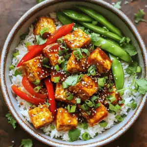 - Firm tofu - Fresh vegetables - Spices and condiments - 1 block (14 oz) firm tofu, drained and pressed - 2 tablespoons vegetable oil - 1 red bell pepper, sliced into thin strips - 1 cup snap peas, trimmed at both ends - 2 green onions, chopped (keeping the white and green parts separated) - 3 cloves garlic, finely minced - 1 tablespoon fresh ginger, minced - 3 tablespoons Szechuan chili paste - 2 tablespoons soy sauce - 1 tablespoon rice vinegar - 1 tablespoon sesame oil - 1 teaspoon sugar - Cooked jasmine rice, for serving - Sesame seeds, for garnish - Fresh cilantro, for garnish - If you want to replace tofu, try tempeh or chickpeas. - For veggies, you can use broccoli, carrots, or bell peppers. - Feel free to mix and match based on what you have at home. To start, you need to press your tofu. This step removes excess water. This way, the tofu will absorb more flavor and get crispy. Cut the pressed tofu into 1-inch cubes. Uniform pieces cook evenly. Heat 2 tablespoons of vegetable oil in a large skillet. Use medium-high heat for this. When the oil shimmers, add the tofu cubes in a single layer. Cook for 8-10 minutes. Turn them occasionally for a golden brown texture. For crispiness, do not overcrowd the pan. If necessary, cook in batches. In the same skillet, add the sliced red bell pepper, snap peas, and white parts of the green onions. Stir-fry for about 3-4 minutes. You want them tender but still crisp. After that, add minced garlic and ginger. Stir-fry for 1 minute until they are fragrant. Now, return the crispy tofu to the skillet. Add the Szechuan chili paste, soy sauce, rice vinegar, sesame oil, and sugar. Mix well to coat everything in that spicy sauce. Cook for another 2-3 minutes. Stir occasionally to ensure the sauce thickens properly. - Best methods for pressing tofu: Start by wrapping the tofu in a clean towel. Place a heavy pan on top for 15-30 minutes. This removes extra water. - How to avoid sogginess: Cut the tofu into 1-inch cubes after pressing. This helps achieve even cooking and a crispy texture. - Additional spices to consider: You can add ground black pepper or a pinch of cayenne for more heat. Crushed red pepper flakes also work well. - Adjusting spice levels: If you like it mild, use less Szechuan chili paste. Taste as you cook to find your perfect balance. - Complementary side dishes: Serve with steamed broccoli or a light cucumber salad. These add freshness and contrast. - Pairing with beverages: A cold beer or green tea pairs nicely with the spicy flavors. Both refresh your palate after each bite. {{image_4}} You can switch out tofu for other proteins. Tempeh is a great choice. It offers a nutty flavor and a firm texture. Chickpeas or lentils also work well. They add protein and fiber without meat. For those who enjoy seafood, shrimp can be a flavorful option. These choices keep the dish vegan or vegetarian-friendly. Use seasonal vegetables for a fresh twist. In spring, try asparagus or snap peas. Summer brings zucchini and bell peppers. Fall is perfect for mushrooms and butternut squash. For a rainbow bowl, mix colors like red, green, and yellow veggies. This not only looks great but also adds different flavors. You can adjust the sauce to fit your taste. Want it sweeter? Add more sugar. For extra heat, increase the Szechuan chili paste. If you like, you can even make your own Szechuan sauce. Use soy sauce, garlic, ginger, and chili oil for a homemade flavor. This way, you control the spice and sweetness. To keep your Spicy Szechuan Tofu Bowls fresh, use airtight containers. Glass or BPA-free plastic works best. Make sure they are clean and dry before adding food. Store leftovers in the fridge for up to three days. This helps the flavors meld even more! To maintain texture and flavor, gently reheat leftovers in a skillet. Add a splash of water or oil to prevent sticking. Heat on medium until warm. You can also use the microwave. Just cover the bowl to keep moisture in and heat in short bursts. Stir in between to ensure even warming. Yes, you can freeze tofu bowls! However, the texture may change slightly. Place them in airtight containers or freezer bags. Remove as much air as possible. When ready to eat, thaw overnight in the fridge. You can also use the microwave to speed things up. After thawing, reheat in a skillet to bring back the crispy texture. Enjoy your meal again! To reduce the heat in your Spicy Szechuan Tofu Bowls, try these tips: - Use less Szechuan chili paste. Start with one or two teaspoons instead of three. - Add more vegetables. Extra bell peppers or snap peas can balance the spice. - Serve with yogurt or sour cream. These can cool down the dish. - Include more rice. A larger serving of jasmine rice can tone down the heat. Yes, this recipe is already vegan-friendly! All the ingredients are plant-based. Just ensure the soy sauce is made without animal products. Most brands are vegan, but it’s always good to check. You can serve your Szechuan Tofu Bowls with: - Steamed broccoli or bok choy for added greens. - A simple cucumber salad for a refreshing crunch. - Spring rolls or dumplings for a fun side. - A cold beer or green tea to complement the spice. You can tell when the tofu is cooked properly by checking for these signs: - Golden brown color. The tofu should be crispy and golden on all sides. - Firm texture. It should feel solid and not mushy when you press it. - A slight crust. The outside should have a nice sear, adding flavor. You now know how to make great Szechuan Tofu Bowls. Start with firm tofu, fresh veggies, and spices. Pay close attention to the cooking steps for crispy texture and yummy flavor. Remember the tips for storing leftovers and reheating them. Incorporating your favorite vegetables and sauces will keep this dish fresh. With these skills, you can create many tasty bowls. Enjoy getting creative in the kitchen!