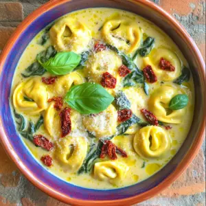 To make One-Pot Sun-Dried Tomato Spinach Tortellini, you need a few simple items. Gather these ingredients before you start cooking: - 12 oz fresh or frozen cheese tortellini - 1 cup sun-dried tomatoes, chopped (choose oil-packed for enhanced flavor) - 2 cups fresh baby spinach leaves - 3 cloves garlic, finely minced - 1 cup vegetable broth (low-sodium recommended) - 1 cup heavy cream - 1 tablespoon extra virgin olive oil - 1 teaspoon dried basil - 1/2 teaspoon red pepper flakes (optional, for a hint of heat) - Salt and freshly ground black pepper to taste - Grated Parmesan cheese for serving - Fresh basil leaves for garnish (optional) Each ingredient plays a key role. The tortellini gives a nice base, while sun-dried tomatoes add tang. Spinach brings freshness, and garlic adds warmth. Heavy cream makes the dish rich and creamy. You can also adjust seasoning to fit your taste. First, I heat one tablespoon of extra virgin olive oil in a large pot over medium heat. As the oil warms, I finely mince three cloves of garlic. Once the oil is hot, I add the garlic to the pot. I sauté it for about one minute. I want the garlic to smell great, but it should not turn brown. Next, I chop one cup of sun-dried tomatoes. I add these to the pot and cook them for about two minutes. This step brings out their rich flavor. After the sun-dried tomatoes are ready, I pour in one cup of vegetable broth and one cup of heavy cream. I stir everything well. I let the mixture come to a gentle simmer. Once I see bubbles, I add 12 ounces of fresh or frozen cheese tortellini. If I use fresh tortellini, it cooks in about five to seven minutes. Frozen tortellini takes about ten to twelve minutes. I stir gently every few minutes, so nothing sticks to the pot. When the tortellini is almost al dente, I fold in two cups of fresh baby spinach. I also add one teaspoon of dried basil and, if I want some heat, half a teaspoon of red pepper flakes. I stir well until the spinach wilts, which takes about two minutes. Now, I taste the dish and season it with salt and freshly ground black pepper. After that, I remove the pot from heat. I serve the tortellini hot, topped with grated Parmesan cheese and a few fresh basil leaves for a pop of color and extra flavor. To boost flavor, choose oil-packed sun-dried tomatoes. They add richness and depth to your dish. If you use dry sun-dried tomatoes, soak them in hot water for ten minutes. This step helps rehydrate them and enhances their taste. Adjust seasonings to your liking. Taste your dish before serving. A pinch of salt or a dash of black pepper can make a big difference. If you like heat, add red pepper flakes. Start with a little and increase to your comfort level. For perfect tortellini texture, check the package for cooking times. Fresh tortellini usually cooks in 5-7 minutes. Frozen tortellini may take about 10-12 minutes. Stir gently to avoid sticking. Look for signs of doneness. The tortellini should float and feel tender. If you bite into one, it should be soft but not mushy. Pair this dish with a simple salad or garlic bread. A light side complements the rich flavors of the tortellini. For presentation, serve in shallow bowls. Sprinkle grated Parmesan cheese on top. Add fresh basil leaves for color. This makes your meal look as good as it tastes! {{image_4}} You can change the proteins in this dish to suit your taste. For a heartier meal, try adding cooked chicken or shrimp. Both options add great flavor and protein. You can also switch up the vegetables. Instead of spinach, use kale or arugula for a different twist. Zucchini or bell peppers can add color and crunch too. Mix and match until you find your favorite combo! If you want to make this dish vegan, swap out the cheese tortellini for a plant-based version. Use coconut cream or cashew cream in place of heavy cream. This keeps the dish creamy while being dairy-free. For those needing gluten-free options, look for gluten-free tortellini. Many brands offer tasty alternatives made from rice or chickpeas. This way, everyone can enjoy this one-pot delight without worry! To keep your One-Pot Sun-Dried Tomato Spinach Tortellini fresh, use airtight containers. Glass or plastic containers work well. Make sure they seal tightly to keep out air. Store in the fridge for up to three days. If you need to keep it longer, freeze the leftovers. Use freezer-safe bags or containers for best results. This way, you can enjoy it later without losing taste. When reheating, keep the flavor intact. The best method is using the stovetop. Place the tortellini in a pan over medium heat. Add a splash of broth or cream to help it warm up. Stir often to avoid sticking. You can also use the microwave if you're short on time. Just cover the dish with a microwave-safe lid. Heat in short bursts, stirring in between. This keeps the tortellini's texture nice and creamy. Avoid cooking it too long, as this can make it mushy. Yes, you can use frozen tortellini for this dish. When cooking frozen tortellini, make sure to adjust the cooking time. Frozen tortellini usually takes about 10-12 minutes to cook. Check the package for details. Start cooking them in the broth and cream mixture. Stir them gently to prevent sticking. The total time for this dish is about 20 minutes. It includes 10 minutes for prep and 10 minutes for cooking. First, gather all your ingredients. Then, follow the steps to sauté the garlic, add the sun-dried tomatoes, and cook the tortellini. You can serve it hot in no time. Yes, this dish is great for meal prep. You can make it ahead of time and store it in the fridge. Use airtight containers for best results. To reheat, warm it gently on the stove or in the microwave. Add a splash of cream if it seems dry. Enjoy your tasty tortellini anytime! This blog post provides a detailed guide on making sun-dried tomato spinach tortellini. You learned about the key ingredients, step-by-step instructions, and helpful tips for flavor and texture. I shared easy variations and smart storage methods, so your dish stays fresh and tasty. This one-pot meal is versatile and easy to prepare. Enjoy experimenting with different flavors and ingredients. Your cooking will amaze family and friends! Dive in and savor every bite.