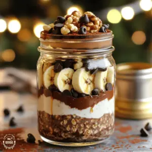 - 1 cup rolled oats - 2 cups almond milk (or any milk of your choice) - 1 tablespoon unsweetened cocoa powder - 1 tablespoon instant coffee or espresso powder These main ingredients create a strong base for our overnight oats. The rolled oats give the dish its heartiness. Almond milk adds creaminess and flavor. Cocoa powder brings rich chocolate taste. Instant coffee boosts flavor and gives a mocha twist. - 2 tablespoons maple syrup or honey - 1 scoop chocolate protein powder - 1/4 cup Greek yogurt - 1/4 cup dark chocolate chips These extra ingredients add sweetness and protein. Maple syrup or honey sweetens the oats. Chocolate protein powder enhances the chocolate flavor while adding protein. Greek yogurt makes the mixture creamier and richer. Dark chocolate chips add delightful bits of chocolate. - Sliced bananas - Chopped walnuts - Additional chocolate chips Toppings are fun and add texture. Sliced bananas lend natural sweetness. Chopped walnuts add a nice crunch. Extra chocolate chips are perfect for chocolate lovers. You can mix and match toppings for your favorite flavors and textures. Start by mixing the rolled oats, cocoa powder, and instant coffee in a large bowl. This blend gives the oats a rich mocha flavor. Don't forget to add a pinch of sea salt. It enhances the taste and balances the sweetness. In a separate bowl, whisk together the almond milk, maple syrup, and chocolate protein powder. Make sure the mixture is smooth and free from lumps. This step ensures your oats will be creamy and tasty. Next, pour the wet mixture into the dry ingredients. Stir thoroughly to coat all the oats. You want every bite to be chocolatey. Then, gently fold in the Greek yogurt and dark chocolate chips. This adds creaminess and a sweet surprise. Now, divide the mixture into individual containers. Use jars or any containers you have. Seal them tightly to keep the oats fresh. Place them in the fridge overnight or for at least four hours. This soaking time allows the oats to soften perfectly. When you’re ready to eat, take a moment to stir the oats. If they seem too thick, add a splash of milk. This will adjust the texture. Finally, top your oats with sliced bananas, chopped walnuts, or extra chocolate chips. These toppings add color and crunch, making your breakfast even better! To get the best texture, soak your oats overnight. This gives them time to absorb the almond milk. If you’re in a hurry, soak them for at least 4 hours. Using fresh ingredients is key. Fresh oats and milk make a big difference in taste and texture. You can add extra flavor in many ways. Try adding a pinch of cinnamon or vanilla extract for a warm taste. Different protein powders can change the flavor too. Choose chocolate, vanilla, or even coffee-flavored protein to match your mood. Presentation matters! Serve your overnight oats in mason jars for a fun look. You can layer your toppings for a colorful treat. Pair your oats with a side of fresh fruit or yogurt. This gives you a balanced breakfast that looks great and tastes even better. {{image_4}} You can play with flavors to keep things fun. Try Mocha Hazelnut Overnight Oats. Just add hazelnut spread to the mix for a nutty twist. You’ll enjoy a rich flavor that pairs well with chocolate. Another option is the Peanut Butter Brownie Variation. Simply mix in some creamy peanut butter. This adds protein and a rich, nutty taste. It makes for a delightful and satisfying breakfast. If you follow a vegan diet, swap the Greek yogurt for a dairy-free option like coconut yogurt. Use maple syrup for sweetness and check that your protein powder is plant-based. This way, you can enjoy the same great taste without animal products. For those needing gluten-free options, use certified gluten-free oats. Most oats are naturally gluten-free, but processing can introduce gluten. Always check the label to be safe. Want to boost nutrition? Consider adding chia seeds or flaxseeds. Both are rich in omega-3 fatty acids and fiber. Just a tablespoon of either can add a healthy crunch and extra nutrients. You can also add cottage cheese for a protein-packed alternative. It adds creaminess and a mild flavor, making your oats even more filling. A simple scoop stirred in can make a big difference in your breakfast. For the best results, use glass jars or airtight containers. These keep your Protein Mocha Brownie Overnight Oats fresh. Avoid using flimsy plastic containers. They can warp and let air in. To prevent spoilage, always seal your containers tightly. Store the jars in the fridge right after making them. This keeps them cool and safe to eat. In the refrigerator, your overnight oats will last about 3 to 5 days. This gives you a tasty breakfast ready to go. If you want to store them longer, consider freezing. You can freeze them for up to 3 months. Just make sure to use freezer-safe containers. When you're ready to eat, thaw the oats in the fridge overnight. If you prefer warm oats, you can reheat them easily. The best method is to use the microwave. Start by removing the lid and heating for 30 seconds. Stir and heat in 15-second bursts until warm. Be careful not to overheat, as this can change the texture. For best taste, add a splash of milk before you reheat. This keeps them creamy and delicious. Yes, you can prepare these oats in advance. They taste great after sitting overnight. You can store them in the fridge for up to 5 days. Just make sure to keep them in a sealed container to keep them fresh. Absolutely! You can use any milk you like. Almond milk is my favorite, but soy, oat, or regular cow's milk work well too. Each type of milk will add its own flavor, so feel free to experiment. To reduce sugar, you have a few options. You can cut back on maple syrup or honey. You could also try using a sugar-free sweetener like stevia or monk fruit. These options keep the oats sweet without adding too much sugar. If you don’t have protein powder, no problem! You can skip it or use Greek yogurt to add some protein. You can also add nut butter for extra flavor and protein. Just adjust the liquid to keep the right texture. If your oats are too thick, simply add more milk. Stir in a little at a time until you reach your desired consistency. You can also let them sit a bit longer, as they may absorb more liquid. Protein Mocha Brownie Overnight Oats are easy to make and tasty. We covered the key ingredients, step-by-step instructions, and tips for perfect texture. Don’t forget all the fun variations and storage options too. These oats make a great breakfast for busy days. With so many ways to customize, you can enjoy them daily without boredom. Dive into this sweet and nutritious meal, and get ready to indulge!