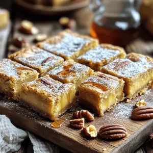 - 1 cup unsalted butter - 1 cup packed brown sugar - 1/2 cup granulated sugar - 2 large eggs - 1 teaspoon pure vanilla extract - 2 cups all-purpose flour - 1 teaspoon baking powder - 1/2 teaspoon baking soda - 1/4 teaspoon fine sea salt - 1/2 cup pure maple syrup - 1 cup chopped pecans or walnuts (optional) To make these brown butter maple blondies, you need simple and fresh ingredients. Unsalted butter gives the blondies their rich taste. The brown sugar adds a deep flavor, while the granulated sugar helps them stay soft. Eggs bind the mixture and add moisture. Pure vanilla extract brings warmth to the blend. You will also need all-purpose flour for structure, baking powder and baking soda for lift, and fine sea salt to enhance all the flavors. The star of the show is the maple syrup, which adds sweetness and a unique touch. If you want, you can add chopped pecans or walnuts for extra crunch. - Pecans or Walnuts - Additional Toppings If you love nuts, pecans or walnuts add a nice texture. You can also experiment with toppings! A drizzle of melted chocolate or a sprinkle of sea salt can elevate your blondies. Just be creative! Browning butter is key for flavor. It brings out a nutty taste that makes these blondies special. To brown the butter, melt it in a medium saucepan over medium heat. Stir it often as it heats. Watch it closely; it can burn quickly. You want it to turn a rich golden brown. This process takes about 5-7 minutes. Once browned, remove it from heat and let it cool slightly. For the perfect texture, mix brown sugar and granulated sugar well. In a large bowl, combine both sugars. Then, pour in your slightly cooled browned butter. Stir until the mixture is smooth. Next, add the eggs one at a time. Mix well after each addition. Finally, stir in the pure vanilla extract until everything is blended. To prevent lumps, combine your dry ingredients carefully. In a separate bowl, whisk together all-purpose flour, baking powder, baking soda, and fine sea salt. This sifting ensures even mixing. Gradually add the dry mix to the wet mix. Stir gently until just combined. Avoid overmixing to keep the blondies soft. Maple syrup adds a sweet and rich flavor. Pour the pure maple syrup into your batter. Use a spatula to fold it in gently. This helps keep the batter light. If you want some crunch, fold in chopped pecans or walnuts now. Preheat your oven to 350°F (175°C). Grease a 9x13 inch baking pan or line it with parchment paper. This makes it easy to remove the blondies later. Pour the batter into the prepared pan, spreading it evenly. Bake for 25-30 minutes. Check for doneness by inserting a toothpick in the center. It should come out clean or with a few moist crumbs. Let the blondies cool in the pan for about 10 minutes. Then, transfer them to a wire rack to cool completely. Once cool, cut them into squares. For a lovely touch, serve them on a wooden board. You can drizzle with extra maple syrup or sprinkle with powdered sugar for added flair. Enjoy this sweet treat! - Avoiding Burnt Butter To brown butter without burning it, use a light-colored pan. A light pan helps you see the color change. Keep stirring the butter as it heats. This keeps it from sticking to the pan and burning. When it turns golden and smells nutty, take it off the heat. Allow it to cool slightly before using. - Flavor Enhancements Brown butter adds a rich, nutty flavor. You can enhance this with a pinch of sea salt. Salt balances the sweetness of the blondies. Add a dash of cinnamon for warmth. These small tweaks can make a big difference. - Achieving the Perfect Blondie Bite For soft and chewy blondies, mix the batter gently. Overmixing can lead to tough blondies. When you add the dry ingredients, stir until just combined. This keeps your blondies tender. Also, bake them until just set. A toothpick should come out with a few moist crumbs. This ensures they stay soft inside. - Pairings with Ice Cream or Coffee Brown butter maple blondies shine with a scoop of vanilla ice cream. The cold ice cream contrasts the warm blondies. They are also great with a hot cup of coffee. The flavors blend well and create a cozy treat. For added flair, drizzle some maple syrup on top before serving. You can also sprinkle some chopped nuts for a crunchy finish. {{image_4}} If you want nut-free blondies, you have options. Instead of pecans or walnuts, use seeds. Sunflower seeds or pumpkin seeds work great. These seeds add crunch without nuts. You can also skip them altogether if you prefer a plain blondie. Want to mix it up? Add chocolate chips to the batter. They melt and create a rich, gooey texture. You can also try spices. Cinnamon or nutmeg can add warmth. A pinch of sea salt can highlight the sweetness too. Each option brings a new twist to the classic flavor. For gluten-free blondies, swap all-purpose flour with gluten-free flour blends. Look for blends that have xanthan gum. This keeps the texture nice and chewy. Coconut flour is another option. Just remember to use less, as it absorbs more liquid. - Keep blondies in an airtight container. - Store at room temperature for up to three days. - For freshness, use parchment paper to separate layers. - Avoid direct sunlight to keep them moist. - To freeze, cut blondies into squares. - Wrap each piece in plastic wrap tightly. - Place wrapped blondies in a freezer-safe bag. - They can last for up to three months in the freezer. - To reheat, thaw in the fridge overnight. - Warm in the microwave for 10-15 seconds before serving. - Brown Butter Maple Blondies stay fresh for about three days. - If frozen, they remain tasty for up to three months. - Enjoy them within these time frames for the best flavor. Yes, you can. For a healthier option, try coconut sugar or agave. If you prefer a low-calorie sweetener, consider using stevia or erythritol. Adjust the amount based on sweetness levels. Start with a smaller quantity and taste the batter. Remember, each option may alter the flavor slightly. You have several choices for egg substitutes. Applesauce works well; use 1/4 cup per egg. Mashed banana is another option; use 1/4 cup too. Flaxseed meal is great; mix 1 tablespoon with 2.5 tablespoons of water for each egg. Silken tofu also works; blend 1/4 cup until smooth. Choose the one that fits your taste. To enhance richness, add chocolate chips or chunks. Swirl in some Nutella or peanut butter for extra flavor. Top with a sprinkle of sea salt before baking for a sweet-salty combo. You can also drizzle melted chocolate on top after baking. These tweaks will make your blondies even more tempting. Absolutely! If you want a change, try almonds, hazelnuts, or pistachios. You can also skip nuts for a nut-free version. Just ensure to adjust the baking time if you change the ingredients. Each type of nut adds its unique flavor and texture, so choose what you love best. Making blondies is easy and fun! You start with key ingredients like brown sugar and butter. Follow simple steps to get that perfect flavor. Remember to brown your butter for rich taste and mix well for the right texture. Try tips for nut-free or gluten-free options. Store your blondies properly to keep them fresh. I hope this guide helps you create delicious blondies that everyone will love! Enjoy the process and share your tasty creations!