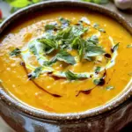 To make creamy roasted tomato basil soup, gather these ingredients: - 2 pounds ripe tomatoes, halved - 1 medium onion, coarsely chopped - 4 cloves garlic, peeled and left whole - 2 tablespoons olive oil - Salt and freshly ground black pepper, to taste - 1 teaspoon dried oregano - 2 cups vegetable broth, low sodium recommended - 1 cup heavy cream (or substitute with coconut cream for a lighter, dairy-free version) - 1/2 cup fresh basil leaves, roughly chopped - 1 tablespoon balsamic vinegar (optional for a hint of sweetness) You can make this soup fit your needs! Here are some easy swaps: - Dairy-Free: Use coconut cream instead of heavy cream. - Gluten-Free: This recipe is already gluten-free! - Low-Calorie: Use less cream or a lighter milk. - Herb Variations: Try using thyme or parsley if you don’t have basil. Fresh ingredients make a big difference in taste. Here’s why: - Flavor: Ripe tomatoes and fresh basil add rich flavors. - Nutrition: Fresh produce has more vitamins and nutrients. - Texture: Fresh veggies roast better, giving a nice base for the soup. Using fresh ingredients elevates your soup from good to great! Enjoy the journey of creating a warm and flavorful dish. First, set your oven to 400°F (200°C). This heat helps our soup’s flavors bloom. Next, grab a large baking sheet. Place the halved tomatoes, onion, and whole garlic cloves on it. Drizzle with olive oil for a rich taste. Add salt, pepper, and oregano to enhance the flavors. Toss gently so everything is covered. Roast these veggies for 30-35 minutes. Look for caramelized edges and soft onions. These signs mean they are ready! After roasting, let the vegetables cool for a few minutes. Transfer them to a blender with vegetable broth. Blend on high until it’s smooth and creamy. If needed, stop to scrape the sides. This ensures a perfect texture! Pour the blended mix into a medium saucepan over medium heat. Add the heavy cream, or coconut cream if you want a lighter soup. Stir well and warm until it gently simmers. Adjust the seasoning with salt and pepper to taste. Then, add the fresh basil and balsamic vinegar if you like a hint of sweetness. Cook for another 5 minutes to let the flavors blend. Serve the soup hot. For a beautiful touch, garnish with extra basil leaves or a drizzle of cream. It pairs wonderfully with crusty bread or a grilled cheese sandwich for a cozy meal! To get the best flavor, season your veggies well. Use good salt and fresh black pepper. I add dried oregano, but you can try thyme or basil, too. If you want a touch of sweetness, add balsamic vinegar. This really brings out the rich taste of the roasted tomatoes. Roasting is key for deep flavor. Preheat your oven to 400°F (200°C) to start. Spread the tomatoes, onion, and garlic evenly on the baking sheet. Make sure the cut sides of the tomatoes face up; this helps them caramelize. Roast until the edges are slightly charred. This usually takes about 30-35 minutes. For a creamy soup, blending is important. After roasting, let the veggies cool for a bit. Then, add them to your blender with the vegetable broth. Blend until it’s completely smooth. If you like a thicker soup, add less broth. Once blended, stir in the cream. This gives the soup a rich, velvety feel. {{image_4}} You can make this soup dairy-free by using coconut cream instead of heavy cream. It keeps the soup rich and creamy. Just swap the heavy cream with one cup of coconut cream. This version still delivers great taste. You can also use almond milk or cashew cream for a lighter option. Both will add a nice flavor without dairy. Want to make this soup more filling? Add protein like cooked chicken or white beans. For chicken, shred it and stir it in after blending the soup. If you choose white beans, add a cup to the blender with the vegetables. This will increase the protein while keeping the soup smooth and creamy. To boost the flavor, add spices like smoked paprika or red pepper flakes. Smoked paprika gives a warm, smoky taste. Just a teaspoon will do. Red pepper flakes add a nice kick. Start with a pinch, then adjust to your liking. You can also add fresh herbs like thyme or rosemary for more depth. These small changes can transform your soup into something special. After you enjoy your creamy roasted tomato basil soup, store any leftovers in an airtight container. Let the soup cool to room temperature before sealing it. Refrigerate the soup for up to three days. This keeps the flavors fresh while making it easy to reheat later. To reheat the soup, pour it into a saucepan. Heat it on medium-low heat, stirring often. This helps the soup warm evenly without burning. If the soup thickens, add a splash of vegetable broth or water. Stir until smooth and hot. You can also use a microwave; heat it in short bursts, stirring in between. If you want to save some soup for later, freezing is a great option. Let the soup cool completely, then pour it into freezer-safe bags or containers. Leave some space for expansion as it freezes. Label the bags with the date and freeze for up to three months. When you’re ready to enjoy it, thaw it overnight in the fridge and reheat as mentioned above. This way, you’ll always have a tasty meal on hand! Yes, you can use canned tomatoes. They work well for this soup. Choose whole or diced tomatoes for the best results. Drain excess liquid to avoid a watery soup. Roasting fresh tomatoes adds flavor, but canned tomatoes can save time. To spice up the soup, add red pepper flakes. You can also mix in diced jalapeños for a fresh kick. Another option is to include a dash of hot sauce while simmering. Taste as you go to find your perfect heat level. This soup pairs well with crusty bread or a grilled cheese sandwich. You can also enjoy it with a fresh salad or homemade croutons. For a gourmet touch, top with fresh basil or a swirl of cream before serving. In this post, we covered how to make creamy roasted tomato basil soup. We discussed the key ingredients and offered helpful substitutions. We went through step-by-step instructions, ensuring great flavor and texture. We also provided tips for storage and answered common questions. Use fresh ingredients for the best taste. Enjoy experimenting with variations, like dairy-free options. Your soup-making skills will shine as you create delicious meals. Happy cooking!