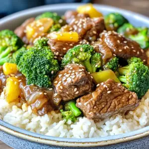 - 2 pounds beef chuck, cut into 1-inch cubes - 1 cup low-sodium soy sauce - 1/2 cup honey - 1/4 cup rice vinegar - 1 tablespoon fresh ginger, minced - 2 cloves garlic, minced - 1 tablespoon sesame oil - 1 teaspoon red pepper flakes (optional) - 4 cups broccoli florets, fresh or frozen - 1 tablespoon cornstarch - 2 tablespoons water - Sesame seeds for garnish - Cooked rice for serving When I cook, I always start with quality ingredients. For this dish, beef chuck shines through. This cut is juicy and tender when cooked slowly. The soy sauce adds a salty kick, while honey brings sweetness. Rice vinegar balances the flavors perfectly. Aromatics like ginger and garlic give depth. Minced ginger adds warmth, while garlic gives a strong flavor. Sesame oil introduces a nutty taste, and red pepper flakes can spice things up. Broccoli adds a fresh crunch to this dish. It’s nice to use fresh, but frozen works too. Cornstarch thickens the sauce, giving it the right texture. Water helps mix it in smoothly. Don’t forget sesame seeds for garnish! They add a lovely crunch. Serve everything over warm rice. This meal is both hearty and packed with flavor. To start, grab a medium bowl. Whisk together the soy sauce, honey, rice vinegar, minced ginger, minced garlic, and sesame oil. This sauce is the heart of your dish. It adds sweet and savory notes that make the beef shine. Next, take your cubed beef chuck and place it in the slow cooker. Pour the teriyaki sauce over the beef. Make sure each piece is well-coated. This step ensures that the beef absorbs all those tasty flavors as it cooks. Now it’s time to cook. Cover the slow cooker with its lid. You can choose to cook on low for 6 to 8 hours. If you’re in a hurry, cook on high for 3 to 4 hours. Either way, the beef will become tender and juicy. About 30 minutes before serving, add the broccoli florets to the slow cooker. Gently stir them in with the beef. This allows the broccoli to soak up some of that delicious teriyaki sauce while keeping its bright color. In a small bowl, mix the cornstarch and water to create a smooth slurry. Add this mixture to the slow cooker about 15 minutes before the dish is done. This step will thicken the sauce, making it rich and perfect for serving. Once the cooking time is up, it’s time to serve. Spoon the tender beef and broccoli over warm cooked rice. Don’t forget to garnish each bowl with sesame seeds. They add a nice crunch and look great on the plate. When making teriyaki beef, the best cut of meat is beef chuck. It has enough fat, which makes it tender. Cut the beef into 1-inch cubes. This size helps it cook evenly. You can also use brisket or round, but chuck is my top choice for flavor and tenderness. To get the best teriyaki taste, balance the sweetness and tang. You can add more honey for sweetness. If you prefer a tangy flavor, increase the rice vinegar. Taste the sauce as you mix. Adjust it until you find your perfect blend. Adding a pinch of red pepper flakes gives a nice kick, too! Broccoli should stay bright and crispy. Add it to the slow cooker about 30 minutes before serving. This timing helps the broccoli cook without becoming mushy. Stir it gently with the beef to mix the flavors. For extra color, you can use fresh broccoli florets instead of frozen. This keeps it vibrant and appealing. {{image_4}} You can swap beef for chicken or tofu. Chicken thighs work well for a juicy bite. Simply cut them into pieces and follow the same steps. For tofu, use firm or extra-firm tofu. Press it to remove extra water, then cut it into cubes. Add the tofu to the slow cooker with the sauce. It will soak up the flavors nicely. While broccoli is a star, you can add other veggies too. Carrots, bell peppers, and snap peas pair great with teriyaki. Slice them thin for quick cooking. Add these vegetables about 30 minutes before the dish is done. This keeps them bright and crunchy. If you need a gluten-free option, use tamari as a soy sauce substitute. It has a similar taste without gluten. For thickening, arrowroot powder works instead of cornstarch. Mix it with water just like you would with cornstarch. This keeps the sauce thick and rich, just like you want! To store leftovers safely, let the teriyaki beef and broccoli cool to room temperature. Then, transfer it to an airtight container. Make sure to seal it tightly. Store in the fridge for up to four days. When you are ready to eat, check for any signs of spoilage before reheating. To freeze your teriyaki beef and broccoli, place the cooled dish in a freezer-safe container. Leave some space at the top for expansion. You can freeze it for up to three months. For best results, label the container with the date. When you want to enjoy it, thaw it overnight in the fridge. Reheat the teriyaki beef and broccoli on the stove or in the microwave. If using the stove, warm it over medium heat in a pan. Stir often to keep it from burning. If you use the microwave, heat it in short bursts. Stir between intervals to ensure even warming. Add a splash of water if it looks too dry. This keeps the flavor and texture just right. To add some heat, use red pepper flakes. You can add one or two teaspoons based on your taste. If you want more spice, try fresh sliced chili peppers. You could also add a dash of hot sauce to the teriyaki sauce. Start with a small amount and taste as you mix. This way, you can control the spice level just right for you. Yes, you can use frozen beef. Just remember to thaw it first. This helps the meat cook evenly. Slow cooking frozen beef may take longer. It can lead to uneven cooking. Thawing ensures the beef absorbs all the teriyaki flavor. If you’re in a hurry, you can cook it from frozen. Just adjust the time. Cook on high for 4 to 5 hours instead. This dish pairs well with cooked rice. You can use either white or brown rice. For a twist, try serving it with noodles. A simple green salad also complements the flavors. You might like steamed dumplings as a side too. Just keep your sides light. This way, the teriyaki flavor shines through. This recipe for Slow Cooker Teriyaki Beef & Broccoli is simple and delicious. We covered main ingredients, aromatic seasonings, and the cooking steps to make this dish shine. You learned tips to choose the best beef and adjust flavors. Also, we explored variations and smart storage methods. Now it’s time to enjoy your tasty meal and impress family or friends. With these tips, you can make a dish that everyone will love!