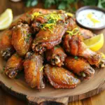 - 2 pounds chicken wings, tips removed - 2 tablespoons olive oil - 1 teaspoon fresh lemon zest - 2 tablespoons freshly squeezed lemon juice - 1 tablespoon freshly cracked black pepper - 1 teaspoon garlic powder - 1 teaspoon onion powder - 1 teaspoon smoked paprika - 1 teaspoon sea salt - Fresh parsley, finely chopped (for garnish) - Lemon wedges (for serving) To make Air Fryer Lemon Pepper Crispy Wings, start with fresh chicken wings. Remove the tips for better cooking. The wings need oil for crispiness. Olive oil gives a nice flavor and helps the spices stick. Next, you'll need the marinade. Fresh lemon zest adds bright flavor. The juice brings a tartness that makes the wings pop. Black pepper gives heat, while garlic and onion powders add depth. Smoked paprika gives a nice color and a hint of smokiness. Sea salt enhances all the flavors. For garnish, fresh parsley looks great and adds a fresh taste. Lemon wedges are perfect for serving. They help brighten each bite. Enjoy these simple yet flavorful wings that are great for gatherings or game day! 1. Preheating the air fryer: Start by preheating your air fryer to 400°F (200°C) for about 5 minutes. This helps the wings cook evenly and get that perfect crisp. 2. Mixing the marinade: In a large mixing bowl, combine 2 tablespoons of olive oil, 1 teaspoon of fresh lemon zest, 2 tablespoons of freshly squeezed lemon juice, 1 tablespoon of freshly cracked black pepper, 1 teaspoon each of garlic powder, onion powder, smoked paprika, and sea salt. Whisk it all together until it’s smooth and well mixed. 3. Marinating the chicken wings: Add 2 pounds of chicken wings to the bowl. Toss them well to coat every wing in the marinade. For the best flavor, let the wings marinate for at least 30 minutes at room temperature or chill them in the fridge for up to 2 hours. 1. Arranging wings in the air fryer: After marinating, place the wings in a single layer in the air fryer basket. Make sure not to overcrowd the basket, as this will help them cook evenly and stay crispy. 2. Cooking time and temperature guidance: Cook the wings at 400°F (200°C) for 25-30 minutes. This high temperature will render the fat and crisp up the skin. 3. Flipping wings for uniformity: Halfway through cooking, flip the wings. This ensures they brown evenly and get that golden, crispy texture on both sides. 1. How to garnish and present the wings: Once the wings are done, remove them from the air fryer and let them rest for a few minutes. Garnish with fresh chopped parsley. Arrange them nicely on a platter for a beautiful presentation. 2. Recommended dipping sauces: Serve with lemon wedges on the side for added zest. Pair them with creamy ranch or tangy blue cheese dressing for a tasty dip that complements the lemon pepper flavor. Preheating your air fryer is a must. Set it to 400°F (200°C) for about 5 minutes. This step helps cook the wings evenly. It also gives them that perfect crispy skin we all love. Marinating your wings adds great flavor. Mix olive oil, lemon zest, lemon juice, black pepper, garlic powder, onion powder, smoked paprika, and sea salt in a bowl. Toss the wings in this mix. Let them sit for at least 30 minutes. If you have more time, chill them for up to 2 hours. This extra time makes the taste even better. Avoid overcrowding the air fryer. If you add too many wings, they won’t cook well. You want them in a single layer for even cooking. Adjust the cooking time based on wing size. Smaller wings may need less time, while larger ones need more. Flip the wings halfway through cooking. This helps them brown evenly and get crispy all over. Want to kick up the flavor? Add spices like cayenne pepper for heat or paprika for more color. You can also try a dash of cumin or chili powder for a new twist. When marinating, use oils like avocado or grapeseed oil. These oils have high smoke points and enhance the taste of your wings. {{image_4}} You can change the flavor of your wings easily. For a sweet and spicy kick, add honey and cayenne pepper. This mix creates a nice balance between sweet and heat. You can also try using different seasoning blends. For instance, a barbecue rub adds a smoky taste. Or, use a ranch seasoning for a creamy flavor. You can also bake these wings in the oven. Preheat your oven to 425°F (220°C). Arrange the wings on a baking sheet lined with foil. Bake them for 35-40 minutes. Flip them halfway through for even crispiness. Grilling is another great option. Heat your grill to medium-high. Grill the wings for about 20-25 minutes, turning often. This method gives a nice smoky flavor. Pair your wings with tasty sides. Fresh veggies and creamy ranch dip make a great match. You can also serve them with crispy fries or a light salad. For drinks, a cold lemonade or beer complements the wings well. These pairings can enhance your meal and make it more enjoyable. To keep your leftover wings fresh, place them in an airtight container. This helps prevent moisture loss and keeps the wings tasty. You can store them in the fridge for up to three days. If you want to save them longer, freezing is a great option. To freeze, wrap the wings tightly in plastic wrap and then place them in a freezer-safe bag. This way, they will last for up to three months. Reheating wings can be tricky, but there are some easy methods. The best way is to use the air fryer again. Preheat it to 375°F (190°C). Place the wings in a single layer and cook for about 5-7 minutes. This keeps them crispy. You can also reheat them in an oven at the same temperature for about 10-15 minutes. Just make sure to check that they get hot all the way through. When it comes to leftovers, aim to eat them within three days for the best taste. Always check for signs of spoilage before eating. If the wings smell funny or look off, it's best to toss them. If you see any mold, don't eat them. Keeping the wings stored properly helps ensure they stay safe and delicious! The best temperature for air frying chicken wings is 400°F (200°C). This high heat helps the wings get crispy. Preheating your air fryer for about 5 minutes is key. It ensures even cooking. Wings should marinate for at least 30 minutes. You can marinate them for up to 2 hours in the fridge for more flavor. The lemon, pepper, and spices soak into the meat. This makes every bite tasty. Yes, you can use frozen chicken wings. However, they may take longer to cook. Make sure to check their internal temperature. They should reach 165°F (75°C) to be safe to eat. Thawing them first will help with cooking time and crispiness. For crispy wings, I recommend brands like Philips, Ninja, or Cosori. They offer great heat distribution. Look for models with a basket that allows for good airflow. This helps wings cook evenly and get crispy. Now you know how to make crispy chicken wings in an air fryer. We covered the right ingredients, step-by-step instructions, and helpful tips for success. Remember to preheat your fryer and avoid overcrowding for the best crispiness. Whether you want spicy wings or a sweet alternative, there’s a flavor for everyone. Store any leftovers properly to enjoy later. Now, it’s time to get cooking and enjoy your tasty creation!