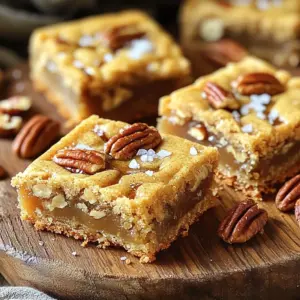- 1 cup unsalted butter, softened to room temperature - 1 cup packed brown sugar - 1/2 cup granulated sugar - 1/2 cup pure maple syrup - 2 large eggs - 2 teaspoons pure vanilla extract - 3 cups all-purpose flour - 1 teaspoon baking soda - 1/2 teaspoon fine salt - 1 cup pecans, roughly chopped - 1/2 teaspoon flaky sea salt, for topping You can use salted butter if you prefer a salty-sweet combo. Just skip the flaky sea salt on top. If you need a nut-free option, try sunflower seeds or pumpkin seeds instead of pecans. They offer a nice crunch and flavor. For a vegan twist, swap the eggs for flax eggs. Mix 1 tablespoon of ground flaxseed with 2.5 tablespoons of water for each egg. Using high-quality ingredients makes a big difference in taste. Fresh butter adds creaminess, while pure maple syrup gives a rich flavor. Opt for fresh pecans for the best crunch and nutty taste. Quality ingredients not only enhance flavor but also elevate the overall texture of your cookie bars. When you choose the best, your treats will shine! First, preheat your oven to 350°F (175°C). This is key for even baking. Line a 9x13 inch baking dish with parchment paper. Leave some paper hanging over the sides. This helps lift the bars out later. In a large bowl, mix 1 cup of softened butter with 1 cup of brown sugar and 1/2 cup of granulated sugar. Use an electric mixer to beat until it’s light and fluffy. This takes about 3-4 minutes. Next, add in 1/2 cup of pure maple syrup, 2 large eggs, and 2 teaspoons of vanilla extract. Mix it all until smooth. In another bowl, whisk together 3 cups of all-purpose flour, 1 teaspoon of baking soda, and 1/2 teaspoon of fine salt. Gradually add this dry mix to the wet ingredients. Stir just until combined, being careful not to overmix. Finally, fold in 1 cup of roughly chopped pecans. Press the dough evenly into the lined baking dish. Use a spatula to smooth the top. Now, place the dish in your preheated oven. Bake for 20-25 minutes. Keep an eye on the edges—they should turn golden brown. To check for doneness, insert a toothpick into the center. If it comes out clean, the bars are ready. As soon as they are out of the oven, sprinkle the top with 1/2 teaspoon of flaky sea salt. This adds a perfect touch of flavor. Let the bars cool in the pan for 15-20 minutes. To know if your cookie bars are done, look at the edges. They should be golden brown. If you insert a toothpick, it should come out clean. If it has wet batter, bake a little longer. Remember, every oven is different, so keep checking! Once they cool a bit, lift them out of the pan using the parchment paper. Place the bars on a wire rack to cool completely before slicing. Enjoy your salted maple pecan cookie bars! When making salted maple pecan cookie bars, avoid these common mistakes: - Overmixing the dough: Mix just until combined. Overmixing makes the bars tough. - Skipping the parchment paper: This helps lift the bars out easily. Don’t skip it! - Not measuring ingredients accurately: Use proper measuring cups for best results. To get soft and chewy cookie bars, follow these tips: - Use room temperature butter: This helps create a light and fluffy mix. - Don’t overbake: Check at 20 minutes. The edges should be golden, and a toothpick should come out clean. - Cool before slicing: Let the bars cool completely for the best texture and easy cutting. These cookie bars shine when served right. Here are some ideas: - Drizzle with extra maple syrup: This adds a sweet touch and looks nice. - Top with whole pecans: This gives a nice crunch and a lovely look. - Pair with a scoop of vanilla ice cream: The warm bars and cold ice cream are a treat! {{image_4}} You can swap pecans for other nuts. Try walnuts, almonds, or hazelnuts. Each nut brings a different flavor and crunch. You can also add chocolate chips or dried fruit for a twist. This makes the bars fun and unique. Want a different taste? Add spices like cinnamon or nutmeg for warmth. A splash of almond extract gives a nice twist as well. You can even mix in some citrus zest for brightness. Each change will make your cookie bars special and tasty. To make these cookie bars gluten-free, use a gluten-free flour blend. This will keep the bars soft and chewy. For vegan options, swap eggs for flax eggs or applesauce. Use a plant-based butter and maple syrup to stay true to flavors. These changes make the recipe fit many diets without losing taste. To keep your salted maple pecan cookie bars fresh, store them in an airtight container. You can layer the bars with parchment paper to avoid sticking. They will stay fresh at room temperature for up to five days. If you want to keep them longer, consider refrigerating them. Freezing these cookie bars is simple and effective. Cut the bars into squares first. Then, wrap each piece tightly in plastic wrap. Place the wrapped bars into a freezer-safe bag or container. They can last in the freezer for up to three months. When you are ready to enjoy them, just thaw in the fridge overnight. To reheat, place a bar on a microwave-safe plate. Heat for about 10-15 seconds. This warms the bars without making them dry. You can also warm them in the oven. Preheat the oven to 350°F (175°C). Place the bars on a baking sheet and heat for about five minutes. Enjoy them warm for a soft, gooey treat! Yes, you can! If you want a sweeter taste, use all brown sugar. This adds a rich flavor. You can also mix brown sugar with coconut sugar. This gives a nice twist. Just remember, it may change the texture a bit. Look for golden edges. The center should look set and not jiggly. A toothpick test works well. Insert a toothpick into the middle. If it comes out clean, they are done! You can get creative! Try adding chocolate chips or white chocolate chunks. Dried fruit like cranberries or cherries add a nice touch too. Drizzle extra maple syrup on top for a sweet finish. Yes, you can! Bake the bars and let them cool completely. Then, wrap them tightly in plastic wrap. Store them in the fridge for up to one week. You can also freeze them for up to three months. Just make sure to thaw them in the fridge before serving. We covered key points about making great cookie bars. You learned about the best ingredients, step-by-step instructions, and tips to avoid common mistakes. Quality ingredients make a big difference. Consider variations for unique flavors and dietary needs. Storage tips help keep your cookie bars fresh longer. Remember, you can mix and match ingredients to suit your taste. Enjoy baking and experimenting with your favorite treats!