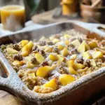 - 2 cups rolled oats - 1 ½ cups apple cider - 1 teaspoon baking powder - 1 teaspoon ground cinnamon - ½ teaspoon ground nutmeg - ¼ teaspoon salt - 2 tablespoons pure maple syrup - 1 large egg, lightly beaten - 1 cup diced apples (preferably Granny Smith or Honeycrisp for a tart flavor) - ½ cup chopped walnuts (optional for added crunch) - 2 tablespoons melted coconut oil (or unsalted butter for richness) - ¼ cup brown sugar (for a caramelized topping) This recipe brings together simple and wholesome ingredients. Rolled oats serve as the base, offering fiber and texture. Apple cider adds a sweet and tangy flavor that makes each bite special. Baking powder helps the mix rise and become fluffy. Spices like cinnamon and nutmeg bring warmth and depth to the dish. A pinch of salt balances the sweetness. Sweeteners like pure maple syrup and brown sugar give it that cozy, dessert-like taste we all love. Don’t forget the eggs! They bind everything together and add richness. Coconut oil or unsalted butter enhances the flavor and texture. If you want some extra goodness, fold in diced apples and walnuts for a delightful crunch. These ingredients come together to create a baked oatmeal that tastes just like your favorite apple cider donuts. - Preheat your oven to 350°F (175°C). Grease a 9x9-inch baking dish with cooking spray or butter. This helps with easy removal later. - In a large mixing bowl, mix together the rolled oats, baking powder, ground cinnamon, ground nutmeg, and salt. Stir until all dry ingredients are well combined. - In another bowl, whisk the apple cider, pure maple syrup, lightly beaten egg, and melted coconut oil. Make sure the mixture is smooth. - Gradually pour the wet mixture into the dry mix. Stir gently until everything is just combined. Do not overmix; this keeps the oats fluffy. - Carefully fold in the diced apples and chopped walnuts, if you choose to add them. This adds a nice crunch and flavor. - Transfer the mixture into the greased baking dish. Spread it out evenly, so it cooks well. - Sprinkle the brown sugar on top. This creates a sweet, caramelized layer when baked. - Bake for 25-30 minutes. The top should turn golden brown. Check with a toothpick; it should come out clean when done. To get the best texture, avoid overmixing. When you mix the wet and dry ingredients, do it gently. This keeps the oatmeal fluffy. For apples, I recommend using Granny Smith or Honeycrisp. They add a nice tartness that balances the sweetness. Serve the baked oatmeal warm for the best taste. You can drizzle extra apple cider over each square. Dusting with powdered sugar also adds a nice touch. For garnishing, try adding diced apples or a dollop of yogurt. This not only makes it pretty but adds creaminess. To boost flavor, consider adding spices like nutmeg or ginger. You can also mix in chocolate chips for a sweet twist. Pair this dish with yogurt or whipped cream. These add richness and make every bite more enjoyable. {{image_4}} You can easily change the oats in this recipe. Try steel-cut oats for a chewier texture. If you want a gluten-free option, use certified gluten-free oats. For sweeteners, swap maple syrup with honey or agave if you prefer. Each choice will give a unique flavor twist. If you like nuts, walnuts work great. But you can use pecans or almonds too. They will add a nice crunch. Feel free to skip the nuts altogether if you want. Fruits can change everything. Instead of apples, try pears for a softer taste. Berries mix in well, adding a burst of color and flavor. You can even add dried fruits like cranberries or raisins for extra sweetness. If you're vegan, skip the egg and use a flax egg instead. Mix one tablespoon of ground flaxseed with three tablespoons of water. Let it sit for a few minutes to thicken. This will help bind your oatmeal just like an egg. Want to switch things up? Turn this baked oatmeal into muffins or bars. Just pour the mixture into a muffin tin or a larger pan and cut it into bars after baking. This makes for easy snacks on the go. Another fun idea is to make a parfait. Layer baked oatmeal with yogurt and fresh fruit. This gives you a tasty and pretty dish. Each bite will be a mix of flavors and textures, making breakfast even more exciting! After you bake your Apple Cider Donut Baked Oatmeal, let it cool. Cut it into squares and store them in an airtight container. This helps keep it fresh. You can refrigerate it for up to five days. If you want to keep it longer, freezing is a great option. Wrap each square tightly in plastic wrap. Place the wrapped squares in a freezer-safe bag. This way, they can last up to three months. You can reheat your oatmeal in two ways: the oven or the microwave. For the oven, preheat it to 350°F (175°C). Place the squares in a baking dish and cover them with foil. Heat for about 10-15 minutes, until warm. This method helps maintain the texture. If you use a microwave, place a square on a microwave-safe plate. Heat it for about 30 seconds to 1 minute. Add a splash of apple cider to keep it moist. Enjoy your warm breakfast treat! Can I use quick oats instead of rolled oats? Yes, you can use quick oats. They will change the texture. Quick oats make the oatmeal softer and chewier. If you prefer a heartier bite, stick with rolled oats. How do I know when the oatmeal is done baking? The oatmeal is done when the top turns golden brown. Insert a toothpick in the center; it should come out clean. If it has wet batter on it, bake for a few more minutes. Can I make this recipe ahead of time? Yes, this recipe is great for meal prep! You can mix and bake it the night before. Store in the fridge and reheat in the morning for a quick breakfast. General nutritional content This baked oatmeal is rich in fiber and healthy carbs. Each serving has about 180 calories. It has a good mix of macronutrients from oats, apples, and nuts. Health benefits of key ingredients - Oats: They support heart health and help manage blood sugar. - Apples: They provide vitamins and antioxidants. - Walnuts: They are high in healthy fats and omega-3s. What to do if the mixture is too dry/wet? If the mixture is too dry, add a little more apple cider. If it’s too wet, add a few more oats. Adjust until you reach your desired consistency. Adjusting sweetness level to taste You can reduce the maple syrup or brown sugar if you want less sweet. To make it sweeter, add more maple syrup. Try to taste the mixture before baking to get it just right. This blog post covered all the critical steps to make a delicious baked oatmeal. We discussed key ingredients like oats, spices, and sweeteners. The step-by-step instructions guide you through mixing and baking. I offered tips to achieve the best texture and enhance flavors, along with various serving styles and storage tips. Remember, cooking is about experimenting. Don't be afraid to modify flavors and try new ingredients. I hope this inspires your next baking adventure!