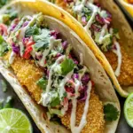 - 1 lb white fish fillets (cod or tilapia) - Seasonings: Salt, pepper, paprika, garlic powder, cayenne pepper - 2 tablespoons olive oil - 1 cup panko breadcrumbs - Slaw vegetables: 1 cup green cabbage, 1/2 cup red cabbage, 1/4 cup fresh cilantro - Dressing ingredients: 1/4 cup sour cream, 1 tablespoon lime juice, 1 teaspoon honey or agave syrup - 8 small corn tortillas - Optional garnishes: lime wedges, additional cilantro When I make air fryer fish tacos, I love to focus on fresh, simple ingredients. To start, you need one pound of white fish fillets. Cod or tilapia works great. I always season the fish with salt, pepper, paprika, garlic powder, and a little cayenne for a kick. Next, I use two tablespoons of olive oil to coat the fish. This oil helps the breadcrumbs stick and gives a nice crisp when cooking. For the slaw, I like a mix of colors and flavors. You will need one cup of finely shredded green cabbage and half a cup of finely shredded red cabbage. A quarter cup of chopped fresh cilantro adds a burst of freshness. For the dressing, combine a quarter cup of sour cream, one tablespoon of lime juice, and one teaspoon of honey or agave syrup. This creamy dressing ties the slaw together perfectly. Finally, you need eight small corn tortillas. These are the perfect size for holding all the tasty fillings. If you want to garnish your tacos, add lime wedges and extra cilantro for a fresh touch. First, I dry the fish fillets with paper towels. This step helps the coating stick better. Then, I sprinkle salt and pepper on both sides for flavor. Next, I mix panko breadcrumbs with paprika, garlic powder, and cayenne in a shallow dish. I take each fillet and brush it with olive oil. Finally, I press the fillets into the breadcrumb mix to coat all sides. I preheat my air fryer to 400°F (200°C). I lay the coated fish fillets in a single layer in the basket. If my air fryer is small, I may need to cook in batches. I set the timer for 10 to 12 minutes. Halfway through, I flip the fish to ensure even cooking. The fish should be golden brown and flaky when done. In a large bowl, I mix finely shredded green and red cabbage with chopped cilantro. In another small bowl, I whisk sour cream, lime juice, and honey until smooth. I pour the dressing over the cabbage mix and toss it well. This creates a fresh and crunchy slaw that pairs perfectly with the fish. While the fish cooks, I heat a skillet over medium heat. I warm each corn tortilla for about 30 seconds on each side. This step makes the tortillas soft and easy to fold. Once the fish is ready, I break it into bite-sized pieces. I take a warmed tortilla and place some fish in the center. Then, I top it with the crunchy slaw. To get that perfect crispy fish, you need to dry the fillets well. Use paper towels to pat them dry. This helps the coating stick better. After drying, season both sides with salt and pepper. Then, coat the fish in olive oil and press it into the breadcrumb mix. Make sure to coat every side evenly. For air frying, set your machine to 400°F (200°C). This high heat cooks the fish quickly, giving it a golden brown color. Cook for about 10-12 minutes. Flip the fish halfway through to ensure even cooking. You can add fun ingredients to your slaw. Try adding shredded carrots or sliced radishes for extra color and crunch. They add a nice texture too. If you want a different dressing, Greek yogurt works well instead of sour cream. It adds creaminess with fewer calories. Corn tortillas are classic, but you can also use flour tortillas if you prefer. For a lighter option, try lettuce wraps. They are fresh and low-carb. To soften your tortillas, heat them in a dry skillet. Warm each side for about 30 seconds until they are pliable. This makes them easy to fold without breaking. {{image_4}} To keep your leftover fish tacos fresh, place them in an airtight container. Be sure to store them in the fridge. They will be good for up to two days. If you want to freeze them, wrap each taco tightly in plastic wrap and store them in a freezer bag. They can last about three months in the freezer. When you're ready to eat them, reheat in the air fryer for about 5 minutes at 350°F. This keeps the fish crispy. You can also use a skillet on medium heat. Just be careful not to overcook, or they will become dry. For leftover slaw, transfer it to a clean, airtight container. Store it in the fridge for up to three days. If you notice any wilted cabbage or off-smells, it's time to toss it out. To keep your slaw crisp, store the dressing separately. When you're ready to eat, mix the dressing with the slaw. This method helps maintain freshness and crunch. To make your fish tacos shine, focus on how you arrange them. Use a colorful platter. Place the tacos in a line or a circle. Add lime wedges and fresh cilantro between the tacos. This makes it look fun and inviting. You can also serve a small bowl of extra slaw and sauce on the side. Guests will love adding more to their tacos. For side dishes, consider options that balance flavors. Here are a few ideas: - Black beans: Serve them warm for extra protein. - Mexican rice: This adds a nice touch of flavor. - Grilled corn: A sweet and crunchy side that pairs well. Beverages can enhance your dining experience. I recommend pairing your tacos with: - Light beers: A crisp lager complements the fish well. - Margaritas: A classic choice, especially with lime. - Mocktails: A refreshing lime soda or a fruit spritzer works great too. Seasonal drinks can also enhance your meal. In the summer, try a cool fruit-infused water. In the colder months, a warm spiced cider can be comforting. These drinks make your fish taco meal even more enjoyable. Cook fish tacos in the air fryer for 10-12 minutes at 400°F (200°C). Flip the fish halfway through. This helps it cook evenly and become golden brown. The fish should be flaky when done. Use a fork to check if it flakes easily. Yes, you can use frozen fish fillets. Just thaw them first. Pat them dry with paper towels. This helps the coating stick better. Ensure the fillets are fully thawed for even cooking. You can use regular breadcrumbs if you don’t have panko. Crushed crackers work well too. Cornmeal can add a nice crunch, too. Just remember, panko gives a lighter texture, so adjust cooking time if needed. To make this recipe gluten-free, use gluten-free breadcrumbs. Check the tortillas for gluten-free options. Corn tortillas are usually safe. Also, ensure your seasonings are gluten-free. You can add many toppings to your fish tacos. Try avocado slices for creaminess. Fresh salsa adds a nice kick. Pickled jalapeños give extra heat. Chopped green onions and lime wedges can enhance flavor too! In this article, we covered how to make delicious fish tacos from scratch. We discussed each ingredient, from the fish to the slaw and tortillas. You learned how to prepare, cook, and assemble these tasty tacos step-by-step. Remember, with crispy fish and vibrant slaw, you create a perfect meal. Enjoy experimenting with flavors and serving options. Keep those tips in mind for the best results. Happy cooking!