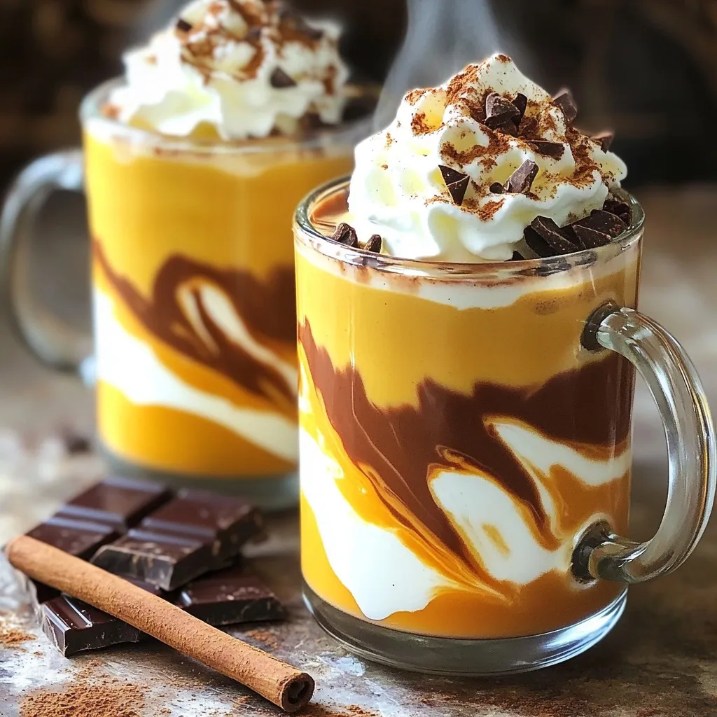 Here’s what you need to make this cozy drink: - 2 cups of milk (dairy or non-dairy options) - 1/2 cup pure pumpkin puree - 1/4 cup unsweetened cocoa powder - 1/4 cup granulated sugar (to taste) - 1 teaspoon vanilla extract - 1 teaspoon pumpkin pie spice (plus more for garnish) - A pinch of salt - Optional toppings: whipped cream, dark chocolate shavings Each ingredient plays a role in making this drink special. The milk provides creaminess, while pumpkin puree adds a rich, earthy flavor. Cocoa powder gives it that classic hot chocolate taste. Sugar sweetens it just right, and vanilla and pumpkin pie spice bring warmth and depth. Feel free to adjust the sugar based on your taste. If you like it sweeter, add more sugar. The pumpkin pie spice is key to that fall flavor. You can add more if you want a stronger spice kick. For toppings, whipped cream adds a light, fluffy touch. Dark chocolate shavings make it look fancy. You can mix and match these ingredients based on what you have at home. Enjoy creating your own cozy twist on pumpkin hot chocolate! Start by pouring 2 cups of your milk choice into a medium saucepan. Add in 1/2 cup of pure pumpkin puree. Set the pan over medium heat. Use a whisk to mix the milk and pumpkin well. Keep whisking until the mix is warm and smooth. This step is key to making it creamy. Now, it’s time to add flavor. Stir in 1/4 cup of unsweetened cocoa powder and 1/4 cup of granulated sugar. You can adjust the sugar to fit your taste. Add in 1 teaspoon of vanilla extract and 1 teaspoon of pumpkin pie spice. Don’t forget a pinch of salt! Whisk until all the cocoa dissolves. Your drink should feel smooth and rich at this point. Carefully heat the mix, stirring often. This helps it not stick to the pan. Aim for a hot temperature but do not let it boil. Heat it just enough to mix the flavors well. Once heated, take the pan off the stove. Taste your hot chocolate and tweak it if needed. You can add more sugar or pumpkin pie spice to make it perfect for you. To make your pumpkin hot chocolate great, adjust the sweetness and spice. Start with the listed sugar, then taste. If you want it sweeter, add more sugar. For a spice kick, add more pumpkin pie spice. This will enhance the warm flavors. Whisking is key here. It helps mix everything well and makes the drink smooth. Whisk in a circular motion while heating to keep it creamy. Use clear glass mugs for serving. This shows off the rich color of the drink. It makes your hot chocolate look fancy. For a fun touch, add a cinnamon stick in each mug. It gives a nice aroma while sipping. You can also sprinkle extra pumpkin pie spice on top. Dark chocolate shavings are a great finish too. They add a touch of elegance and taste. Pair your pumpkin hot chocolate with sweet treats. Cookies or brownies go well with it. They add a nice crunch and balance the drink's creaminess. This hot chocolate is perfect for fall gatherings. Serve it at parties or cozy nights in. It brings warmth and comfort to any occasion. You can even enjoy it while watching a movie. {{image_4}} You can easily make this drink dairy-free. Use coconut milk or almond milk instead of regular milk. Both options add a unique flavor while keeping it creamy. Coconut milk gives a rich taste, while almond milk adds a hint of nuttiness. To make this hot chocolate vegan, switch the whipped cream with whipped coconut cream. It adds a light, sweet touch without dairy. You can whip the coconut cream until fluffy for the best results. Want to change up the flavor? Try adding peppermint or caramel. A splash of peppermint extract gives a festive kick. Drizzling caramel on top adds sweetness and a lovely look. These twists will make your pumpkin hot chocolate even more special! After enjoying your pumpkin hot chocolate, you might have some left. Store it in a clean, airtight container. Place it in the fridge. It will stay fresh for up to three days. Make sure to stir it well before serving again. When you want to enjoy your hot chocolate again, use the stovetop or microwave. If using the stovetop, heat it over low heat. Stir often to keep it smooth. For the microwave, heat it in short bursts. Stir in between to avoid hot spots. You can also freeze your pumpkin hot chocolate for later. Pour it into ice cube trays or freezer-safe bags. Leave some space for expansion. When you want to use it, thaw in the fridge overnight. Reheat it on the stove or microwave. Enjoy this cozy drink anytime! Pumpkin hot chocolate is a warm drink that mixes rich chocolate with pumpkin. It has a creamy texture and a blend of spices. The key flavors come from cocoa powder and pumpkin puree. You also get hints of vanilla and pumpkin pie spice. This drink is perfect for chilly days and adds a cozy touch. Yes, you can easily make pumpkin hot chocolate vegan! Just swap regular milk with your favorite non-dairy milk. Almond, soy, or oat milk work great. Also, use a vegan whipped cream for topping. This way, you can enjoy the same tasty flavors without any dairy. To make your pumpkin hot chocolate spicier, add more pumpkin pie spice. You can also sprinkle in a bit of cayenne pepper for kick. Another option is to add a dash of cinnamon. Adjust the spice level to match your taste, and enjoy the warmth! You can get creative with toppings! Besides whipped cream, try using marshmallows or chocolate shavings. Crushed graham crackers add a fun crunch. For a holiday twist, use candy canes or nutmeg. The toppings can make your drink even more special. Store leftover pumpkin hot chocolate in the fridge for up to three days. Keep it in a sealed container for best results. When you’re ready to enjoy it again, gently reheat it on the stove. Stir well to mix the flavors before serving. In this post, we explored how to make a delightful pumpkin hot chocolate. We covered ingredients, step-by-step instructions, and tips to enhance flavor and presentation. Variations like dairy-free and vegan options open up new tastes. Storing leftovers properly ensures you can enjoy it later. Embrace this cozy drink as a fall favorite. With these simple steps, you can craft a perfect cup anytime. Enjoy your warm creation with a friend or a good book.