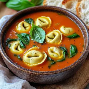 To make this creamy tomato basil tortellini soup, you will need: - 1 tablespoon extra-virgin olive oil - 1 medium yellow onion, finely diced - 3 cloves garlic, minced - 1 can (28 oz) crushed tomatoes, preferably fire-roasted for extra flavor - 4 cups vegetable broth, low-sodium - 1 teaspoon dried basil - 1 teaspoon dried oregano - 1/2 teaspoon red pepper flakes (optional, for added heat) - Sea salt and freshly ground black pepper, to taste - 2 cups fresh baby spinach, roughly chopped - 1 package (9 oz) cheese tortellini, either fresh or frozen - 1 cup heavy cream or a plant-based alternative - Fresh basil leaves, torn or whole, for garnish You can enhance the soup's flavor with: - A splash of balsamic vinegar for tang - A sprinkle of Parmesan cheese for depth - Sliced mushrooms for an earthy twist - Fresh herbs like thyme or parsley for freshness To prepare this soup, you'll need: - A large skillet or saucepan - A slow cooker - A cutting board and knife - Measuring cups and spoons - A ladle for serving Start by heating one tablespoon of extra-virgin olive oil in a large skillet. Once the oil shimmers, add a finely diced medium yellow onion. Sauté for about five minutes until the onion turns soft and clear. Next, stir in three minced garlic cloves. Cook for one more minute. This makes the kitchen smell great and adds depth to the soup. Once the aromatics are ready, transfer them to your slow cooker. Add one can of crushed tomatoes. I prefer fire-roasted for extra flavor. Pour in four cups of low-sodium vegetable broth. Now, sprinkle in one teaspoon of dried basil and one teaspoon of dried oregano. If you want some heat, add half a teaspoon of red pepper flakes. Season with sea salt and freshly ground black pepper. Stir everything until it blends well. Cover the slow cooker and set it on low heat for five to six hours, or on high for two to three hours. This slow cooking lets the flavors mix perfectly. About thirty minutes before you want to serve, stir in a package of cheese tortellini and two cups of roughly chopped fresh baby spinach. Cover the cooker again and let it finish cooking until the tortellini is tender. Finally, fold in one cup of heavy cream. Let the soup heat for five more minutes. Taste it and adjust the salt and pepper if needed. Now, you’re ready to serve! Ladle the soup into bowls and garnish with fresh basil leaves. Enjoy your easy comfort meal! To boost the taste of your creamy tomato basil tortellini soup, try these tips: - Use fire-roasted tomatoes: They add a rich, smoky flavor. - Sauté your aromatics well: Cook onions until they are soft and golden. This step builds a great base. - Fresh herbs: Add fresh basil before serving for a bright finish. - Season in layers: Add salt and pepper during cooking. Taste and adjust at the end for the best flavor. Here are some common pitfalls to watch out for: - Skipping the sauté step: Don’t skip sautéing onions and garlic. This step adds depth. - Overcooking the tortellini: Add tortellini about 30 minutes before serving. This keeps them from becoming mushy. - Not tasting your soup: Always taste before serving. Adjust salt and pepper as needed for balance. Pair your soup with delicious sides for a complete meal: - Crusty bread: Serve with slices of warm, crusty bread for dipping. - Salad: A simple green salad with a light vinaigrette complements the rich soup. - Cheese: Grate some Parmesan on top for extra flavor. - Wine: A glass of white wine pairs nicely, enhancing the meal experience. {{image_4}} You can use many cheese tortellini types for your soup. Fresh tortellini tastes great, but frozen options work well too. Look for varieties that include ricotta, parmesan, or mozzarella cheese. Each type adds its own flavor profile to the soup. If you want a twist, try tortellini with spinach or herbs mixed in. This can add depth and freshness to every bite. If you prefer a plant-based version, there are several easy swaps to make. Use dairy-free cream in place of heavy cream. Almond, cashew, or coconut cream all work well. For the tortellini, look for brands made with plant-based cheese. You can also add more veggies for extra texture and flavor. Think about adding mushrooms, zucchini, or even chickpeas for protein. These changes keep the soup creamy and delicious while fitting a plant-based diet. Want to boost the protein in your soup? Add cooked chicken, turkey, or even beans. Chicken adds a hearty touch, while beans keep it vegetarian. If using chicken, shred it and stir it in when you add the tortellini. For beans, black or white beans blend well with the flavors. They also make the soup more filling. This way, you can enjoy a cozy, comforting meal any night of the week! After enjoying your creamy tomato basil tortellini soup, store any leftovers in an airtight container. Let the soup cool down to room temperature. This helps keep it fresh. Place the container in the fridge. It will stay good for about 3 to 4 days. If you want to save it longer, consider freezing it. To reheat the soup, pour it into a pot over medium heat. Stir often to avoid sticking. Heat until it is warm throughout, about 10 minutes. You can also use the microwave. Place the soup in a microwave-safe bowl and cover it loosely. Heat in short bursts, stirring in between, until hot. Freezing your soup is easy. First, let it cool completely. Then, pour it into a freezer-safe container or bag. Leave some space at the top for expansion. It can last up to 3 months in the freezer. When ready to eat, thaw it in the fridge overnight. Reheat it in a pot as described above. Enjoy a warm bowl of comfort anytime! Yes, you can use fresh tomatoes. For this recipe, you need about 2 pounds of ripe tomatoes. First, peel and chop them. Fire-roasted tomatoes add a nice smoky flavor, but fresh ones work great too. Just cook them down until soft before adding them to the slow cooker. Fresh tomatoes will make the soup bright and fresh. To make this soup dairy-free, swap the heavy cream with a plant-based milk. Almond milk or coconut cream works well. You can also use cashew cream for a richer texture. Ensure that your tortellini is dairy-free as well. Many stores now offer vegan tortellini options. This way, you keep the creamy texture without any dairy. Tortellini soup pairs well with warm, crusty bread. Sourdough or baguette is a great choice for dipping. A simple green salad with a light vinaigrette can also complement the dish. For a cozy touch, serve with garlic bread or cheesy breadsticks. These sides balance the soup's rich flavor and make the meal complete. You now have the complete guide to making a delicious tortellini soup. We explored the key ingredients, helpful tips, and variations to suit your tastes. Whether you want to use fresh tomatoes or explore dairy-free options, this recipe is flexible. Remember, enhancing flavor and avoiding common mistakes will make your soup even better. Keep these tips in mind as you cook. Enjoy your tasty creation and don't hesitate to share it with friends!