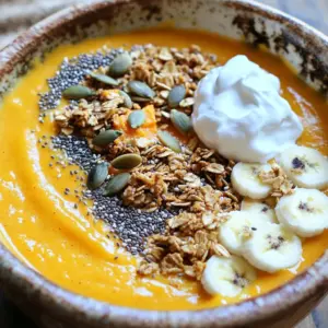To make the High-Protein Pumpkin Pie Smoothie Bowl, gather these ingredients: - 1 cup canned pumpkin puree - 1 ripe banana, preferably frozen - 1/2 cup Greek yogurt - 1 cup almond milk - 2 tablespoons protein powder - 1 teaspoon pumpkin pie spice - 1 tablespoon maple syrup (optional) - 1/4 cup granola - 2 tablespoons chia seeds - 1 tablespoon pumpkin seeds - Whipped coconut cream (optional) You can easily swap some ingredients for different options: - Use coconut yogurt instead of Greek yogurt for a dairy-free choice. - Swap almond milk with oat milk or soy milk based on your taste. - Try different protein powders, like pea or hemp, if you want variety. - Maple syrup can be replaced with honey or agave syrup for sweetness. - Use any granola you love; it adds crunch and flavor. Each ingredient brings its own health perks: - Pumpkin puree is rich in vitamins A and C, great for your skin and eyes. - Bananas provide potassium, which helps with muscle function. - Greek yogurt is packed with protein and probiotics, aiding digestion. - Almond milk is low in calories and adds a nutty flavor. - Protein powder boosts your protein intake, helping build and repair muscles. - Chia seeds are high in fiber and omega-3 fatty acids, great for heart health. - Pumpkin seeds offer magnesium, which supports bone health. - Granola adds fiber for better digestion and keeps you full longer. This smoothie bowl is not just tasty; it’s also a powerhouse of nutrients! To start, gather all your ingredients. You will need: - 1 cup canned pumpkin puree - 1 ripe banana, preferably frozen - 1/2 cup Greek yogurt - 1 cup almond milk - 2 tablespoons protein powder - 1 teaspoon pumpkin pie spice - 1 tablespoon maple syrup (optional) 1. Place the pumpkin puree, frozen banana, Greek yogurt, almond milk, protein powder, pumpkin pie spice, and maple syrup into a blender. 2. Blend on high speed. You want a smooth and creamy texture. 3. If it’s too thick, add more almond milk slowly. Blend again until smooth. 4. Pour this mixture into a bowl. This is your base for toppings. Make sure to use a good blender. A powerful one will give you the best results. If you notice lumps, blend longer. If it feels too thick, add more almond milk. Always blend until you have a silky feel. Smooth is key for this bowl! Now, let’s make it pretty! Top your smoothie bowl with: - 1/4 cup granola - 2 tablespoons chia seeds - 1 tablespoon pumpkin seeds - Whipped coconut cream (optional) Feel free to be creative with your toppings! They add texture and extra nutrients. Enjoy this tasty treat right away for the best flavor! To make your smoothie bowl extra creamy, use a frozen banana. The cold fruit gives a thick and smooth base. Blend all the ingredients on high speed until no lumps remain. If your mixture is too thick, add more almond milk slowly. This way, you control the texture without losing creaminess. To boost flavor, try adding a dash of vanilla extract. You can also mix in some nut butter for richness. For extra nutrition, sprinkle in some flax seeds or hemp seeds. They add healthy fats and protein without changing the taste much. Remember, a little maple syrup can sweeten it if needed. Prep your ingredients the night before. Measure out the pumpkin puree, yogurt, and protein powder. Store them in the fridge. In the morning, just toss everything in the blender. If you're really short on time, use pre-chopped fruit or frozen banana. It makes mornings easier and keeps your smoothie bowl quick to make. {{image_4}} You can switch up the protein in your smoothie bowl. Instead of Greek yogurt, try cottage cheese for a creamier texture. Silken tofu is a great vegan option. You can also use nut butter, like almond or peanut, for added richness and flavor. Want to mix things up? Add a dash of vanilla extract for sweetness. A scoop of peanut butter gives a nutty taste. If you love chocolate, throw in cocoa powder for a rich twist. You can also use cinnamon for warmth or even a hint of ginger for spice. Make this bowl fit the season! In fall, use fresh pumpkin puree instead of canned. In winter, add roasted sweet potato for natural sweetness. During summer, swap pumpkin for ripe mango or strawberries. These changes keep your smoothie bowl fresh and exciting all year long. If you have leftover smoothie, pour it into a sealed container. You can keep it in the fridge for up to two days. Make sure to stir it well before serving again. Smoothies may separate when stored, so a good shake or stir brings them back to life. You can freeze extra pumpkin puree or ripe bananas. Portion them in small bags for easy use later. Just remember to label your bags with the date. If you freeze the smoothie, use a freezer-safe container. It can last for about a month in the freezer. Smoothies are best served cold. If you want to enjoy a frozen one, let it thaw overnight in the fridge. You can also let it sit at room temperature for a short time. If it’s too thick, add a bit of almond milk to reach your preferred consistency. Top it with granola, seeds, or whipped cream for a delightful finish. Yes, you can make this smoothie bowl vegan. Use plant-based yogurt instead of Greek yogurt. Choose almond milk or another plant milk. You can skip the maple syrup if you want less sweetness. To lower the sweetness, reduce or skip the maple syrup. Use plain yogurt instead of flavored ones. You can also add more pumpkin puree. This keeps the bowl tasty without extra sugar. Feel free to get creative with your toppings. You can use sliced fruits like bananas or apples. Try nuts for crunch, or seeds for extra nutrients. Shredded coconut or cacao nibs can add fun flavors too. This article covered the key ingredients, instructions, tips, variations, and storage options for a delicious smoothie bowl. You learned how to prepare and personalize it with different flavors and nutrients. Remember, small changes can make big impacts. Try new ingredients or toppings to keep it fresh. Smoothie bowls are fun and easy, perfect for any time of day. Now, go blend and enjoy your tasty creation!