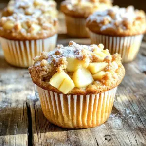 For these delicious apple streusel muffins, gather these main ingredients: - 2 cups all-purpose flour - 1 cup granulated sugar - 1 tablespoon baking powder - 1 teaspoon baking soda - 1/2 teaspoon salt - 1 teaspoon ground cinnamon - 1/2 cup unsalted butter, melted - 1 cup buttermilk (or 1 cup milk + 1 tablespoon vinegar) - 2 large eggs - 2 cups peeled and diced apples (like Granny Smith or Honeycrisp) - 1 teaspoon pure vanilla extract To make the crunchy streusel topping, you will need: - 1/2 cup all-purpose flour - 1/2 cup rolled oats - 1/3 cup packed brown sugar - 1/2 teaspoon ground cinnamon - 1/4 cup unsalted butter, softened You can make some easy swaps if you need: - Use whole wheat flour instead of all-purpose for a hearty texture. - Swap brown sugar with coconut sugar for a different sweetness. - Replace buttermilk with yogurt for a thicker batter. - Add nuts like walnuts or pecans for extra crunch. - Use other fruits like pears or berries for a fun twist. Start by preheating your oven to 375°F (190°C). This step is key for even baking. While the oven warms up, get your muffin tin ready. You can use paper liners or lightly grease each cup with butter. This helps the muffins come out easily. In a large bowl, combine 2 cups of all-purpose flour, 1 cup of granulated sugar, 1 tablespoon of baking powder, 1 teaspoon of baking soda, 1/2 teaspoon of salt, and 1 teaspoon of ground cinnamon. Use a whisk to mix these ingredients well. This step makes sure the leavening agents and spices blend evenly. In another bowl, melt 1/2 cup of unsalted butter. Then, add 1 cup of buttermilk, 2 large eggs, and 1 teaspoon of pure vanilla extract. Whisk these together until smooth. This mixture adds moisture and flavor to your muffins. Now, pour the wet mixture into the bowl with the dry ingredients. Stir gently with a spatula until just combined. Don’t worry about lumps; a few are okay. Then, fold in 2 cups of peeled and diced apples. This adds sweetness and texture to each bite. For the streusel topping, mix 1/2 cup of all-purpose flour, 1/2 cup of rolled oats, 1/3 cup of packed brown sugar, and 1/2 teaspoon of ground cinnamon in a medium bowl. Add 1/4 cup of softened butter. Use your fingers or a fork to mix until it looks crumbly, like coarse sand. Scoop the batter into the muffin tin, filling each cup about 2/3 full. This space lets the muffins rise nicely. Generously sprinkle the streusel topping over each one for a crunchy finish. Place the tin in the oven and bake for 18 to 20 minutes. Check doneness with a toothpick; it should come out clean or with a few crumbs. Once baked, let the muffins cool in the pan for 5 minutes. After that, transfer them to a wire rack to cool completely. This step keeps them fluffy and light. Enjoy the sweet smell as they cool! To get that perfect muffin texture, start with room temperature ingredients. Use room temp eggs and buttermilk. This helps the batter mix better. When you mix the wet and dry ingredients, do it gently. You want to keep some air in the batter for fluffiness. Muffins should rise high and be soft inside. Overmixing is a common mistake. It makes muffins dense and tough. When you combine wet and dry ingredients, mix just until you see no dry flour. A few lumps are okay. They will bake out, leaving you with tender muffins. Remember, less is more when it comes to mixing! Apples add flavor and moisture. Choose tart apples like Granny Smith for a nice contrast. Sweet apples like Honeycrisp work great too. You can mix different types for more depth. Make sure to peel and dice them evenly. This helps them cook well in the muffins. {{image_4}} You can add nuts for extra crunch and flavor. Walnuts or pecans work well. Just chop them finely and stir them into the batter with the apples. For spices, try adding nutmeg or ginger. They add warmth and depth to the muffins. Start with 1/4 teaspoon of each spice, then adjust to taste. While apples shine in these muffins, other fruits can be fun too. Pears add a sweet touch, while berries bring a tart bite. If using berries, fresh or frozen work well. Cut the pears into small pieces like the apples. This keeps the texture nice. Mix and match fruits for unique flavors. You can make these muffins gluten-free easily. Use a 1:1 gluten-free flour blend instead of regular flour. For dairy-free muffins, replace buttermilk with plant-based milk and vinegar. Almond milk or oat milk are great choices. Make sure to check the labels for gluten and dairy content if allergies are a concern. This way, everyone can enjoy the muffins. To keep your muffins fresh, let them cool completely. Place them in an airtight container. You can store them at room temperature for up to three days. If you want to keep them longer, use the fridge. Just wrap them in plastic wrap before placing them in a container. This keeps them moist and soft. For longer storage, freeze the muffins. Wrap each muffin tightly in plastic wrap or aluminum foil. Then, place them in a freezer bag. Label the bag with the date. They can stay fresh for about three months. When ready to eat, let them thaw in the fridge overnight or on the counter for a few hours. To enjoy your muffins warm, preheat your oven to 350°F (175°C). Place the muffins on a baking sheet. Heat them for about 5 to 10 minutes. You can also use the microwave. Heat each muffin for about 15 to 30 seconds. Enjoy them warm to bring back that fresh-baked taste! Yes, you can use frozen apples. Just thaw and drain them first. Frozen apples may have more moisture, so you might want to reduce the buttermilk slightly. To make muffins moist, focus on the right ingredients and mixing. Use buttermilk and do not overmix the batter. Adding apples also helps keep them juicy. You can easily substitute buttermilk with milk and vinegar. Just mix 1 cup of milk with 1 tablespoon of vinegar. Let it sit for a few minutes to thicken. Apple muffins can last 3 to 5 days at room temperature. Just store them in an airtight container. For longer storage, consider freezing them. You can prepare the batter ahead of time. Just cover it and store it in the fridge for up to 24 hours. Stir it gently before filling the muffin tin. You learned about the key ingredients for apple muffins and how to make them. We covered baking steps and discussed tips for perfect texture. You can also try fun variations and learn how to store leftovers. Baking apple muffins is simple and rewarding. With these tips in mind, you can enjoy warm, delicious muffins anytime. Happy baking!