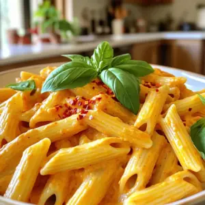 - 12 oz pasta (penne or fettuccine are great options) - 2 large red bell peppers - 2 tablespoons olive oil - 1 small onion, finely diced - 3 cloves garlic, minced - 1 cup heavy cream (substitute with coconut cream for a dairy-free option) - ½ cup grated Parmesan cheese (or use nutritional yeast for a dairy-free alternative) - Salt and pepper, to taste For substitutions, you can use gluten-free pasta if needed. Coconut cream is a great swap for heavy cream. Nutritional yeast works well in place of Parmesan cheese for a dairy-free dish. - Fresh basil leaves - Red pepper flakes for heat - Additional Parmesan cheese or nutritional yeast Garnishing adds flavor and color. Fresh basil gives a nice aroma. Red pepper flakes add heat, perfect for spice lovers. You can sprinkle more cheese or nutritional yeast to enhance the taste. First, preheat your oven to 425°F (220°C). This temperature helps the peppers roast perfectly. Cut the red bell peppers in half lengthwise. Remove the seeds and stems. Place the halves cut-side down on a baking sheet. Drizzle them with olive oil to coat them well. Roast the peppers for about 25 minutes. Look for skins that are blistered and slightly charred. After roasting, cover them with aluminum foil for 10 minutes. This step steams the peppers, making it easy to peel off the skins. While the peppers roast, cook your pasta. You can use penne or fettuccine. Follow the package instructions to boil the pasta until it is al dente. This means it should be firm but cooked through. After cooking, drain the pasta but save one cup of the pasta water. This water is key for making the sauce creamy later. Once the peppers are cool, peel off their skins. Now, transfer them to a blender or food processor. In a medium pan, heat some olive oil over medium heat. Add the finely diced onion and sauté it for about 5 minutes. The onion should become soft and clear. Then, add the minced garlic and cook for one more minute. Be mindful not to let the garlic burn. After that, mix the sautéed onion and garlic into the blender with the roasted peppers. Blend until the mixture is smooth and creamy. Pour the blended sauce back into the pan over low to medium heat. Stir in the heavy cream and Parmesan cheese. Season it with salt and pepper. Mix everything well until it is warm. If the sauce seems too thick, add some reserved pasta water. This helps achieve the right sauce consistency. Now, add the drained pasta to the sauce. Toss gently to coat every piece. This ensures each bite is full of flavor. To get the best flavor, roast red peppers until the skins blister. I find that using a high oven heat works well. Set your oven to 425°F (220°C). Cut the peppers in half and coat them with olive oil. Place them cut-side down on a baking sheet. Roast for about 25 minutes. If you want a smoky flavor, try grilling them. Place the peppers on a grill over medium heat. Check them often to avoid burning. You can also broil them in the oven for a quicker roast. Just keep a close eye on them! To make your sauce pop, add spices like smoked paprika or fresh thyme. These give a nice depth to the dish. You can also sprinkle some red pepper flakes if you like heat. Feel free to adjust the creaminess too. Add more heavy cream or cheese to make it richer. For a lighter option, use coconut cream. This change gives a unique flavor while keeping it creamy. When serving, use a large bowl for a nice presentation. Drizzle some olive oil on top for shine. Add extra Parmesan cheese for a gourmet touch. You can serve this pasta with a simple salad. A fresh green salad complements the creamy sauce well. Fresh bread or garlic bread also makes a great side. It’s perfect for soaking up any leftover sauce! {{image_4}} To make a completely dairy-free version of creamy roasted red pepper pasta, use coconut cream instead of heavy cream. This keeps the dish rich while being vegan-friendly. For cheese, you can swap Parmesan for nutritional yeast. Nutritional yeast adds a cheesy flavor without dairy. Simply blend 1/2 cup of nutritional yeast into the sauce. You can use various types of pasta for this dish. Penne and fettuccine work well, but rotini and farfalle are great too. Different shapes hold sauce differently. For instance, rotini traps sauce in its curls, while fettuccine covers more surface area. This means you can choose based on your texture preference. For added protein, consider chicken or shrimp. Cook them separately and toss them into the pasta before serving. You can also add vegetables like spinach or cherry tomatoes for extra color and flavor. These mix-ins complement the creamy sauce and make the meal more filling. To keep your creamy roasted red pepper pasta fresh, place it in an airtight container. You can store it in the refrigerator for up to three days. If you want to save it for longer, consider freezing it. Frozen pasta can last for about two months. Just make sure to cool the pasta before you freeze it. This helps maintain its texture and flavor. When reheating your pasta, avoid high heat. High heat can make it dry and less tasty. Instead, use medium heat on the stove. Add a splash of water or cream to help keep it moist. Stir gently as it warms. You can also use the microwave. Heat it in short bursts of 30 seconds, stirring in between. This method helps keep the creamy sauce smooth and flavorful. Yes, you can use jarred roasted red peppers. They save time and effort. However, fresh peppers have a better flavor. Jarred options may have added salt or preservatives. If you choose jarred, look for those without extra ingredients. This choice can make your dish quicker but may alter the taste slightly. There are several good substitutes for heavy cream: - Coconut cream: This makes the dish dairy-free and adds a hint of sweetness. - Greek yogurt: This adds creaminess and tang but may thicken the sauce. - Cashew cream: Blend soaked cashews with water for a rich, nutty flavor. - Milk and butter: Mix ¾ cup of milk with ¼ cup of melted butter for a light version. Each option changes the dish slightly. Choose based on your dietary needs. To add heat to your creamy roasted red pepper pasta: - Red pepper flakes: Sprinkle on top before serving. - Cayenne pepper: Mix a pinch into the sauce before combining with pasta. - Hot sauce: Drizzle in the sauce for an extra kick. - Chili oil: Drizzle over the finished dish for flavor and heat. Adjust the amount to suit your taste. Enjoy experimenting! In this post, we covered key ingredients, cooking steps, and tips for a tasty pasta dish. We explored roasting red peppers, cooking pasta, and creating a creamy sauce. You learned how to customize the dish with vegan options and different pasta shapes. Storing leftovers and reheating were also discussed to maintain quality. By following these steps, you can make a delicious meal that suits your taste. Enjoy experimenting in the kitchen!