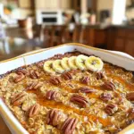 To make warm maple pecan baked oatmeal, gather these items: - 2 cups rolled oats - 1/2 cup pecans, roughly chopped - 1/2 cup pure maple syrup - 2 cups almond milk (or your preferred milk) - 1/4 cup unsweetened applesauce - 1 teaspoon vanilla extract - 1 teaspoon ground cinnamon - 1/2 teaspoon ground nutmeg - 1/4 teaspoon salt - 1 large banana, sliced (optional for topping) - Extra maple syrup for drizzling (optional) You can swap ingredients for different flavors or needs: - Use walnuts instead of pecans for a unique taste. - Coconut milk works well in place of almond milk. - If you don't have applesauce, mashed banana can be a great stand-in. - For a sweeter dish, consider adding a bit more maple syrup. - You can leave out the banana and use berries instead for a fresh twist. Each serving (based on 6 servings) offers balanced nutrition: - Calories: About 250 - Protein: 6g - Total Fat: 9g - Saturated Fat: 1g - Carbohydrates: 42g - Fiber: 5g - Sugar: 10g - Sodium: 120mg This dish provides healthy energy, fiber, and flavor, making it a great choice for breakfast or a snack. Enjoy the warmth and comfort of this easy recipe, tailored for your taste! 1. First, preheat your oven to 350°F (175°C). This step is key for even baking. 2. Next, grease a 9x9 inch baking dish. Use cooking spray or a light oil. This helps prevent sticking. 3. In a large bowl, mix 2 cups of rolled oats with 1/2 cup of chopped pecans. 4. Add 1 teaspoon of ground cinnamon, 1/2 teaspoon of ground nutmeg, and 1/4 teaspoon of salt. Stir well to combine these dry ingredients. 5. In a separate bowl, whisk together 2 cups of almond milk, 1/2 cup of pure maple syrup, 1/4 cup of unsweetened applesauce, and 1 teaspoon of vanilla extract. Mix until smooth. 6. Gradually pour the wet mixture into the dry ingredients. Stir gently until everything is well combined. 7. Once mixed, pour the oatmeal mixture into the prepared baking dish. Spread it out evenly. 8. If you like, add sliced banana on top for added flavor. This step is optional but tasty! 9. Bake in the oven for 30-35 minutes. The oatmeal should be firm and golden on top. 10. After baking, take it out and let it cool for a few minutes. This helps it set. - Use rolled oats for the best texture. They absorb liquid well. - Make sure to mix the wet and dry ingredients thoroughly. This ensures even cooking. - Let the oatmeal cool slightly before slicing. This makes serving easier. - Drizzle extra maple syrup on top just before serving. This adds extra sweetness and flavor. You can make this baked oatmeal your own. Here are some fun ideas: - Fruits: Add berries, apples, or raisins for extra sweetness. - Nuts: Swap pecans for walnuts or almonds. They give a nice crunch. - Spices: Experiment with ginger or allspice for a new flavor. - Sweeteners: If you like it sweeter, use honey or agave syrup. You can even mix in some chocolate chips for a treat! Storing your baked oatmeal is easy. Here are some tips: - Cool completely: Let it cool down before storing to avoid sogginess. - Use airtight containers: This keeps it fresh longer. - Refrigeration: Store it in the fridge for up to 5 days. - Freezing: You can freeze individual portions for up to 3 months. Just wrap them well! For the best experience, serve your baked oatmeal warm. Here’s how: - Toppings: Add sliced bananas, yogurt, or more maple syrup on top. - Presentation: Serve in bowls, and sprinkle with chopped pecans. - Pair it up: Enjoy it with a side of fresh fruit or a cup of tea. These small touches can make your dish even better! {{image_4}} You can mix in some fun flavors to your baked oatmeal. Here are a few ideas: - Dried fruit: Add raisins or cranberries for sweetness. - Chocolate chips: Toss in dark or milk chocolate for a sweet treat. - Seeds: Chia or flax seeds can boost nutrition. - Spices: Try adding a pinch of ginger or cardamom for warmth. Each of these add-ins can change the taste and give your dish a personal touch. If you need a gluten-free version, it’s simple. Just use gluten-free oats. They work just like regular oats but are safe for those with gluten issues. Check the package to ensure they are certified gluten-free. This recipe is easy to make vegan! Here are some swaps: - Use almond milk or any plant-based milk. - Replace eggs with flaxseed meal mixed with water. Use 1 tablespoon of flaxseed meal with 2.5 tablespoons of water for each egg. - Ensure your maple syrup is pure and vegan. These changes keep your dish delicious and plant-based. You won’t miss the eggs or dairy! To keep your warm maple pecan baked oatmeal fresh, let it cool first. Once cooled, cover it tightly with plastic wrap or aluminum foil. You can also place it in an airtight container. Store it in the fridge for up to five days. This keeps the flavors intact while preventing it from drying out. When you’re ready to enjoy your baked oatmeal again, there are a few easy ways to reheat it. You can use a microwave for quick warming. Place a serving in a bowl and heat it for about 30 seconds. Stir and check if it's warm enough. If not, heat it in 15-second bursts. You can also reheat it in the oven. Preheat the oven to 350°F (175°C). Cover the dish with foil and heat for about 10-15 minutes. This method keeps it nice and soft. If you want to save some for later, freezing is a great option. Cut the baked oatmeal into squares after it cools. Wrap each piece in plastic wrap, then place them in a freezer-safe bag. Label the bag with the date. You can freeze it for up to three months. To eat, simply thaw in the fridge overnight and reheat as mentioned above. This way, you’ll always have a delicious breakfast ready to go! Yes, you can use any milk you like. Cow's milk works well. Soy milk or oat milk is also great. They will give a nice flavor and texture. Just keep the same amount as in the recipe. This way, you keep the same creaminess. To make this oatmeal nut-free, skip the pecans. You can replace them with seeds. Sunflower seeds or pumpkin seeds are good choices. They add crunch and nutrition without the nuts. You can also use more oats for bulk. Toppings can make this dish even better! Here are some tasty options: - Sliced banana - Chopped nuts (if not nut-free) - Fresh berries like strawberries or blueberries - A dollop of yogurt - A drizzle of extra maple syrup Feel free to mix and match your favorites! We covered a lot about baked oatmeal. We looked at key ingredients and useful substitutes. You now know how to prepare and bake it perfectly. I shared tips for storage and creative variations. Balancing nutrition with taste makes this a great dish. Enjoy exploring all the ways to customize your recipe. With these tips, your baked oatmeal will shine at any meal. Happy baking!