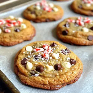 To make Winter Wonderland Chocolate Chip Cookies, gather the following key ingredients: - 2 1/4 cups all-purpose flour - 1/2 teaspoon baking soda - 1 teaspoon sea salt - 3/4 cup unsalted butter, softened to room temperature - 1/2 cup granulated sugar - 1 cup packed brown sugar - 1 tablespoon pure vanilla extract - 2 large eggs, at room temperature - 1 cup semi-sweet chocolate chips - 1/2 cup white chocolate chips - 1/2 cup crushed peppermint candies (or candy canes) - Extra sea salt for sprinkling on top These ingredients come together to create a cookie that is rich, sweet, and festive. The all-purpose flour gives structure, while the baking soda helps them rise. The sea salt balances the sweetness of the sugars and chocolate. Using both granulated and brown sugars adds depth. Granulated sugar keeps the cookies crisp, while brown sugar makes them chewy. The butter adds richness and flavor. Eggs bind the ingredients and add moisture. For the sweet touch, I like to mix semi-sweet and white chocolate chips. The white chocolate adds a creamy flavor that pairs well with the peppermint. The crushed peppermint gives that delightful crunch and a refreshing winter taste. Don’t forget to sprinkle a little extra sea salt on top before baking. It enhances all the flavors beautifully. 1. Start by preheating your oven to 350°F (175°C). This step warms the oven for even baking. 2. While the oven heats, line two baking sheets with parchment paper. This makes cookie removal easy. 3. In a medium bowl, whisk together 2 1/4 cups of all-purpose flour, 1/2 teaspoon of baking soda, and 1 teaspoon of sea salt. Mix well and set aside. 1. In a large mixing bowl, beat together 3/4 cup of softened butter, 1/2 cup of granulated sugar, and 1 cup of packed brown sugar. Use an electric mixer on medium speed until light and fluffy, about 3-4 minutes. 2. Add 1 tablespoon of pure vanilla extract and 2 large eggs, one at a time. Mix well after each addition until smooth. 3. Gradually add the dry ingredients into the wet mixture. Mix gently until just combined. Avoid over-mixing to keep cookies soft. 4. Carefully fold in 1 cup of semi-sweet chocolate chips, 1/2 cup of white chocolate chips, and 1/2 cup of crushed peppermint candies. Use a spatula or wooden spoon for even mixing. 1. Use a tablespoon or cookie scoop to portion dough onto the prepared baking sheets. Leave 2 inches of space between each mound for spreading. 2. Before baking, sprinkle a small pinch of extra sea salt on top of each cookie. This enhances the flavors nicely. 3. Bake in the preheated oven for 10-12 minutes. Look for golden brown edges. The centers should still be soft for a chewy cookie. 4. Once baked, remove them from the oven and let them rest on the baking sheet for 5 minutes. This helps them set before moving to a wire rack to cool completely. To make perfect cookies, avoid over-mixing the dough. If you mix too much, the cookies will be tough. Mix just until the ingredients come together. This keeps them soft and chewy. If you want crunchy cookies, bake them a bit longer. Let them cool on the sheets to firm up. Add fun mix-ins to your cookies. Try nuts, dried fruit, or even caramel bits. They add texture and taste. To enhance the peppermint flavor, use more crushed peppermint candies. You can also add a drop of peppermint extract for an extra kick. For a snowy look, dust the cookies with powdered sugar. You can also use melted white chocolate to make snowflakes on top. For serving, arrange the cookies on a pretty platter. Add more crushed peppermint candies for color and flair. Pair them with warm milk or hot cocoa to enjoy the winter vibes. {{image_4}} You can easily swap ingredients to fit your needs. If you want gluten-free cookies, use gluten-free flour blends. They work well in this recipe. Just make sure the blend has xanthan gum for the right texture. For a vegan option, replace the eggs with flaxseed meal. Mix one tablespoon of flaxseed meal with three tablespoons of water. Let it sit for a few minutes. Use a plant-based butter to replace the unsalted butter. Mix up the flavors to make these cookies your own. Try dark chocolate chips in place of semi-sweet chips for a richer taste. You can also use milk chocolate chips for a sweeter touch. Add seasonal spices like cinnamon or nutmeg to the dough. Just a pinch can add warmth and comfort to your cookies. Peppermint can also be mixed in for a refreshing twist. For a fun winter-themed cookie platter, arrange your cookies on a festive dish. Add snowflake decorations or sprinkle more crushed peppermint on top for a pop of color. Pair your cookies with warm drinks like hot cocoa or spiced cider. The sweet and rich flavors match perfectly. This makes for a cozy treat on a cold winter day! To keep your Winter Wonderland chocolate chip cookies fresh, store them in an airtight container. This helps retain their texture and flavor. I prefer using a glass or plastic container. You can also place parchment paper between layers to avoid sticking. Keep them at room temperature for up to one week. If you live in a humid area, a cool place is best. For long-term storage, freezing is a great option. Start by letting the cookies cool completely. Then, place them in a single layer on a baking sheet. Freeze them for about an hour. After that, transfer the cookies to a freezer-safe bag or container. They can last for up to three months in the freezer. When you're ready to enjoy them, simply take out the desired amount. Thaw them at room temperature for about 30 minutes. For the best texture, you can warm them in the oven for a few minutes. This will bring back their soft, chewy goodness. To get that chewy texture, you need to mix the dough just right. Don't over-mix after adding the flour. This keeps the cookies soft. Use brown sugar; it holds moisture better. Also, let the dough chill for 30 minutes before baking. This step helps them stay thick and chewy. Absolutely! You can mix in dark chocolate, milk chocolate, or even peanut butter chips. Each type will change the taste a bit. You could also try using flavored chips like mint or caramel. Just remember to keep the total amount around one and a half cups. For a lovely gift, use clear bags tied with festive ribbons. You can also use mason jars, layering the cookies for a beautiful look. Add a tag with a sweet note or the recipe. This personal touch makes the gift even more special. These cookies can stay fresh for about a week at room temperature. Store them in an airtight container. If you want them to last longer, consider freezing them. They can keep for up to three months in the freezer. Just thaw them at room temperature when you’re ready to enjoy! We explored the essential ingredients and steps for perfect cookies. We shared tips to tweak texture and flavor, plus great ways to store and serve them. Remember, your cookies reflect your style and creativity. Use what you’ve learned here to impress friends and family. Enjoy the fun of baking, and don’t be afraid to experiment. Get ready to create tasty treats that everyone will love!