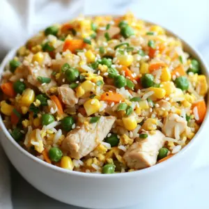 - 1 lb chicken breast, diced into bite-sized pieces - 2 large eggs, beaten until smooth - 1 cup mixed vegetables (peas, carrots, and corn) Protein is key in this recipe. The diced chicken breast is lean and cooks quickly. It gives your meal a solid base of protein. Eggs add richness and texture. They also help bind the rice together. Mixed vegetables bring color and nutrients. They make your dish tasty and healthy. - 3 tablespoons soy sauce (adjust to taste) - 2 tablespoons sesame oil (for a nutty flavor) - 2 cloves garlic, minced - 1 teaspoon ginger, freshly grated Flavor is crucial for great fried rice. Soy sauce gives saltiness and depth. Sesame oil adds a warm, nutty taste that enhances the dish. Garlic and ginger bring freshness and zest. They make your kitchen smell amazing while cooking. - Sesame seeds for garnish - 3 green onions, finely chopped (separate the white and green parts) Garnishes can elevate your meal. Sesame seeds add a nice crunch and visual appeal. Green onions add freshness and a pop of color. You can sprinkle them on top for a beautiful finish. This makes your chicken fried rice look and taste even better. {{ingredient_image_2}} First, I heat olive oil in a large skillet over medium-high heat. The oil should shimmer when it's hot. Next, I add the diced chicken breast to the skillet. I season it with salt and pepper for good flavor. I cook the chicken for about 5 to 7 minutes. I stir it often until it turns golden brown and is fully cooked. Once done, I take the chicken out and set it aside on a plate. Now, I focus on the garlic and ginger. They add a lot of flavor to the dish. I pour sesame oil into the same skillet I just used. I let it heat for a moment. Then, I add minced garlic and freshly grated ginger. I cook them for about 30 seconds. It&rsquo;s important to watch them closely so they don&rsquo;t burn. The smell is amazing! Next, it&rsquo;s time to scramble the eggs. I push the garlic and ginger to one side of the skillet. I pour the beaten eggs into the empty space. I gently scramble them until they are fully cooked. Then, I mix the eggs with the garlic and ginger. After that, I toss in the mixed vegetables. I stir-fry everything for about 2 to 3 minutes. This helps the vegetables heat and soften a bit. Now, I add the cooked jasmine rice and the chicken back into the skillet. I pour soy sauce over the top. Using a spatula, I mix all the ingredients well. I stir-fry for another 3 to 5 minutes. This ensures everything is heated through. Finally, I add chopped green onions to the mix. I save some green tops for garnish later. I taste the dish and adjust the seasoning if needed. Now, it's ready to serve! Using day-old rice makes a big difference. Fresh rice is too sticky for fried rice. Day-old rice dries out a bit, which helps it fry well. This keeps each grain separate. When you cook it, the rice will take on the flavors better. To cook perfect fried rice, use high heat. A large skillet or wok works best. Heat your oil until it shimmers. Then, add your ingredients in stages. Start with protein, then add aromatics, and finally the rice. This method helps each part cook evenly. Balancing the soy sauce flavor is key. Use three tablespoons to start, but taste as you go. If it&rsquo;s too salty, add a touch of sugar. This helps balance the flavors. You can also add a splash of lime juice for brightness. For spiciness, add red pepper flakes or sriracha. Start with a small amount and increase to your taste. You can also try adding a bit of curry powder or sesame oil for a different twist. For leftovers, store in an airtight container. This keeps the rice fresh and prevents drying out. It&rsquo;s best eaten within three days. To reheat, use the microwave or a skillet. If using the microwave, add a splash of water. This helps steam the rice so it doesn&rsquo;t dry out. Stir occasionally to heat evenly. If using a skillet, add a little oil to prevent sticking. This ensures your fried rice stays delicious! Pro Tips Use Day-Old Rice: Using day-old jasmine rice helps achieve the perfect texture, preventing the dish from becoming mushy. High Heat Cooking: Stir-frying on high heat allows the ingredients to cook quickly, preserving their flavors and preventing sogginess. Customize Your Veggies: Feel free to swap in your favorite vegetables, such as bell peppers or broccoli, to suit your taste! Garnish for Flavor: Don't skip the sesame seeds and reserved green onion tops; they add a delightful crunch and fresh flavor to the dish. {{image_4}} You can switch up proteins in your chicken fried rice. Try beef, shrimp, or tofu. Each choice adds its own flavor. - Beef: Use thin slices of flank steak. Cook for about 3-5 minutes until browned. - Shrimp: Use peeled shrimp. Cook until pink, about 2-3 minutes. - Tofu: Use firm or extra-firm tofu. Cube it and pan-fry until golden, about 5-7 minutes. Adjust cooking times based on the protein. Chicken takes longer than shrimp but less than tofu. Seasonal vegetables can add fun to your fried rice. Choose what&rsquo;s fresh and colorful. - Spring: Add asparagus or snap peas. - Summer: Use zucchini or bell peppers. - Fall: Try pumpkin or butternut squash. - Winter: Consider broccoli or Brussels sprouts. Increase your veggie intake by adding more. Aim for half your plate to be veggies. You can make a vegan version of chicken fried rice. Replace chicken and eggs with plant-based foods. - Chicken: Use chickpeas or lentils for protein. - Eggs: Replace eggs with scrambled tofu. Mix it with turmeric for color. Check the protein content in your vegan meals. Ensure you meet your daily needs with these swaps. To keep your protein chicken fried rice fresh, store leftovers in airtight containers. Divide the rice into smaller portions for easy access. This makes it simple to grab a quick meal. Place the containers in the fridge. They will stay good for up to four days. You can freeze protein chicken fried rice for later. Let it cool completely before placing it in a freezer-safe container. Squeeze out any air to prevent freezer burn. It can last for up to three months in the freezer. When ready to eat, thaw it in the fridge overnight. Reheat it in a skillet over medium heat until hot, stirring often. In the fridge, your chicken fried rice will last about four days. In the freezer, it lasts up to three months. Look for signs of spoilage like an off smell or discoloration. If you see these signs, it&rsquo;s best to toss the dish. Always trust your senses to keep your meals safe. Yes, you can use other types of rice. Here are some good options for fried rice: - Long-grain rice: It stays fluffy and separate. - Basmati rice: It adds a nice aroma and flavor. - Brown rice: It adds fiber and a nutty taste. - Cauliflower rice: A low-carb choice that&rsquo;s very popular. Day-old rice is best because it has less moisture. Fresh rice can become mushy. To add heat to your chicken fried rice, try these ideas: - Add chili flakes or powder while cooking. - Mix in sliced fresh chilies for a kick. - Drizzle with sriracha sauce before serving. - Use spicy soy sauce for an extra zing. You can adjust the heat to match your taste. Yes, this recipe is great for meal prep. Here are some benefits: - You can make it in advance and store it. - It reheats well, keeping its flavor and texture. - It saves time for busy weeknights. - You can portion it out for easy lunches. Meal prepping helps you eat healthier and saves money. In this article, we covered key ingredients, step-by-step instructions, and helpful tips for making delicious chicken fried rice. You learned how to choose protein, enhance flavors, and adjust textures. Remember to store leftovers properly and explore variations like tofu or shrimp. With these insights, you can whip up a tasty dish for any occasion. Enjoy experimenting in the kitchen and delighting your taste buds!