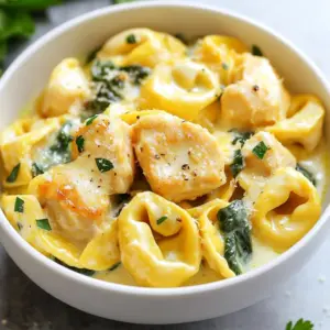 - 12 oz cheese tortellini - 1 lb boneless, skinless chicken breasts, diced into bite-sized pieces - 2 tablespoons olive oil - 3 cloves garlic, finely minced - 1 cup heavy cream - 1 cup freshly grated Parmesan cheese - 1 cup fresh spinach, roughly chopped - 1 teaspoon Italian seasoning - Salt and pepper, to taste - Fresh parsley, chopped (for garnish) Gather these ingredients for a creamy and rich meal. The cheese tortellini gives the dish its unique taste. Diced chicken breasts provide protein and flavor. Olive oil helps cook the chicken, while garlic adds a nice aroma. Heavy cream and freshly grated Parmesan cheese make the sauce smooth and rich. Fresh spinach gives a pop of color and nutrition. Italian seasoning, salt, and pepper add depth to the taste. Finally, fresh parsley is perfect for garnish. You can switch up some ingredients based on what you like or have at home. {{ingredient_image_2}} - First, boil salted water in a large pot. - Add 12 oz of cheese tortellini to the pot. - Cook the tortellini according to the package instructions, usually 3-5 minutes. - Once they are al dente, drain them in a colander and set aside. - In a large skillet, heat 2 tablespoons of olive oil over medium heat. - Carefully add 1 lb of diced chicken breasts to the skillet. - Season the chicken with salt, pepper, and 1 teaspoon of Italian seasoning. - Cook the chicken for about 6-8 minutes. Stir occasionally until the chicken is golden brown. - Once the chicken is cooked, add 3 cloves of finely minced garlic to the skillet. - Sauté the garlic for 1-2 minutes until it becomes fragrant. - Lower the heat and pour in 1 cup of heavy cream. Stir well to combine. - Gradually sprinkle 1 cup of freshly grated Parmesan cheese into the skillet. - Stir continuously until the cheese melts and forms a rich sauce. - Gently fold in the cooked tortellini and 1 cup of roughly chopped spinach. - Toss everything together until the spinach wilts and the tortellini is well coated. - Taste the dish, then adjust the seasoning with salt and pepper if needed. To make a creamy sauce, start with low heat. This keeps the cream from curdling. Stir the sauce often. This helps blend the flavors well. Use freshly grated Parmesan cheese. It melts better than pre-grated cheese. This gives your sauce a smooth texture. For tender chicken, cut it into even pieces. This helps it cook evenly. Don't rush the cooking. Cook the chicken until it's golden brown. To check if it's done, cut a piece in half. The inside should be white, not pink. To avoid overcooked tortellini, follow the package instructions closely. Cook it until it's al dente, which means firm to the bite. When draining, do it quickly to keep it from getting mushy. If you have leftovers, store the tortellini in an airtight container. This keeps it fresh for later meals. Pro Tips Perfect Tortellini: Make sure to cook the tortellini just until al dente; overcooking can make them too soft and mushy. Seasoning the Chicken: Don't skip seasoning the chicken well before cooking; it enhances the overall flavor of the dish. Garlic Timing: Add the garlic after the chicken is cooked to prevent it from burning, which can create a bitter taste. Spinach Freshness: For the best color and texture, add the spinach at the end of cooking, just enough to wilt it slightly. {{image_4}} You can switch out chicken for shrimp or tofu. Shrimp cooks fast and adds a nice flavor. Just sauté it for a few minutes until it turns pink. Tofu is a great option for plant-based diets. Use firm tofu, and cook it until golden brown for the best taste. You can add fresh herbs like basil or thyme to the sauce. They bring bright flavors to the dish. If you want to experiment, try different cheese types. Gouda or fontina can add a unique twist to your creamy sauce. Mixing in some cream cheese can also enhance the richness. Seasonal veggies are a great way to change this dish. Try adding asparagus, zucchini, or bell peppers for extra color and taste. You can also toss in leafy greens like kale or arugula. Just add them in with the spinach to let them wilt nicely. To keep your creamy Parmesan chicken tortellini fresh, follow these tips: - Let the dish cool down to room temperature. - Use airtight containers to store the leftovers. - Refrigerate within two hours of cooking. - Consume within three days for the best taste. Using glass or BPA-free plastic containers works well. They help keep the flavors intact. You can freeze creamy Parmesan chicken tortellini for later enjoyment. Here’s how to do it correctly: - First, let the dish cool completely. - Portion it into freezer-safe containers. - Label each container with the date and contents. - Store in the freezer for up to three months. When you’re ready to eat it, thaw the dish overnight in the fridge. To reheat, use a stovetop or microwave. Add a splash of cream or water to restore the sauce’s creaminess. Enjoy your meal just like fresh! Yes, frozen tortellini works great in this recipe. First, boil a large pot of salted water. Add the frozen tortellini directly to the boiling water. Cook it for about 5-7 minutes, or until it floats to the top. Once cooked, drain it and set it aside. This method keeps it easy and quick. To make this recipe gluten-free, use gluten-free tortellini. Many brands offer gluten-free versions made from rice, corn, or other grains. Always check the package for cooking times. This way, you can enjoy the same creamy goodness without the gluten. I recommend serving this dish with a side salad. A simple green salad with mixed greens, cherry tomatoes, and a light vinaigrette is perfect. You can also pair it with garlic bread for a delicious meal. These sides balance the creamy flavors and add freshness to your plate. This article covers the joy of making Creamy Parmesan Chicken Tortellini. You learned about the key ingredients, like cheese tortellini, chicken, and heavy cream. The step-by-step guide helps you cook perfectly. Tips shared ensure creamy sauces and tender chicken. You can even explore variations to suit your taste. In the end, this dish is simple and delicious. Enjoy experimenting with flavors and making it your own!