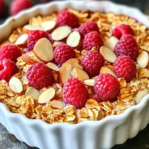 - 2 cups rolled oats - 2 cups plant-based milk (such as almond or oat milk) - 1 cup fresh or frozen raspberries - 1 ripe banana, mashed - 1/4 cup maple syrup or agave nectar - 1 teaspoon vanilla extract - 1 teaspoon baking powder - 1/2 teaspoon ground cinnamon - A pinch of sea salt - Optional toppings: sliced almonds, coconut flakes, or additional raspberries To make these vegan raspberry baked oats, start with the main ingredients. The rolled oats give the dish its hearty base. I love using plant-based milk because it keeps everything creamy. Raspberries add a burst of flavor and sweetness, whether fresh or frozen. Next, mash a ripe banana. This adds natural sweetness and moisture. Maple syrup or agave nectar complements the banana and enhances the dish. The vanilla extract brings warmth to the mix. For our baking essentials, baking powder helps the oats rise, while ground cinnamon adds a cozy spice. A pinch of sea salt balances the flavors. If you want to add a little extra crunch, try toppings like sliced almonds or coconut flakes. You can also sprinkle some extra raspberries on top for a pop of color. {{ingredient_image_2}} - Preheat the oven to 350°F (175°C). - Grease an 8x8 inch baking dish or line with parchment paper. To start, you need to get the oven ready. Preheating ensures that your baked oats cook evenly. Greasing the dish helps the oats come out easily after baking. If you use parchment paper, you can lift them out without any mess. - Combine rolled oats, baking powder, ground cinnamon, and sea salt in a bowl. - Stir dry ingredients thoroughly. In a large bowl, mix your dry items. The rolled oats form the base. Baking powder makes them rise. Ground cinnamon adds warmth, while a pinch of sea salt enhances all the flavors. Stir well to ensure everything is evenly mixed. - Whisk together plant-based milk, mashed banana, maple syrup, and vanilla extract until smooth. - Gradually combine with dry mixture. In a separate bowl, whisk your wet ingredients. Use plant-based milk for creaminess. The mashed banana replaces eggs and adds sweetness. Maple syrup gives it a rich flavor, while vanilla adds a nice touch. Once smooth, pour this mix into the dry ingredients. Stir gently until just combined. - Fold in raspberries and place mixture in baking dish. - Bake for 30-35 minutes until golden. Now, it's time to add the raspberries. Gently fold them in to keep them whole. Pour the mixture into your greased baking dish. Spread it out evenly. Bake for 30 to 35 minutes. You want the top to be golden and firm to the touch. This creates a delicious, satisfying treat you'll love! When you mix ingredients, avoid overmixing. This helps keep your baked oats fluffy. Use ripe bananas for better sweetness and flavor. They give a nice, natural taste to your dish. To check for doneness, press the top of the dish. If it feels firm, it’s ready. Rotate the dish halfway through baking. This ensures even cooking and a perfect texture. Serve your baked oats warm. Drizzle some maple syrup on top for added sweetness. You can also add fresh raspberries and nuts for garnish. This makes your dish look beautiful and taste even better. Pro Tips Use Fresh Raspberries: For the best flavor and texture, try to use fresh raspberries when in season. They will elevate the dish with their vibrant taste and juicy burst. Customize Sweetness: Adjust the sweetness of your baked oats by reducing or increasing the maple syrup according to your preference. Taste the batter before baking to find your ideal sweetness level. Store Leftovers Properly: If you have leftovers, store them in an airtight container in the fridge for up to 3 days. Reheat in the microwave for a quick and satisfying breakfast. Add Nut Butter: For an extra boost of flavor and creaminess, drizzle your baked oats with almond or peanut butter before serving. It adds a deliciously rich dimension. {{image_4}} You can switch raspberries for blueberries or strawberries. Each fruit brings a new taste. Blueberries add sweetness, while strawberries offer a fresh twist. You can also mix different fruits for a fun blend. Adding nut butter boosts creaminess and flavor. Almond or peanut butter works great. Just stir in a couple of tablespoons before baking. Want it less sweet? Use less maple syrup. You can cut it in half. This still keeps the dish tasty. Another option is to use mashed dates instead of banana. Dates add natural sweetness and a unique flavor. Just mash them well before mixing with other wet ingredients. To make this dish gluten-free, choose certified gluten-free rolled oats. This ensures no cross-contamination with gluten. You can also try gluten-free flour. This can change the texture a bit. Start with a small amount and see how it feels. Enjoy experimenting until you find your favorite version! You can refrigerate leftovers in an airtight container. They stay fresh for about 3-5 days. Always check for any signs of spoilage before eating. For longer storage, freeze portions in individual containers. This makes it easy to grab a quick snack. The baked oats can be kept frozen for up to 3 months. Just label the containers with the date for easy tracking. When you're ready to enjoy your baked oats again, reheat them in the microwave or oven until warm. If they seem dry, add a splash of plant-based milk to restore moisture. This little tip ensures you get the same great taste every time! Yes, blueberries and strawberries work well as substitutes. You can mix and match fruits based on what you like. Apples or peaches also add a nice touch. Just remember, different fruits may change the taste and texture a bit. To make this recipe gluten-free, use gluten-free rolled oats. Always check the ingredient labels on your products. Some oats may have cross-contamination with gluten. You can reduce the maple syrup in the recipe. Using less will keep the flavor while cutting sugar. Another option is to use a sugar substitute like monk fruit. It keeps the sweetness without the extra sugar. Yes, you can double the recipe easily. Just use a larger baking dish to hold all the oats. You may need to adjust the baking time a bit. Keep an eye on it as it cooks. Enjoy the larger batch! This recipe, featuring oats, raspberries, and plant-based milk, offers a nutritious and delicious treat. We covered how to prepare and bake it step-by-step. Remember, you can mix and match ingredients for your taste. Use different fruits or adjust the sweetness as needed. Store leftovers properly and enjoy them later. This simple dish is perfect for any meal. I hope you try making it and enjoy the process as much as the outcome!