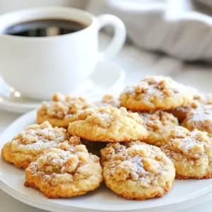 To make these tasty cookies, you will need: - 1 cup unsalted butter, softened - 1 cup brown sugar, tightly packed - 1/2 cup granulated sugar - 2 large eggs, at room temperature - 1 teaspoon pure vanilla extract - 2 1/2 cups all-purpose flour - 1 teaspoon baking powder - 1/2 teaspoon baking soda - 1/2 teaspoon salt - 1 tablespoon ground cinnamon These ingredients create a rich and flavorful base for the cookies. The butter adds creaminess, while the sugars bring sweetness. The eggs help bind everything together. The cinnamon gives that warm, cozy flavor we all love. The streusel topping adds a delightful crunch. Here&rsquo;s what you&rsquo;ll need: - 1/2 cup all-purpose flour - 1/2 cup brown sugar, tightly packed - 1/4 cup unsalted butter, cold and cut into small cubes - 1 teaspoon ground cinnamon Mixing these ingredients creates a crumbly texture. This topping is the star that makes these cookies shine. The cold butter helps it become crisp when baked. Sometimes, you may need to swap out ingredients. Here are some options: - Butter: You can use margarine or coconut oil. - Eggs: Replace with flax eggs or applesauce for a vegan option. - Flour: Whole wheat flour can be used for a nuttier taste. - Sugars: Coconut sugar works as a healthier choice. These substitutions can change the flavor and texture slightly, but they still work well. Feel free to experiment and find what you love! {{ingredient_image_2}} First, preheat your oven to 350&deg;F (175&deg;C). This step is key for even baking. Next, line a baking sheet with parchment paper. This helps prevent the cookies from sticking. In a large bowl, cream together 1 cup of softened butter, 1 cup of brown sugar, and 1/2 cup of granulated sugar. Use an electric mixer on medium speed. Mix for about 3 to 4 minutes until the mixture is light and fluffy. This step adds air, making your cookies soft. Add 2 large eggs to the creamed mixture, one at a time. Make sure to mix well after each egg. Then add 1 teaspoon of pure vanilla extract. Continue mixing until everything is smooth and well blended. In a separate bowl, whisk together 2 1/2 cups of all-purpose flour, 1 teaspoon of baking powder, 1/2 teaspoon of baking soda, 1/2 teaspoon of salt, and 1 tablespoon of ground cinnamon. Whisk until there are no lumps. This ensures your cookies rise well and have great flavor. Carefully add the dry mixture to the wet mixture. Use low speed on your mixer and mix just until combined. Be careful not to overmix. This keeps your cookies tender and chewy. In a small bowl, combine 1/2 cup of all-purpose flour, 1/2 cup of brown sugar, and 1 teaspoon of ground cinnamon. Add 1/4 cup of cold, cubed butter. Use your fingers or a pastry cutter to mix until it looks like coarse crumbs. This will give your cookies a beautiful topping. Use a cookie scoop or a spoon to portion out the dough on the prepared baking sheet. Leave about 2 inches between each dough ball. This space allows them to spread while baking. Bake in your preheated oven for 10 to 12 minutes. Look for lightly golden edges; the centers may still be soft. After baking, let the cookies cool on the baking sheet for about 5 minutes. Then, transfer them to a wire rack to cool completely. Enjoy the warm, inviting smell as they cool! To make soft cookies, start with room temperature butter. This step helps it blend well with sugars. Use an electric mixer to cream the butter and sugars until fluffy. Mix for about 3-4 minutes. Add eggs one at a time, mixing well after each. This keeps the texture light. Be careful not to overmix the dough when you combine wet and dry ingredients. Just mix until you see no flour. This small step helps keep your cookies soft and chewy. For the best streusel, use cold butter. Cut it into small cubes before mixing. Combine flour, brown sugar, and cinnamon with the cold butter. Use your fingers or a pastry cutter. This gives you that crumbly texture we want. Don&rsquo;t rush this step. The streusel should look like coarse crumbs. When you sprinkle it on the dough, press lightly. This helps it stick during baking, making your cookies even tastier. Even baking is key to perfect cookies. Make sure to preheat your oven to 350&deg;F (175&deg;C). This lets the cookies rise and spread evenly. When placing cookie dough on the baking sheet, leave space between each ball. Aim for about 2 inches apart. This room allows them to spread without touching. Check your cookies towards the end of baking. Look for lightly golden edges. The centers may still seem soft. This means they are ready to come out. Let them cool on the baking sheet for a few minutes before moving them. Pro Tips Softened Butter is Key: Make sure your butter is truly softened to room temperature for optimal creaming with the sugars, which will help create a light and fluffy cookie texture. Room Temperature Eggs: Using eggs that are at room temperature helps them incorporate more smoothly into the batter, resulting in better overall texture. Don&rsquo;t Overmix: When combining the wet and dry ingredients, mix just until combined to prevent the cookies from becoming tough. Streusel Texture: For the best streusel topping, ensure the butter is cold and cubed. This will create a crumbly texture that adds a delightful crunch to your cookies. {{image_4}} You can make these cookies even better! Try adding nuts or chocolate chips. Walnuts or pecans give a nice crunch. Just chop them up and mix in about 1 cup. If you love chocolate, add 1 cup of chocolate chips instead. Both options add flavor and texture. Want to make this recipe gluten-free? It&rsquo;s easy! Just swap the all-purpose flour for a gluten-free blend. Make sure to pick a blend that has xanthan gum. This will help the cookies hold together well. Follow the recipe as written, and enjoy your tasty treat! You can get creative with the toppings! Instead of streusel, try a glaze. Mix powdered sugar with milk to create a drizzle. You can also add sprinkles for a fun touch. Another idea is to top with a scoop of ice cream. This makes a great dessert for any occasion! To keep your cookies fresh, store them in an airtight container. Place parchment paper between layers to avoid sticking. These cookies stay tasty for up to a week at room temperature. Keep them away from sunlight for best results. You can freeze these cookies for later. First, let them cool completely. Then, wrap each cookie in plastic wrap. Place them in a freezer bag or airtight container. They can last up to three months in the freezer. When you're ready, just thaw them at room temperature. To reheat your cookies, preheat your oven to 350&deg;F (175&deg;C). Place the cookies on a baking sheet. Heat them for about 5 to 7 minutes. This method keeps them soft and warm. Enjoy them fresh out of the oven with your favorite drink! Yes, you can use margarine instead of butter. The cookies may taste slightly different, but they will still be soft and tasty. Just make sure the margarine is softened. This change can also help if you're looking for a dairy-free option. These cookies can last about 5 days when stored in an airtight container. If you want them to stay fresh longer, keep them in the fridge. They can last up to a week in the fridge, but the taste may change slightly over time. You sure can! Use a dairy-free butter substitute. Look for one made from plant oils. Also, check the vanilla extract to ensure it&rsquo;s dairy-free. With these swaps, you can enjoy these cookies without dairy. These cookies go great with coffee or tea. A warm cup of chai or a latte complements the cinnamon flavor. For a sweeter option, serve with hot chocolate. The warm drinks balance the sweetness of the cookies and enhance their flavor. Cinnamon Streusel Coffee Cake Cookies are a delight. We covered key ingredients and steps to make them. You learned tips for perfect cookies and ways to customize them. Don&rsquo;t forget storage tips to keep your cookies fresh. Enjoy baking these tasty treats, and share them with friends. You&rsquo;ll impress everyone with your skills. Baking can be fun and rewarding, and these cookies are a great way to start. Try different variations to find your favorite!