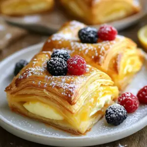 - 1 sheet of frozen puff pastry, fully thawed - 8 oz cream cheese, brought to room temperature - 1/4 cup powdered sugar, sifted - 1 tsp pure vanilla extract - 1/2 tsp fresh lemon zest - 1 egg, beaten (for egg wash) - 1 tbsp milk (for egg wash) - Optional toppings: a handful of fresh berries, extra powdered sugar for dusting, or a drizzle of honey To make the Easy Puff Pastry Cheese Danish, gather your ingredients first. Start with frozen puff pastry. This gives the pastry its light and flaky texture. Make sure it is fully thawed before using. Next, you will need cream cheese. It must be at room temperature to blend well. Now, for the filling, we add powdered sugar. This sugar adds sweetness to balance the tang of the cream cheese. Pure vanilla extract brings a lovely aroma and flavor. A bit of fresh lemon zest adds brightness. For the egg wash, mix one beaten egg with a tablespoon of milk. This wash will give your pastries a golden look when baked. Finally, consider optional toppings. Fresh berries add color and flavor. A dusting of powdered sugar gives a nice finish. Honey drizzled on top adds extra sweetness. Having all these ingredients ready makes the process smooth and fun! {{ingredient_image_2}} First, preheat your oven to 400&deg;F (200&deg;C). This step is key for a nice, golden crust. Next, take your thawed puff pastry and lightly flour your work surface. Roll it out a bit to smooth any creases. Cut it into 4 squares, each about 6 inches on each side. In a medium bowl, blend the cream cheese, powdered sugar, vanilla extract, and lemon zest. Use a hand mixer or fork. Mix until it&rsquo;s smooth and creamy, with no lumps. Now, take 1-2 tablespoons of the cream cheese mixture. Place it in the center of each puff pastry square. Carefully fold each corner of the square toward the center. Pinch the corners together to seal the filling inside. In a small bowl, whisk together the beaten egg and milk. Use a pastry brush to apply this egg wash evenly on each pastry. This gives them that beautiful golden color. Arrange your pastries on a baking sheet lined with parchment paper. Bake them for 15-20 minutes. Look for a puffed, golden brown finish. After baking, let them cool for a few minutes on a wire rack. You can serve them with fresh berries, a dusting of powdered sugar, or a drizzle of honey for added sweetness. Enjoy your delightful pastries! To get the best puff pastry, follow these tips. First, always thaw the pastry overnight in the fridge. This keeps it cold and easy to handle. When rolling, use flour to prevent sticking. Roll gently to keep those layers intact. Never stretch the dough too much; it needs to rise during baking. You can change the cream cheese filling to suit your taste. Try adding a bit of lemon juice for extra zest. Mix in some chopped herbs for a savory twist. You can also fold in chocolate chips or fresh fruit for a sweet touch. Each option adds a new flavor to your Danish. Many home cooks make a few common mistakes. One mistake is not sealing the pastry well, which lets the filling leak out. Make sure to pinch the corners tightly. Another error is skipping the egg wash. This step gives the pastry a lovely golden color. Lastly, do not overcrowd the baking sheet. Give each pastry space to puff up nicely. Pro Tips Keep the Puff Pastry Cold: Make sure your puff pastry remains cold until you are ready to bake. This ensures it puffs up beautifully in the oven. Experiment with Fillings: Don't hesitate to get creative with the filling! Try adding chocolate chips, fruit preserves, or nuts to the cream cheese mixture for extra flavor. Use Quality Ingredients: Since the recipe is simple, using high-quality cream cheese and pure vanilla extract will make a noticeable difference in flavor. Watch the Baking Time: Keep an eye on your pastries as they bake; they can go from perfectly golden to burnt quickly. Remove them once they reach a golden brown color. {{image_4}} You can easily make fruit-filled cheese Danishes. Just add fresh fruit to the cream cheese mix. Berries like raspberries, blueberries, or sliced strawberries work well. You can also use peaches or cherries. Simply chop the fruit and fold it into the cream cheese mixture. This adds a sweet and juicy burst of flavor. For a nutty twist, try adding nuts to your filling. Chopped almonds, walnuts, or pecans bring great texture. Mix them into the cream cheese filling for a richer taste. You could even sprinkle some crushed nuts on top before baking. This adds a nice crunch and looks beautiful. If you like savory flavors, you can change the filling. Add herbs like chives or dill to the cream cheese. You can also mix in cooked bacon or saut&eacute;ed spinach. These options make the Danishes perfect for brunch or a snack. They are great for those who prefer less sweetness in their treats. You can store leftover cheese Danishes in an airtight container. Make sure they cool completely first. Keep them in the fridge for up to three days. If you want to keep them fresh longer, consider freezing them. To reheat your cheese Danishes, preheat the oven to 350&deg;F (175&deg;C). Place the pastries on a baking sheet. Heat them for about 10-15 minutes. This will help them regain their crispiness. You can also use a microwave, but this may make them a bit soft. Heat on medium power for 15-20 seconds. Freezing cheese Danishes is easy and fun. After baking, let them cool completely. Wrap each Danish in plastic wrap and then in foil. This helps prevent freezer burn. Label the packages with the date. You can freeze them for up to three months. When you're ready to eat, thaw them in the fridge overnight. Reheat as mentioned above for the best results. Yes, you can use phyllo dough. Phyllo will be thinner and crispier. Layer several sheets for a thicker result. Look for a golden brown color. The pastries should puff up nicely. A nice aroma will fill your kitchen too! Yes! You can prepare the filling and pastry ahead. Store them separately in the fridge. Just bake when you&rsquo;re ready. You can use ricotta or mascarpone. Both will give you a rich, creamy filling. You can add a bit of lemon juice for tang. Yes, some brands offer gluten-free puff pastry. Just check your local store. Make sure to follow the package instructions for best results. In this blog post, we covered everything you need to make delicious cheese danishes. We explored the key ingredients, from frozen puff pastry to cream cheese fillings. I shared step-by-step instructions for perfect results, along with tips and tricks to avoid mistakes. Try the variations for fun twists, and remember to store leftovers properly. Making cheese danishes can be easy and fun. Enjoy creating new flavors and share them with friends! Trust me, you&rsquo;ll impress everyone with these treats.