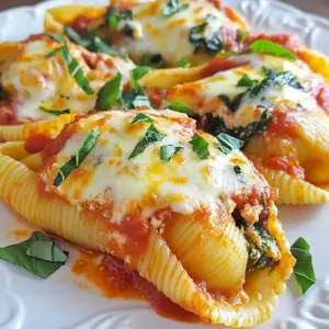 - 20 jumbo pasta shells - 1 cup ricotta cheese - 1 cup fresh spinach, finely chopped - 1 cup shredded mozzarella cheese - 1/2 cup grated Parmesan cheese - 1 large egg, beaten - 2 tablespoons fresh basil, roughly chopped - 2 cups marinara sauce - 1 teaspoon garlic powder - Salt and freshly ground black pepper to taste - Large pot for boiling - Mixing bowl - Baking dish - Colander - Aluminum foil This dish starts with a few simple ingredients. Each brings its own flavor and texture. The jumbo pasta shells hold the creamy filling nicely. Ricotta cheese forms the base. It offers a smooth texture that blends well with spinach. Fresh spinach adds a bright color and a healthy element. I love using finely chopped spinach for even distribution. Mozzarella cheese makes the dish stretchy and gooey. Parmesan cheese brings a nutty flavor. A beaten egg helps bind the filling. Fresh basil adds a lovely aroma and taste. Garlic powder gives depth to the filling. Always add salt and pepper to enhance flavors. These tools help you create the dish. A large pot boils pasta. A mixing bowl combines the filling. Use a baking dish to hold the shells. A colander drains water from the pasta. Aluminum foil keeps moisture in while baking. Gather these ingredients and tools. They set you up for a tasty meal. {{ingredient_image_2}} - Preheat the oven to 375°F (190°C). - Cook 20 jumbo pasta shells in salted boiling water for about 8-10 minutes. - Drain the shells in a colander and let them cool slightly. - In a mixing bowl, combine 1 cup of ricotta cheese and 1 cup of finely chopped spinach. - Add 1 cup of shredded mozzarella cheese and 1/2 cup of grated Parmesan cheese. - Mix in 1 large beaten egg, 2 tablespoons of chopped basil, 1 teaspoon of garlic powder, and a pinch of salt and pepper. - Stir until the filling is smooth and well combined. - Take each pasta shell and fill it with a generous spoonful of the ricotta-spinach mixture. - Place the filled shells seam-side up in a greased baking dish. - Spread half of 2 cups of marinara sauce over the stuffed shells. - Top with the remaining shredded mozzarella cheese for extra flavor. - Pour the rest of the marinara sauce over the shells to coat them well. - Cover the baking dish with aluminum foil to keep moisture in. - Bake in the preheated oven for 25 minutes. - Remove the foil and continue to bake for another 10-15 minutes until golden brown. - Let the shells cool for a few minutes before serving. To get the best shells, avoid overcooking them. Cook the jumbo shells until they are just al dente. This means they should still have a slight bite. If you cook them too long, they may break apart when you fill them. Use plenty of salted water to help the shells cook evenly. To make your dish pop, consider adding spices like nutmeg or crushed red pepper. A pinch of nutmeg gives a warm, aromatic touch. Crushed red pepper adds a nice kick. You can also try fresh herbs like oregano or thyme for extra depth. Taste as you go to find your perfect balance. For cheese lovers, there are many great options. Goat cheese can add a tangy flavor. Cottage cheese offers a lighter option with a similar texture. You can mix and match cheese types to find the best taste for your stuffed shells. Experiment to find what you enjoy the most! Pro Tips Use Fresh Spinach: Fresh spinach gives a vibrant flavor and bright color to the dish. If using frozen spinach, ensure to thaw and drain it well to avoid excess moisture. Perfect Shells: Make sure to cook the jumbo pasta shells al dente. This prevents them from becoming mushy during baking, ensuring a perfect texture. Customize Your Cheese: Feel free to mix different cheeses, like adding feta or goat cheese to the ricotta mixture for a unique twist on flavor. Rest Before Serving: Let the stuffed shells rest for a few minutes after baking. This helps the filling set and makes it easier to serve without falling apart. {{image_4}} Spinach ricotta stuffed shells are versatile and can fit many tastes. You can easily switch up the filling to make each dish unique. You can add ground meat or sausage to the filling. This addition gives a hearty twist. Cook the meat first and mix it with the cheese and spinach. It adds protein and flavor. Try using Italian sausage for a spicy kick. Ground beef or turkey also works well. Incorporate more vegetables like mushrooms or bell peppers into your filling. These veggies add color and nutrition. You can sauté them first for extra flavor. Chopped zucchini or carrots can also enhance taste and texture. This version is great for veggie lovers or anyone looking to add more greens. If you need a gluten-free meal, use gluten-free pasta shells. Many brands offer tasty options that hold up well. Just check labels to ensure they meet your needs. With a gluten-free shell, you can enjoy all the flavors without worry. It’s an easy switch that keeps the dish satisfying for everyone. To keep your spinach ricotta stuffed shells fresh, store leftovers in the fridge. Place them in an airtight container. They will stay good for about three to four days. If you want to keep them longer, freeze them. For freezing, use a freezer-safe container or wrap them tightly in plastic wrap and foil. When you’re ready to enjoy the leftovers, use the oven for reheating. Preheat your oven to 350°F (175°C). Place the shells in a baking dish and cover with foil. Bake for about 20 minutes or until hot. This method helps keep the cheese gooey and the pasta tender. You can also use the microwave, but be careful. Heat them in short bursts to avoid drying them out. If you want to freeze uncooked stuffed shells, prepare them as usual but skip the baking step. Once filled, arrange them in a single layer on a baking sheet. Freeze them for about an hour. After they are firm, transfer the shells to a freezer-safe bag or container. They will last in the freezer for up to three months. When ready to bake, no need to thaw. Just add a few extra minutes to the cooking time. Yes, you can prepare these stuffed shells ahead of time. To do this, follow the steps until you've filled the shells. Place them in a greased baking dish. Pour half of the marinara sauce over the shells, then cover the dish with foil. You can refrigerate it for up to 24 hours. When you're ready to bake, let them sit at room temperature for about 30 minutes. Then, bake as directed, adding extra time if needed. Spinach Ricotta Stuffed Shells pair well with many sides. Here are some great options: - A simple green salad with vinaigrette - Garlic bread or cheesy breadsticks - Steamed vegetables like broccoli or green beans - A light soup, such as minestrone or tomato basil These sides balance the rich flavors of the stuffed shells. To make a dairy-free version, swap out a few ingredients. Use dairy-free ricotta or cashew cheese in place of ricotta. For mozzarella, look for a vegan option or use almond cheese. Instead of Parmesan, try nutritional yeast for a cheesy flavor. Always check labels for hidden dairy. These swaps keep the dish creamy and delicious without the dairy. In this post, we explored the tasty Spinach Ricotta Stuffed Shells. You learned about all the ingredients needed and the cooking tools required. We walked through step-by-step instructions, from cooking the pasta to baking the shells. I shared tips for perfect results and fun variations, plus storage and reheating advice. These stuffed shells are a delicious meal that you can customize. Give them a try and enjoy a warm, comforting dish that everyone will love.