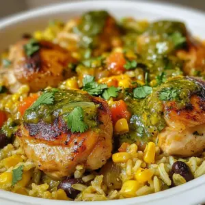 - 1 lb boneless, skinless chicken thighs - 1 cup uncooked long-grain rice - 1 cup salsa verde - 2 cups chicken broth - 1 medium onion - 2 cloves garlic - 1 bell pepper - 1 cup black beans (optional) - 1 cup corn - 1 cup shredded cheddar cheese - Ground cumin - Smoked paprika - Salt and pepper - Fresh cilantro I love this recipe for Salsa Verde Chicken and Rice Skillet. It brings together simple, fresh ingredients. You only need a few main items. The chicken thighs add flavor and tenderness. The long-grain rice soaks up all the tasty juices. Salsa verde gives a zesty kick. Chicken broth enhances the dish with its rich taste. For the veggies, I often use a medium onion and two cloves of garlic. They add depth to the dish. A bell pepper brings color and crunch. You can also add black beans and corn for extra texture. They make the meal heartier. Seasoning is key. Ground cumin and smoked paprika create a warm flavor. Don't forget salt and pepper to taste. Fresh cilantro adds a bright finish. It&rsquo;s perfect for garnishing the dish. This meal is not just tasty, but also easy to make. You can get creative with the ingredients. The combinations are endless! {{ingredient_image_2}} - Heat 1 tablespoon of olive oil in a large skillet over medium heat. - Add the diced onion and saut&eacute; for 3-4 minutes until it turns translucent. - Season the chicken pieces with salt, pepper, ground cumin, and smoked paprika. - Add the chicken to the skillet and brown it on all sides for about 6-8 minutes. - Once the chicken is cooked, stir in 1 cup of uncooked rice with the chicken and veggies. - Pour in 1 cup of salsa verde and 2 cups of chicken broth, then bring to a gentle simmer. - Cover the skillet and cook for about 20 minutes until the rice is tender. - During the last 5 minutes, stir in 1 cup of black beans and 1 cup of corn. - Remove from heat and sprinkle 1 cup of shredded cheddar cheese on top. Let it sit for 2-3 minutes to melt. - Fluff the rice gently with a fork and garnish with fresh cilantro before serving. Cooking over medium heat is key to this dish. It helps cook the chicken evenly. If the heat is too high, the chicken can burn. You want a nice golden color. This ensures the chicken stays moist inside. Stir often to avoid sticking. This method gives the best flavor and texture. Want to boost the taste? Add a squeeze of lime juice. This adds a bright, fresh kick. You can also try adding more spices, like chili powder. For the best flavor, use homemade salsa verde. It&rsquo;s easy to make and tastes great. Fresh ingredients will enhance your dish even more. Pair this skillet meal with simple sides. Try a fresh salad or tortilla chips. Cold drinks like iced tea go well too. For extra flavor, top with sliced avocado or jalape&ntilde;os. You can also add a dollop of sour cream. These toppings make the meal even more delightful! Pro Tips Use Fresh Ingredients: Fresh herbs and vegetables can elevate your salsa verde chicken and rice skillet. Opt for fresh cilantro and ripe bell peppers for a vibrant flavor. Customize the Heat: Adjust the spiciness of your dish by choosing mild or hot salsa verde. You can also add fresh jalape&ntilde;os or red pepper flakes for an extra kick. One-Pan Wonder: This recipe is designed to be made in one skillet, making cleanup a breeze. Ensure your skillet has a tight-fitting lid to trap steam and moisture. Meal Prep Friendly: This dish can be made in advance and stored in the fridge for up to 3 days, making it perfect for meal prep. Reheat gently on the stove or in the microwave. {{image_4}} You can switch up the protein in this dish. Using chicken breast instead of thighs is an option. Chicken breast has less fat, making it leaner. It will still soak up the flavors well. If you want a vegetarian dish, try using tofu or chickpeas. Tofu will soak in the salsa verde nicely. Chickpeas add a hearty texture and protein. For rice, you have some great choices. Brown rice offers more fiber and a nutty taste. Quinoa is another option and is high in protein. If you want to keep carbs low, use cauliflower rice. It cooks quickly and blends well with the flavors. To change the flavor profile, try adding jalape&ntilde;os for heat. They will give the dish a spicy kick. You can also add different vegetables like zucchini or spinach. These add color and nutrition. Mixing in veggies makes the meal even more delightful. To keep your Salsa Verde Chicken and Rice Skillet fresh, store leftovers in airtight containers. This helps maintain flavor and texture. It lasts in the fridge for about 3 to 4 days. Make sure to cool it down before sealing. Label your containers with the date. This way, you know when to eat them. If you want to save some for later, you can freeze leftovers. Use freezer-safe containers or bags. Be sure to leave space for expansion. The dish can last in the freezer for up to 3 months. For best results, cool it completely before freezing. When you&rsquo;re ready to eat, thaw it in the fridge overnight. You can reheat your dish on the stovetop or in the microwave. For stovetop reheating, add a splash of water or broth, and warm it over low heat. Stir often to keep it even. In the microwave, cover the container and heat for 2-3 minutes, stirring halfway through. This helps keep the texture and flavor intact. Yes, you can make this dish ahead of time. Cook it fully and let it cool. Store it in an airtight container in the fridge for up to three days. Reheat it on the stove or in the microwave. Just add a splash of broth if it seems dry. You can swap salsa verde with other sauces. Try green enchilada sauce or tomatillo salsa. If you want a different flavor, use regular salsa or even a homemade blend of green tomatoes and herbs. To add heat, mix in jalape&ntilde;os or diced serrano peppers. You can also use spicy salsa verde or add chili powder. Adjust the amount to match your taste. Adding a dash of hot sauce right before serving can also enhance the spice. Absolutely! If you prefer a dairy-free dish, simply leave out the cheese. The meal will still taste great without it. You can add avocado or guacamole for creaminess instead. Yes, this recipe is gluten-free if you choose gluten-free broth. Most rice is also gluten-free. Always check labels on any packaged items, like salsa or beans, to ensure they meet your dietary needs. This recipe for Salsa Verde Chicken and Rice Skillet combines easy steps with flavorful ingredients. You learned about main and additional ingredients, cooking techniques, and tips to enhance taste. I shared variations for proteins and rice options to suit your needs. As you try this dish, remember you can adjust it to fit your taste. Enjoy making it and sharing it with friends!