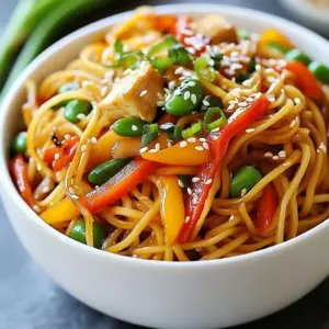 For this quick dish, gather these items: - 8 oz lo mein noodles - 1 cup mixed vegetables (like julienned carrots, sliced bell peppers, and snap peas) - 1 cup cooked protein (choose chicken, shrimp, or tofu) - 3 tablespoons soy sauce (adjust for taste) - 1 tablespoon sesame oil - 1 tablespoon fresh ginger, grated - 1 garlic clove, finely minced - 2 green onions, thinly sliced - Sesame seeds for garnish (optional) You can swap ingredients based on your taste. - Use rice noodles instead of lo mein for a different texture. - Any mix of fresh veggies works well; try broccoli or zucchini. - For protein, use tempeh or seitan if you want a plant-based dish. - Substitute low-sodium soy sauce for a healthier option. Fresh veggies make a big difference in taste. - Look for bright colors and firm textures. - Avoid any that are wilted or have brown spots. - Buy seasonal vegetables for the best flavor and price. - If possible, shop at local markets for fresh produce. {{ingredient_image_2}} First, fill a large pot with water. Heat it until it boils quickly. Add the lo mein noodles to the pot. Cook the noodles for about 4-5 minutes. Check the package for exact times. When they are soft, drain them in a colander. Make sure all the water is gone. Set them aside while you prepare the rest. Grab a large skillet or wok. Pour in 1 tablespoon of sesame oil. Heat it over medium heat. Add the minced garlic and grated ginger. Stir them for about 1 minute. You want to smell their lovely scent. Be careful not to let them burn! Now, it’s time to add your protein. If you have cooked chicken, shrimp, or tofu, add it to the skillet. Next, toss in the mixed vegetables. Stir everything together for about 3-4 minutes. You want the veggies to be soft but still a bit crunchy. Gently add the drained lo mein noodles to the skillet. Drizzle 3 tablespoons of soy sauce over the top. Use tongs or a spatula to mix everything well. Make sure the noodles are coated in the sauce. Heat it all together for another 2 minutes. Once everything is hot, take the skillet off the heat. Top your lo mein with sliced green onions and a sprinkle of sesame seeds. This adds a nice crunch. Serve the lo mein in bowls while it’s steaming. Enjoy the colorful and tasty dish! To cook lo mein noodles just right, start with boiling water. Use a large pot for more space. Add the noodles and stir gently. Cook for about 4-5 minutes. Check the package for exact times. The noodles should be al dente, firm but not hard. Drain them well in a colander to remove excess water. This keeps your dish from getting soggy. You can adjust the soy sauce to fit your taste. Start with 3 tablespoons. After mixing in the noodles, taste the dish. If you want more flavor, add a bit more soy sauce. Remember, too much can make it salty. A splash of sesame oil adds a nice touch, enhancing the aroma. For quick cooking, cut your vegetables small and thin. This helps them cook evenly and fast. Sauté them in hot sesame oil. Start with garlic and ginger to build flavor. Add mixed veggies next and cook for 3-4 minutes. You want them tender yet still crisp. This keeps the colors bright and the textures varied, making your dish more fun to eat. Pro Tips Perfect Noodle Texture: To achieve the best texture for your lo mein, make sure to cook the noodles until just al dente, as they will continue to cook slightly when combined with the hot ingredients. Variety of Vegetables: Feel free to customize your lo mein by adding different vegetables based on the season or your preferences, such as broccoli, bok choy, or snow peas for added color and nutrition. Enhance Flavor: For an extra depth of flavor, consider adding a splash of oyster sauce or a pinch of red pepper flakes for a bit of heat to your lo mein. Meal Prep Friendly: This recipe is perfect for meal prep. Make a larger batch and store leftovers in the fridge for up to three days for a quick and satisfying lunch or dinner option. {{image_4}} You can easily make Minute Lo Mein vegetarian or vegan. Just skip the meat and use tofu. Tofu adds protein and texture. Use soy sauce and sesame oil for flavor. You can also try adding miso paste for a deeper taste. For a vegan dish, ensure the noodles are egg-free. If you want to mix things up, try different proteins. Chicken and shrimp are popular choices. You can also use beef or pork for a heartier meal. If you prefer plant-based options, tempeh or seitan works well too. These choices add unique flavors and make the dish your own. Feel free to get creative with vegetables. Carrots, bell peppers, and snap peas are great. You can also add broccoli, mushrooms, or bok choy. Just make sure to cut them small for even cooking. Mix and match to suit your taste. The more colors, the better! After enjoying your Minute Lo Mein, store any leftovers in a container. Use an airtight container to keep flavors fresh. Allow the dish to cool down before sealing it. Keep the leftovers in the fridge for up to three days. If you want to keep it longer, freezing is a great option. When ready to enjoy your leftovers, reheat them carefully. You can use a microwave for quick reheating. Place your lo mein in a microwave-safe bowl. Add a splash of water or soy sauce to keep it moist. Heat in short bursts of 30 seconds, stirring in between. You can also reheat it on the stove. Warm it in a skillet over low heat, stirring until hot. Freezing is a smart way to prepare meals ahead of time. Portion out your lo mein in meal-sized servings. Use freezer-safe bags or containers to prevent freezer burn. Be sure to label each bag with the date. You can keep frozen lo mein for up to three months. When you’re ready to eat, thaw it overnight in the fridge. Then, reheat as discussed above for a quick meal. It takes about 20 minutes to make Minute Lo Mein. This includes cooking the noodles and sautéing the veggies and protein. The prep time is around 10 minutes, and cooking takes about 10 minutes. Yes, you can make Minute Lo Mein ahead. Store it in the fridge for up to three days. Just reheat it on the stove or in the microwave when you’re ready to eat. You can use lo mein noodles, egg noodles, or even spaghetti. Each type gives a different taste and texture. Fresh noodles cook faster than dried ones, so keep that in mind. Traditional lo mein uses wheat noodles, which contain gluten. However, you can find gluten-free noodles made from rice or other grains. Always check the package to ensure they are labeled gluten-free. I covered the key ingredients, step-by-step cooking methods, and helpful tips for making Lo Mein. I shared how to choose fresh veggies and customize the dish. You can create variations with different proteins and veggies to suit your taste. Remember to store leftovers properly and use quick reheating methods. With these easy steps, you can enjoy tasty Lo Mein at home. Now, you’re ready to impress your friends and family with your cooking skills!