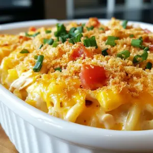 - 8 oz spaghetti, uncooked - 1 cup cooked chicken, shredded (preferably rotisserie for added flavor) - 1 cup cream cheese, softened to room temperature - 1 cup sour cream - 1 cup sharp cheddar cheese, shredded - 1 cup mozzarella cheese, shredded - 1 cup diced tomatoes, well-drained (canned or fresh) - 1/2 cup green onions, finely chopped - 1 teaspoon garlic powder - 1 teaspoon onion powder - 1 teaspoon smoked paprika - 1/2 teaspoon freshly ground black pepper - Salt, to taste - 1/2 cup breadcrumbs (panko for extra crunch recommended) First, preheat your oven to 350&deg;F (175&deg;C). This makes sure your dish bakes evenly. Next, fill a large pot with salted water and bring it to a boil. Add the spaghetti and cook it until al dente. This means it should be firm to the bite. After cooking, drain the spaghetti and set it aside. In a large mixing bowl, combine the shredded chicken, cream cheese, sour cream, cheddar cheese, mozzarella cheese, diced tomatoes, and green onions. Add the garlic powder, onion powder, smoked paprika, black pepper, and salt. Make sure your cream cheese is soft. This helps everything mix smoothly. Stir until all ingredients are well blended and creamy. Now, gently fold the cooked spaghetti into the creamy mixture. Make sure every strand gets coated in the rich sauce. Lightly grease a 9x13 inch baking dish. Pour the spaghetti mixture into the dish and spread it evenly. In a small bowl, mix the breadcrumbs with a drizzle of olive oil. This helps them get a nice golden crust. Sprinkle the breadcrumb mixture over the top of the spaghetti bake. Finally, place the dish in the oven and bake for 25-30 minutes. Look for a golden, bubbling top to know it's done. {{ingredient_image_2}} To make a smooth sauce, use softened cream cheese. This helps it blend well. Mix the cream cheese, sour cream, and cheeses until creamy. I recommend using rotisserie chicken. It adds flavor and saves time. Look for chicken that is juicy and well-cooked. You can prepare this dish in advance. Cook the spaghetti and mix the creamy sauce. Store them separately in the fridge. When you're ready to bake, combine them and add the topping. For reheating, cover the dish with foil. This keeps it moist and warms it evenly. Serve this dish with a side salad or garlic bread. Both complement the creamy spaghetti bake well. For drinks, iced tea or a light white wine works great. These beverages enhance the meal's comfort and flavor. You can easily switch out the protein in this dish. Instead of chicken, try using ground turkey or even crumbled tofu for a vegetarian option. Both add great flavor and texture. For the cheese, mix things up! Instead of sharp cheddar, use pepper jack for a kick or gouda for a rich taste. Mozzarella pairs well with any cheese. To make a lower-carb version, use zucchini noodles or spaghetti squash instead of regular pasta. These options keep the dish light yet tasty. You can also swap the cream cheese and sour cream for their reduced-fat versions. They still give a creamy texture without the extra calories. If you love heat, add diced jalape&ntilde;os or crushed red pepper flakes to the creamy mix. This will give your dish a spicy kick that works well with the creamy sauce. You can also drizzle some hot sauce on top before serving. This extra heat will elevate your Southern Creamy Spaghetti Bake to a whole new level! Pro Tips Use Rotisserie Chicken: For added flavor and convenience, opt for rotisserie chicken. It enhances the dish's overall taste and saves time on cooking. Perfect Pasta Texture: Cook the spaghetti until al dente, as it will continue to cook while baking. This prevents the noodles from becoming mushy. Breadcrumb Topping: Mix your breadcrumbs with melted butter or olive oil to create a crunchy topping. This will give your dish a delightful texture contrast. Garnish for Presentation: Before serving, sprinkle extra chopped green onions and a dash of smoked paprika on top for a pop of color and a burst of flavor. {{image_4}} After enjoying your Southern creamy spaghetti bake, cool it down properly. Let it sit at room temperature for about 30 minutes. This helps reduce moisture. Next, place it in airtight containers. Glass or plastic containers work well for storage. Make sure to seal them tight. This keeps the dish fresh for your next meal. You can freeze this dish before or after baking. If freezing before baking, assemble it in a freezer-safe dish. Cover it tightly with plastic wrap and foil. This keeps out air and moisture. If you freeze it after baking, let it cool completely first. Then, wrap it well and store it in the freezer. To thaw, place it in the fridge overnight. You can reheat it in the oven at 350&deg;F (175&deg;C) until hot. In the fridge, this spaghetti bake lasts about 3 to 5 days. Be sure to check for signs of spoilage. Look for off smells or changes in color. If the cheese appears slimy or has mold, it&rsquo;s time to toss it. Always trust your senses when it comes to food safety. Yes, you can easily skip the chicken. Here are some tasty alternatives: - Ground turkey: A leaner option with great flavor. - Cooked sausage: Adds a nice spice and richness. - Tofu or tempeh: Great choices for a vegetarian dish. - Mushrooms: They provide a hearty texture and umami taste. These options keep the dish hearty and satisfying. To make this dish gluten-free, simply choose gluten-free pasta. Here are a few options: - Rice noodles: They are light and cook fast. - Quinoa pasta: Offers a nutty flavor and good protein. - Zucchini noodles: A fresh, low-carb twist that adds veggies. These alternatives work well with the creamy sauce and flavors. If you need a substitute for cream cheese, try these dairy-free options: - Cashew cream: Blend soaked cashews until smooth for a rich texture. - Silken tofu: It blends well and has a mild taste. - Coconut yogurt: Adds creaminess with a hint of coconut flavor. These options will keep your dish creamy and delicious. To check if the spaghetti bake is ready, look for these signs: - Golden top: The breadcrumbs should be browned and crispy. - Bubbling edges: You should see the sauce bubbling around the edges. - Firm center: Gently shake the dish; it should not jiggle. These signs mean your bake is perfectly cooked. Absolutely! Here are some easy ways to add heat: - Chili flakes: Sprinkle them on top before baking for a kick. - Sliced jalape&ntilde;os: Mix them in with the creamy mixture. - Hot sauce: Add a few drops to the sauce for depth. These additions will spice up your Southern Creamy Spaghetti Bake wonderfully. This blog post showed you how to make a creamy spaghetti bake that's easy and tasty. You learned about the key ingredients, seasonings, and steps to follow. We also shared tips for perfect texture and smart serving ideas. Remember, there are many ways to change the recipe to fit your needs. You can try new proteins or make it spicy. With proper storage, your leftovers can last for days. Enjoy this dish at home for a satisfying meal anytime. Happy cooking!