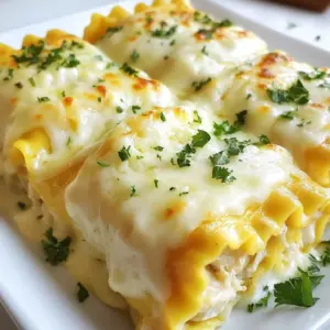 - 10 lasagna noodles - 2 cups cooked chicken, shredded - 1 cup ricotta cheese - 1 cup mozzarella cheese, shredded (plus extra for topping) - 1 cup Alfredo sauce (store-bought or homemade) - 1/2 cup grated Parmesan cheese - 1 teaspoon garlic powder - 1 teaspoon Italian seasoning - Salt and pepper to taste - Fresh parsley, chopped (for garnish) - Lasagna Noodles: You need 10 noodles. This serves as the base for our rolls. - Cooked Chicken: Use 2 cups of shredded chicken. This adds protein and flavor. - Ricotta Cheese: One cup is perfect for creaminess. - Mozzarella Cheese: One cup, plus more for topping. It melts beautifully. - Alfredo Sauce: One cup keeps the rolls moist and rich. - Parmesan Cheese: Half a cup adds a nice salty finish. - Garlic Powder: One teaspoon offers a nice flavor boost. - Italian Seasoning: One teaspoon brings in a mix of herbs. - Salt and Pepper: Use to taste for seasoning. - Fresh Parsley: Chopped for garnish adds color and freshness. - Lasagna Noodles: Barilla or Ronzoni work well. They hold up nicely. - Ricotta Cheese: Galbani is a great choice for its creaminess. - Mozzarella Cheese: Sargento or Kraft provides good melting quality. - Alfredo Sauce: Classico or Rao's Homemade gives rich flavor. - Parmesan Cheese: Grana Padano is a good option for taste. {{ingredient_image_2}} Start with a large pot of salted water. Bring it to a rolling boil. Carefully add the lasagna noodles to the pot. Cook the noodles as per the package instructions until they are al dente. This means they should still have a slight bite. Once they are done, drain the noodles. Immediately run them under cold water. This helps stop the cooking process. Set the noodles aside on a clean surface. Grab a large mixing bowl. Combine the shredded chicken with ricotta cheese. Add half of the shredded mozzarella, garlic powder, and Italian seasoning. Don’t forget to sprinkle in some salt and pepper for flavor. Use a spatula or wooden spoon to mix everything well. You want the filling to be smooth and creamy. This filling is key to your rolls, so make sure it’s packed with flavor. Now, let’s get rolling! On a clean plate, spread a thin layer of Alfredo sauce. Take one lasagna noodle and place about 2-3 tablespoons of the chicken filling at one end. Roll the noodle tightly around the filling. Make sure the filling is securely wrapped inside. Place each roll seam-side down in a greased baking dish. Repeat this until you use all the noodles and filling. Once all the rolls are ready, pour the remaining Alfredo sauce over them. Sprinkle the reserved mozzarella and grated Parmesan cheese on top. This will create a cheesy crust when baked. Preheat your oven to 375°F (190°C). Cover the dish with aluminum foil. Bake for 25 minutes. After that, remove the foil and bake for another 10-15 minutes. The cheese should be bubbly and golden brown. Enjoy the wonderful aroma filling your kitchen as the rolls bake! To keep your noodles from sticking, boil them in salted water. Salt helps flavor the noodles. Once they are cooked, drain them quickly. Rinse with cold water to stop the cooking. This also cools them down. Lay the noodles flat on a clean surface. You can even drizzle a bit of olive oil on them to help keep them separate. For the sauce, I recommend using a smooth Alfredo sauce. If you want a creamier texture, you can mix in a bit of heavy cream. You can also add a touch of garlic powder for more flavor. When you pour the sauce over the rolls, make sure it covers them evenly. This keeps them moist while baking and adds rich flavor. When serving, place each roll on a plate. Drizzle extra Alfredo sauce on top for a special touch. A sprinkle of fresh parsley adds color and taste. You can also serve a side salad for balance. This makes the meal feel complete and fresh. Enjoy the blend of flavors and textures in every bite! Pro Tips Don’t Overcook the Noodles: Cook the lasagna noodles until they are al dente, as they will continue to cook in the oven. This helps maintain the perfect texture. Mix It Up: Feel free to customize the filling by adding vegetables like spinach or mushrooms for extra flavor and nutrition. Use Homemade Sauce: For a richer flavor, consider making your own Alfredo sauce instead of using store-bought. It's easier than you think! Let It Rest: Allow the lasagna rolls to cool for a few minutes after baking. This helps them set and makes serving easier. {{image_4}} You can switch up the meat in this dish. If you prefer beef, use ground beef instead of chicken. Cook it in a pan until it’s brown. You can also use turkey for a leaner option. Shredded pork works well too. Adjust the seasonings to match your chosen meat for added flavor. If you want a meat-free meal, make this dish vegetarian. Replace the chicken with sautéed spinach, mushrooms, or zucchini. You can also add chopped bell peppers for crunch. Use extra ricotta or cottage cheese to keep it creamy. This way, you still get that rich taste without the meat. Don’t hesitate to add more flavors. Fresh herbs like basil or oregano can brighten up the dish. A pinch of red pepper flakes adds a nice kick. You can also mix in some sun-dried tomatoes for a tangy twist. Experimenting with flavors makes this dish your own! After enjoying your Chicken Alfredo Lasagna Rolls, store any leftovers in an airtight container. Place them in the fridge. They will stay fresh for about 3 to 4 days. Make sure to let them cool before sealing the container. This helps keep them from getting soggy. If you want to save some rolls for later, freezing is a great option. First, let the rolls cool completely. Then, wrap each roll tightly in plastic wrap. Place the wrapped rolls in a freezer-safe bag or container. They can last for up to 2 months in the freezer. When you're ready to enjoy them, just thaw them in the fridge overnight. To reheat your Chicken Alfredo Lasagna Rolls, preheat your oven to 350°F (175°C). Place the rolls in a baking dish. Add a splash of Alfredo sauce on top to keep them moist. Cover the dish with foil to prevent drying out. Bake for about 20 minutes, or until heated through. You can also use a microwave for quick reheating, but the oven gives the best texture. Enjoy your tasty meal again! Yes, you can use homemade Alfredo sauce. Making it fresh adds a great touch. A simple blend of butter, heavy cream, and Parmesan cheese works wonders. Just remember to season it well. This choice enhances the flavor of your Chicken Alfredo Lasagna Rolls. If you don't have ricotta cheese, try cottage cheese. It has a similar texture and taste. You can also use cream cheese for a rich flavor. Just blend it smooth before mixing it with chicken. These options keep your rolls creamy and tasty. Chicken Alfredo Lasagna Rolls last about three to four days in the fridge. Store them in an airtight container to keep them fresh. If you want to enjoy them later, consider freezing them for up to three months. Just reheat them well before serving. This blog post covered key details for making Chicken Alfredo Lasagna Rolls. We looked at ingredients, measurements, and recommended brands. You learned step-by-step how to prepare noodles, make filling, and bake rolls. I shared tips to avoid sticking noodles and perfect your sauce. We also explored variations, storage tips, and answered common questions. Now, you have all the tools to create delicious rolls. Enjoy experimenting with flavors and sharing with loved ones. Your cooking journey is just beginning!