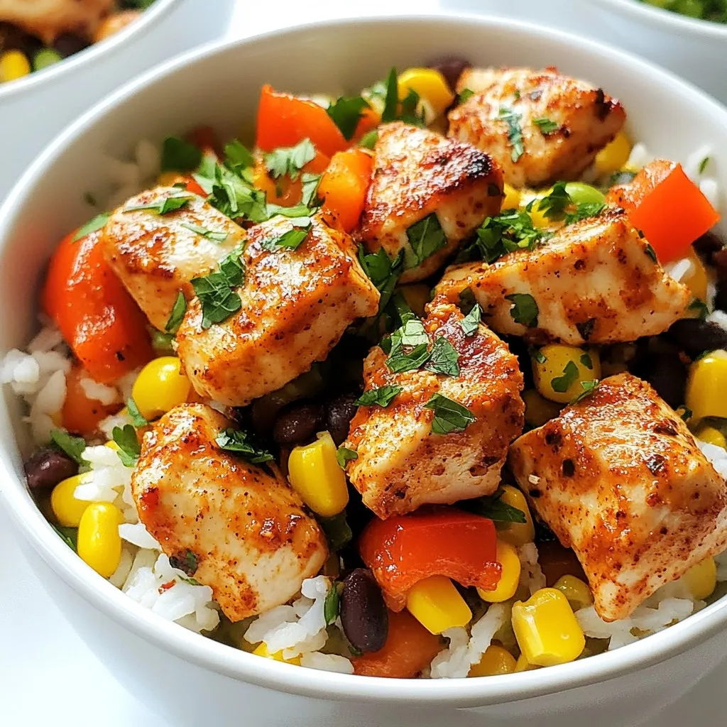 - 2 large chicken breasts, diced into bite-sized pieces - 1 cup long grain rice, rinsed - 2 cups chicken broth (low sodium recommended) - 1 red bell pepper, diced - 1 green bell pepper, diced - 1 medium onion, diced - 3 cloves garlic, minced - 2 teaspoons Cajun seasoning (adjust to taste) - 1 teaspoon smoked paprika - 1 teaspoon onion powder - Salt and pepper to taste - 2 tablespoons olive oil - 1 cup frozen corn (no need to thaw) - 1 cup black beans, rinsed and drained - Fresh parsley, chopped (for garnish) You can swap chicken for turkey or tofu. These options give similar taste and texture. If you want less salt, use low-sodium broth. For a spicy kick, add more Cajun seasoning or hot sauce. Frozen corn is easy to use, but fresh corn adds a sweet crunch. Black beans can be swapped for kidney beans or chickpeas if you prefer. Fresh herbs are great for flavor, but dried herbs can work too. Just use less, as dried herbs are more concentrated. - Calories: 450 - Protein: 35g - Carbohydrates: 55g - Dietary Fiber: 10g - Fat: 10g - Sodium: 600mg This meal packs protein and fiber. It keeps you full and satisfied. The colorful veggies add vitamins and minerals to your dish. Each serving is a balanced meal that's perfect for your meal prep needs. {{ingredient_image_2}} To start, you need to marinate the chicken. In a medium bowl, combine the diced chicken breast with olive oil, Cajun seasoning, smoked paprika, onion powder, salt, and pepper. Mix everything well, so each piece is coated. Cover the bowl and let the chicken sit in the fridge for at least 30 minutes. This step helps build great flavor in your dish. Next, heat a large skillet over medium heat. Once it's hot, add the marinated chicken in a single layer. Cook for about 5-7 minutes. Stir occasionally until the chicken turns golden brown and reaches an internal temperature of 165°F (75°C). Once done, remove the chicken from the skillet and set it aside on a plate. Now, use the same skillet for the vegetables. Add diced onion, red bell pepper, and green bell pepper. Sauté these for about 5 minutes, stirring now and then until they soften. After that, add the minced garlic and sauté for another minute until you smell its rich aroma. Next, add the rinsed rice into the skillet. Stir it well with the vegetables. Then, pour in the chicken broth. Turn the heat up to high and bring it all to a rolling boil. Once it boils, lower the heat to a simmer. Cover the skillet and let it cook for 15-20 minutes until the rice is tender and all the liquid is absorbed. When the rice is ready, take the skillet off the heat. Fluff the rice gently with a fork. Stir in the cooked chicken, frozen corn, and black beans. Put the skillet back on low heat for about 5 minutes. Stir occasionally to ensure everything heats through and blends well. Transfer the Cajun chicken and rice mixture into meal prep containers. Divide it evenly among the containers. To add a nice touch, sprinkle fresh chopped parsley on top. This not only adds flavor but also makes your meal look inviting. Meal prep saves time and makes cooking easy. Here are some tips: - Plan Ahead: Choose a day to prep your meals. - Use Quality Containers: Invest in sturdy containers. Glass works well for reheating. - Portion Control: Divide meals into single servings. This helps with portion sizes. - Label Everything: Write the date and contents on each container. Boost the taste of your dish with these simple tricks: - Marinate Chicken: Let the chicken sit in the marinade longer. This builds flavor. - Use Fresh Herbs: Add fresh parsley right before serving. It adds brightness. - Adjust Seasoning: Taste as you cook. Add more Cajun seasoning if needed. - Sauté Vegetables: Cook veggies until they are soft. This brings out their natural sweetness. Keep your meals fresh and safe to eat with these tips: - Cool Before Storing: Let the dish cool down before sealing containers. - Store in the Fridge: Keep meals in the fridge if you plan to eat them within 4 days. - Freeze Extra Portions: If not eating soon, freeze meals for later. - Reheat Fully: Ensure meals reach 165°F (75°C) when reheating. This ensures safety. Pro Tips Marination Matters: Allowing the chicken to marinate for at least 30 minutes helps to infuse the Cajun flavors deeply into the meat, enhancing the overall taste. Perfect Rice Texture: Rinsing the rice before cooking removes excess starch, preventing it from becoming gummy and ensuring each grain remains fluffy. Vegetable Variations: Feel free to mix in other vegetables like zucchini or spinach for added nutrition and color. Just adjust cooking times as needed. Meal Prep Storage: Use glass containers for meal prep to keep the dish fresh longer and make reheating easier. Avoid plastic containers to reduce chemical exposure. {{image_4}} You can easily make this dish vegetarian or vegan. Instead of chicken, use firm tofu or tempeh. Both options soak up flavors well. Marinate the tofu or tempeh the same way as the chicken. Cook it until golden brown. Add the same veggies and spices. This gives you a hearty meal full of flavor. If you prefer other proteins, consider shrimp or sausage. Shrimp cooks quickly and adds a nice taste to the dish. If using sausage, choose turkey or plant-based sausage for a lighter option. Slice the sausage and cook it before adding the veggies. Both options keep the dish exciting and tasty. While long grain rice is great, you can try other grains too. Quinoa is a healthy choice with a nutty flavor. Brown rice adds more fiber and a chewy texture. For a gluten-free option, use cauliflower rice. Simply sauté it for a few minutes before adding the other ingredients. Each grain adds its unique touch to your meal prep. When storing Cajun chicken and rice, use airtight containers. Glass containers are a great choice. They are durable and safe for reheating. If you prefer plastic, choose BPA-free options. Look for containers that are sectioned to keep the chicken separate from the rice. This helps keep each part fresh and tasty. Use smaller containers for single servings. This makes it easy to grab and go. To freeze Cajun chicken and rice, let it cool first. Place it in freezer-safe bags. Remove as much air as possible. This prevents freezer burn. Label the bags with the date and contents. You can freeze it for up to three months. When ready to eat, thaw it in the fridge overnight. Reheat it on the stove or in the microwave until it’s hot. Cajun chicken and rice can last in the fridge for 4 to 5 days. Store it in airtight containers to keep it fresh. Check for any off smells or changes in texture before eating. If it looks or smells bad, it’s best to throw it out. Proper storage helps you enjoy this meal safely. You can reheat Cajun chicken and rice in a few ways. The best method is to use the microwave. Place your meal in a microwave-safe bowl. Cover it with a damp paper towel to keep it moist. Heat for 1-2 minutes or until warm. Stir halfway through heating for even warmth. You can also reheat it on a stove. Just add a splash of chicken broth to the pan. Heat over low until warm, stirring often. This helps keep the rice from drying out. Yes, you can use brown rice. Brown rice adds more fiber and nutrients. However, it takes longer to cook. You will need to adjust the cooking time. Usually, brown rice needs about 40-45 minutes to cook. Make sure to use more broth for better flavor. Follow the package instructions for best results. You can add many other vegetables to this dish. Some great options include: - Zucchini, diced - Carrots, diced - Spinach, chopped - Mushrooms, sliced - Peas, frozen or fresh These veggies add color and nutrition. They also help you customize the dish to your taste. To add more heat, you have several options: - Increase the Cajun seasoning. - Add cayenne pepper or crushed red pepper flakes. - Mix in diced jalapeños or serrano peppers. Start with a small amount, then taste and adjust. This way, you control the spice level to your liking. Yes, Cajun chicken and rice is a healthy option for meal prep. It has lean protein from chicken and fiber from beans and veggies. You can control the amount of oil and seasoning. Using low-sodium chicken broth helps keep it heart-friendly. This meal is balanced and filling, making it great for busy days. This blog post has guided you through creating a tasty Cajun Chicken & Rice. We covered the key ingredients, step-by-step cooking instructions, and smart tips for meal prep. You’ve learned how to store leftovers and make variations to suit your taste. Remember, cooking is all about exploring flavors. Use these tips to enjoy meals that are both delicious and healthy. Embrace your creativity in the kitchen, and don’t hesitate to try new things. Happy cooking!