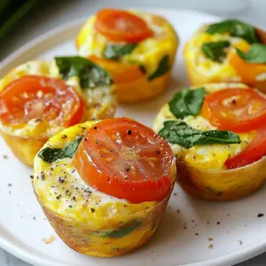 To make tasty veggie egg muffins, gather these key items: - 6 large eggs - 1 cup fresh spinach, chopped - 1/2 cup bell peppers, diced (use red and yellow) - 1/2 cup cherry tomatoes, halved - 1/4 cup red onion, finely chopped - 1/2 cup shredded cheese (sharp cheddar or feta) - 1/4 teaspoon salt - 1/4 teaspoon black pepper - 1/4 teaspoon garlic powder - 1/4 teaspoon smoked paprika - Cooking spray or olive oil for greasing You can make your veggie egg muffins even better with these fun extras: - Zucchini, grated - Mushrooms, chopped - Broccoli, finely chopped - Fresh herbs like basil or parsley - Hot sauce for a kick Feel free to mix and match these to fit your taste. Using fresh, high-quality ingredients makes a big difference. Choose vibrant veggies for better flavor and color. Fresh eggs will give you a fluffier texture. If using cheese, go for a good brand to enhance taste. Organic options can also add nutritional value. When you focus on quality, your muffins will shine! {{ingredient_image_2}} Start by preheating your oven to 375°F (190°C). This helps the muffins rise nicely. Next, take a standard muffin tin and generously grease it. You can use cooking spray or a drizzle of olive oil. This step is key to making sure the muffins come out easily after baking. In a large bowl, crack all 6 eggs. Whisk them well until the yolks and whites mix together. This makes the base fluffy. Now, add in the fresh spinach, diced bell peppers, cherry tomatoes, and chopped red onion. Don’t forget your choice of shredded cheese. It adds flavor! Sprinkle in salt, black pepper, garlic powder, and smoked paprika. Mix everything together well so the veggies are coated in egg. Carefully pour the egg and veggie mix into the muffin tin. Fill each cup about three-quarters full. This allows space for the muffins to puff up while baking. Place the muffin tin in your preheated oven. Bake for about 18-20 minutes. You’ll know they’re done when they rise, and a toothpick comes out clean. Once baked, take the tin out of the oven. Let it cool for a few minutes. To remove the muffins, gently run a butter knife around the edges. Enjoy them warm or cool them completely before storing in an airtight container. They last up to four days! To make fluffy veggie egg muffins, whisk the eggs well. This mixes the yolks and whites. It adds air and helps them rise. Use fresh veggies for the best flavor. Chop the spinach and bell peppers into small pieces. This ensures even cooking and nice bites. Fill each muffin cup about three-quarters full. This allows room for puffing as they bake. Bake them at 375°F (190°C) for 18-20 minutes. They should rise and have a clean toothpick when done. Prevent sticking by greasing the muffin tin well. Use cooking spray or a drizzle of olive oil. Make sure to cover all sides of the cups. After baking, let the muffins cool for a few minutes. Then, run a butter knife around the edges. This helps them release easily. If you find they still stick, try using silicone muffin cups. They help muffins pop out without fuss. Serve the veggie egg muffins warm for the best taste. They pair well with fresh fruit or a light salad. Try a side of avocado slices or a dollop of salsa. You can also serve them on a colorful platter. This makes your meal look bright and inviting. For a fun twist, add herbs like basil or cilantro on top. Enjoy these muffins as a healthy breakfast or snack! Pro Tips Mix It Up: Feel free to swap out the vegetables based on your preferences or what you have on hand. Broccoli, zucchini, or even mushrooms can add a delightful twist! Cheese Choices: Experiment with different cheeses to change the flavor profile of your muffins. Goat cheese, mozzarella, or pepper jack can all add unique tastes. Storage Secrets: To keep the muffins fresh, store them in an airtight container in the fridge. Reheat in the microwave for a quick breakfast on busy mornings. Perfect Portioning: Use a measuring cup or a ladle to pour the egg mixture into the muffin tin for even distribution and consistent baking. {{image_4}} You can change up the veggies in your muffins. Try adding zucchini, mushrooms, or broccoli. These options add flavor and nutrients. For a spicy kick, add jalapeños or diced green chilies. Remember to chop any veggies finely so they mix well with the eggs. Mixing colors makes the muffins fun and bright! Cheese adds creaminess and flavor to your muffins. You can use sharp cheddar, feta, or even mozzarella. If you want a stronger taste, try blue cheese or pepper jack. Each cheese changes the flavor, so feel free to experiment. For a lighter option, use low-fat cheese. You can make these muffins without eggs! Use 1/4 cup of chickpea flour mixed with 1/2 cup of water for each egg. This mix binds well and adds protein. You can also use silken tofu. Blend it smooth before mixing with your veggies. These alternatives keep your muffins tasty and healthy. After you make these tasty veggie egg muffins, let them cool first. Once cool, place them in an airtight container. This keeps them fresh for up to four days in the fridge. If you don’t have an airtight container, wrap them tightly in plastic wrap or foil. Make sure they are fully sealed to avoid drying out. To save these muffins for later, freezing is a great option! First, let them cool completely. Then, wrap each muffin in plastic wrap. Place them in a freezer-safe bag or container. Label the bag with the date. They can last for up to three months in the freezer. This way, you’ll have a healthy breakfast ready when you need it. When you’re ready to enjoy your veggie egg muffins again, reheating is simple. For the best results, use the oven or microwave. If you’re using the oven, preheat it to 350°F (175°C). Place the muffins on a baking sheet and heat for about 10-15 minutes. If you’re in a hurry, the microwave works too! Heat them for about 30-60 seconds. Just be careful not to overheat them, or they may get rubbery. Enjoy your delicious muffins fresh! Yes, you can make Veggie Egg Muffins ahead. They store well in the fridge for up to four days. Just cool them first and place them in an airtight container. You can also freeze them for longer storage. To thaw, simply leave them in the fridge overnight. You can use many vegetables in these muffins. I love fresh spinach, bell peppers, and cherry tomatoes. Other great options include zucchini, mushrooms, or broccoli. Feel free to mix and match to suit your taste. The more colorful your veggies, the better your muffins look! Check for doneness with a toothpick. Insert it into the center of a muffin. If it comes out clean, the muffins are ready. You can also look for a golden top and a firm texture. They will puff up nicely as they bake. Yes, you can use egg substitutes. Options like flaxseed meal or silken tofu work well. For every egg, use 1 tablespoon of flaxseed mixed with 2.5 tablespoons of water. Let it sit to thicken. This makes a good binder for your muffins. You learned about making veggie egg muffins today. We covered key ingredients, steps for baking, and tips for success. You can mix and match veggies to suit your taste. Proper storage and reheating keep them fresh longer. Remember, these muffins are easy to customize and perfect for busy mornings. With the right ingredients and methods, you can enjoy fluffy muffins that everyone loves. Try these ideas next time you cook!