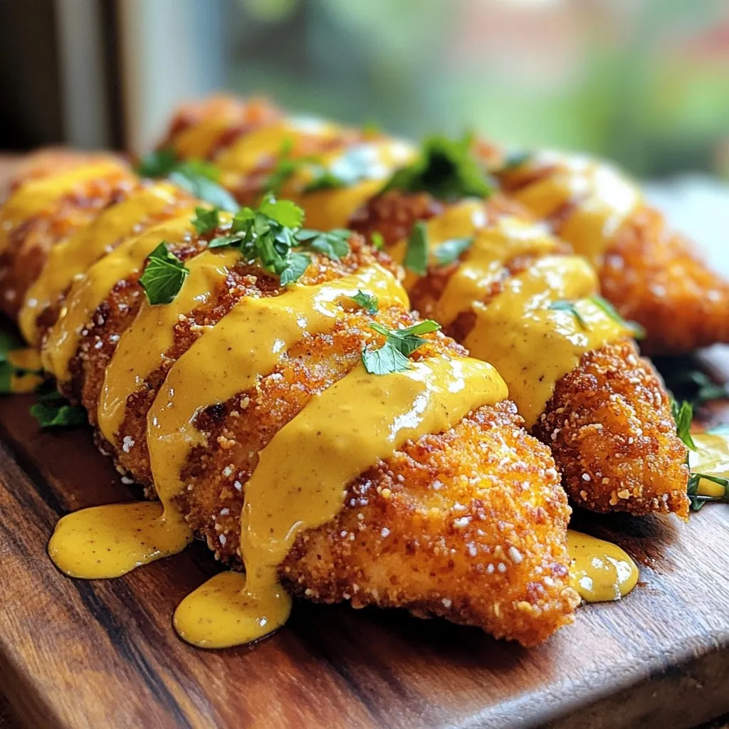 Pretzel Crusted Chicken with Mustard Cheddar Sauce Delight