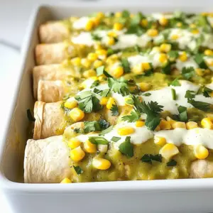 - 2 cups cooked chicken breast, shredded - 1 cup low-fat Greek yogurt - 1 cup shredded low-fat mozzarella cheese - 1 can (10 oz) green enchilada sauce - 1 cup diced green bell pepper - 1/2 cup corn kernels (fresh or frozen) - 1 teaspoon garlic powder - 1 teaspoon onion powder - 1/2 teaspoon ground cumin - 1/2 teaspoon chili powder - Salt and pepper to taste - 8 whole wheat tortillas - Fresh cilantro, chopped (for garnish) You can swap out ingredients to fit your needs. For a dairy-free option, use cashew cream instead of Greek yogurt and a dairy-free cheese. If you're looking for a lower-carb choice, try lettuce wraps instead of tortillas. You can also replace chicken with shredded jackfruit for a vegan twist. These enchiladas are a protein powerhouse. Each serving offers a great balance of protein, fiber, and healthy fats. You get about 25 grams of protein per serving, thanks to the chicken and Greek yogurt. Whole wheat tortillas add fiber, helping with digestion. Plus, veggies like bell peppers and corn boost vitamins and minerals. Enjoy a meal that is both tasty and nutritious! {{ingredient_image_2}} To start, preheat your oven to 350&deg;F (175&deg;C). This is the perfect heat for baking enchiladas. In a large bowl, mix together the chicken, Greek yogurt, half of the mozzarella cheese, green bell pepper, corn, garlic powder, onion powder, cumin, chili powder, and some salt and pepper. Make sure everything is well combined. You want each bite to have great flavor. Next, pour 1/2 cup of green enchilada sauce into your baking dish. This gives a nice base for the enchiladas. Now, take a whole wheat tortilla and place about 1/3 cup of your chicken mixture in the middle. Roll it tightly and place it seam-side down in the dish. Repeat until you use all the tortillas. Once they're all in, drizzle the remaining enchilada sauce on top. Finish by sprinkling the rest of the mozzarella cheese over them. Cover the dish with aluminum foil. This helps keep the cheese from burning. Bake for 20 minutes, then remove the foil. Bake for another 10 minutes until the cheese is bubbly and lightly golden. Once done, let the enchiladas cool for a few minutes. Before serving, add some fresh cilantro on top for a pop of color and flavor. Serve them in the dish with extra cilantro and lime wedges for a fresh touch. Enjoy your high-protein white chicken enchiladas! To get the best taste from your enchiladas, use fresh ingredients. Fresh bell peppers and corn add great flavor. Mix in spices like cumin and chili powder to boost taste. Remember, seasoning is key! Taste your filling before rolling it up. Adjust salt and pepper as needed. Baking at the right temperature makes a big difference. Preheat your oven to 350&deg;F (175&deg;C) before you start. This helps the cheese melt and the flavors blend well. Cover the dish with foil for the first part of baking. This keeps moisture in and prevents burning. Remove the foil later to brown the cheese perfectly. For a complete meal, pair your enchiladas with a simple side salad. A fresh salad adds crunch and balance. Lime wedges are a great touch too. They give a zesty kick that brightens the dish. You can also serve it with black beans or rice for more protein. Pro Tips Use Rotisserie Chicken: For even quicker preparation, consider using store-bought rotisserie chicken. It adds flavor and saves time on cooking and shredding the chicken. Customize Your Veggies: Feel free to mix in other vegetables like spinach, mushrooms, or zucchini for added nutrition and flavor. Just ensure they are chopped finely. Make Ahead: These enchiladas can be assembled ahead of time. Just cover them tightly and refrigerate for up to 24 hours before baking. Extra Creaminess: For an even creamier filling, mix in a little bit of cream cheese with the Greek yogurt. It will enhance the texture and taste! {{image_4}} You can easily make this dish vegetarian. Replace the chicken with cooked beans. Black beans work well. Use 2 cups of black beans in place of the chicken. Add diced zucchini and spinach for extra flavor and nutrients. You can also use a mix of bell peppers for a colorful filling. The Greek yogurt and cheese will still keep it creamy and delicious. To make this recipe gluten-free, swap out the whole wheat tortillas. Look for gluten-free tortillas made with corn or almond flour. They hold up well with the filling. Check the enchilada sauce too; some brands contain gluten. Make sure to choose a gluten-free option. This way, you can enjoy the same great taste without any gluten. If you love heat, add some spice! You can mix diced jalape&ntilde;os into the filling. Use spicy enchilada sauce for an extra kick. Another idea is to sprinkle crushed red pepper flakes on top before baking. You can also serve the enchiladas with a side of salsa or hot sauce. These options will bring warmth and excitement to your meal! To keep your enchiladas fresh, place them in an airtight container. Make sure the lid seals tightly. Store them in the fridge for up to three days. If you want to keep them longer, freezing is a great option. If you want to freeze the enchiladas, wrap them tightly in plastic wrap. Then place them in a freezer-safe bag or container. They can last for up to two months. Label the bag with the date so you know when to use them. To reheat, you can use the oven or the microwave. For the oven, preheat it to 350&deg;F (175&deg;C). Place the enchiladas in a baking dish and cover them with foil. Bake for about 20 minutes until heated through. If using a microwave, put a damp paper towel over the dish. Heat for 1-2 minutes, checking often. Enjoy your meal! Yes, you can use different cheeses. Cheddar or pepper jack work well. These cheeses add unique flavors to your enchiladas. Just make sure they melt nicely. Avoid very hard cheeses, as they may not melt well. To make this dish dairy-free, replace Greek yogurt with a dairy-free yogurt. Use plant-based cheese for the topping. Almond or cashew cheese can be great options. Check the labels to ensure they fit your dietary needs. These enchiladas pair well with a simple side salad. You can also serve them with guacamole or salsa for extra flavor. Lime wedges add a zesty touch too. For a heartier meal, consider adding black beans or quinoa on the side. This guide covered the main ingredients for high-protein white chicken enchiladas, ways to adjust for different diets, and a health overview. I detailed steps for preparing the filling, assembling, and baking the enchiladas. Tips included flavor improvement and cooking methods for the best results. I also shared variations like vegetarian, gluten-free, and spicy options. Finally, I provided storage tips and answers to common questions. Enjoy creating a meal that is tasty and fits your needs!