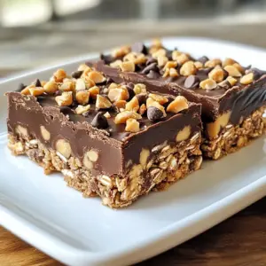 To make these tasty bars, you need a few simple items: - 2 cups rolled oats - 1 cup creamy peanut butter - 1 cup honey or maple syrup - 1/2 cup chocolate chips (dark or semi-sweet) - 1/4 cup unsweetened cocoa powder - 1/2 teaspoon vanilla extract - A pinch of salt These ingredients come together to create a rich, sweet, and chewy treat. The oats give the bars a hearty texture. The peanut butter adds creaminess, while honey or maple syrup provides sweetness. Cocoa powder brings that deep chocolate flavor. You can add fun toppings to make your bars even better. Here are some tasty options: - Crushed nuts - Coconut flakes - Additional chocolate chips If you want to swap ingredients, feel free! Try almond butter instead of peanut butter. You can use agave syrup in place of honey. These swaps keep the bars delicious and interesting. Each bar is packed with nutrients. Here is a rough estimate of what you'll get per serving: - Calories: 180 - Protein: 5g - Carbohydrates: 25g - Fat: 8g - Fiber: 3g These numbers make your snack both filling and fun. You get energy from the oats and protein from the peanut butter. Enjoy these bars as a quick pick-me-up or a sweet dessert! {{ingredient_image_2}} Start with a microwave-safe bowl. Add 1 cup of creamy peanut butter and 1 cup of honey (or maple syrup) to the bowl. Heat this mix in the microwave for 30 seconds to 1 minute. You want it soft and easy to stir. Once heated, stir it until smooth. This blend is the heart of your bars. Next, take a large mixing bowl and add 2 cups of rolled oats. Pour the warm peanut butter mix over the oats. Use a spatula or wooden spoon to mix. Stir until every oat gets coated well. This step is key to making sure your bars hold together. Now, gently fold in 1/2 cup of chocolate chips. Make sure they are spread evenly. Prepare an 8x8 inch pan by lining it with parchment paper. Let the paper hang over the edges a bit. This will help you remove the bars later. Transfer the oat mixture into the lined pan. Press it down firmly and evenly. Make sure it is tightly packed for the best texture. If you want, sprinkle on optional toppings like crushed nuts or coconut flakes. Press these down gently too. Finally, refrigerate the pan for at least 2 hours. This allows the bars to set properly. After that, lift the bars out using the parchment paper. Slice them into squares or rectangles for serving. To get the best texture, pack the mixture tightly. Use a spatula or your hands to press it down firmly in the pan. This helps the bars hold their shape once set. If the mixture feels too dry, add a bit more peanut butter or honey. If it feels too wet, add a few more oats. Keep these tips in mind for a perfect bite every time. Store your bars in the fridge for freshness. Place them in an airtight container. They will stay fresh for about one week. You can also freeze them for longer storage. Wrap each bar in plastic wrap and place them in a freezer bag. They can last up to three months in the freezer. Just thaw them in the fridge before enjoying. Get creative with your bars! Try adding crushed nuts for crunch. You can also mix in coconut flakes for a tropical twist. If you love chocolate, sprinkle more chocolate chips on top. For a fun flavor boost, add cinnamon or nutmeg to the mix. You can even use maple syrup instead of honey for a different taste. Pro Tips Use Natural Sweeteners: Maple syrup adds a unique flavor profile, but honey can provide a richer sweetness. Choose based on your preference! Adjust the Texture: For a chewier bar, use whole oats instead of instant oats. This will add a heartier texture to your bars. Customize Your Mix-Ins: Feel free to experiment with various toppings such as dried fruits or seeds for added nutrition and flavor. Storage Tips: Keep the bars in an airtight container in the refrigerator for up to a week for the best freshness. {{image_4}} You can easily make these bars vegan. Instead of honey, use maple syrup or agave nectar. Both work well and keep the sweetness. Look for natural sweeteners that are organic. This keeps your bars healthy while still being tasty. To make these bars gluten-free, just choose certified gluten-free oats. Many brands offer oats that do not contain gluten. This way, you can enjoy these bars without worry. They will taste just as good while fitting your diet. Want to boost nutrition? Try adding protein powder to the mix. A scoop or two of your favorite protein powder works great. You can also add spices like cinnamon or nutmeg for extra flavor. These small changes can make your bars even better! To keep your No Bake Chocolate Peanut Butter Oat Bars fresh, refrigerate them in an airtight container. If you want to store them longer, you can freeze them. Wrap each bar tightly in plastic wrap. Then, place them in a resealable freezer bag. This helps avoid freezer burn. When you want to eat one, just take it out and let it thaw in the fridge. These bars last about one week in the fridge. If you freeze them, they can last up to three months. Just make sure to label your containers. This way, you won&rsquo;t forget when you made them. Enjoying them fresh is best, but they still taste great even after some time. I recommend using glass or BPA-free plastic containers. These keep the bars fresh and prevent any odors from other foods. Choose a container that fits your bars snugly. This limits air exposure. If you cut the bars into smaller pieces, use parchment paper between layers. This way, they won't stick together. Yes, you can swap peanut butter for other nut butters. Almond butter or cashew butter work well. Just ensure the nut butter is creamy. This keeps the bars smooth and easy to mix. Each nut butter adds a unique flavor. Almond butter gives a nuttier taste, while cashew butter is milder. To reduce sweetness, cut back on the honey or maple syrup. You can also use unsweetened cocoa powder. Adding more oats helps balance the sweetness. Another option is to mix in a bit of nut butter without added sugar. Taste as you go to find the right balance for you. After chilling, lift the bars out using the parchment paper. Place the block on a cutting board. Use a sharp knife for clean cuts. Cut into squares or rectangles for serving. If the bars are too firm, let them sit at room temperature for a few minutes. This makes slicing easier. Serve these bars chilled with milk or yogurt for a tasty treat. This article detailed how to make No Bake Chocolate Peanut Butter Oat Bars. We explored ingredients, instructions, tips, and variations. These bars are easy to make and packed with flavor. Customization lets you match your dietary needs. Proper storage keeps them fresh for longer. Enjoy the fun of making these sweet snacks. They are great for sharing or quick energy boosts. By following the steps, you can create a tasty treat anytime.