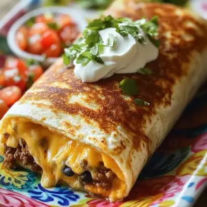- 4 large flour tortillas - 2 cups shredded cheddar cheese - 1 cup shredded mozzarella cheese - 1 cup cooked and seasoned ground beef or black beans - 1 medium tomato, diced - 1/2 cup sour cream - 1 tablespoon olive oil for grilling - 1 teaspoon garlic powder - 1 teaspoon onion powder - Salt and pepper to taste - 1/4 cup chopped fresh cilantro The key to this recipe lies in the ingredients. You start with four large flour tortillas. These provide the perfect wrap for all the tasty fillings. Next, you’ll want two cups of shredded cheddar cheese. This cheese melts beautifully and adds a rich flavor. You also need one cup of shredded mozzarella cheese. It brings a nice stretch when melted. For a heartier burrito, consider adding optional ingredients. One cup of seasoned ground beef or black beans makes it filling and flavorful. A diced medium tomato adds freshness and color. Don't forget half a cup of sour cream. It adds creaminess and balances the flavors. Seasonings are essential for the perfect taste. Use one tablespoon of olive oil for grilling. It helps get that crispy outer texture. Add one teaspoon of garlic powder and one teaspoon of onion powder for depth. Finally, finish with salt and pepper to taste. A sprinkle of fresh cilantro brightens the dish and adds a pop of color. With these ingredients, you are ready to make a delicious grilled cheese burrito. - Start by combining the shredded cheddar and mozzarella cheeses in a large bowl. - Add garlic powder, onion powder, and a pinch of salt and pepper. - Mix thoroughly until all ingredients are well incorporated. You want a smooth blend. - Lay each tortilla flat on a clean surface. - Spread about 1/4 of the cheese mixture in the center of each tortilla. - Add 1/4 cup of cooked ground beef or black beans on top of the cheese. - Sprinkle diced tomatoes and a generous tablespoon of sour cream over the fillings. - For a fresh touch, add chopped cilantro on top. - Fold in the sides of the tortilla carefully. - Roll it up tightly from the bottom to secure the filling. Tuck in the ends well. - Heat 1 tablespoon of olive oil in a large skillet over medium heat. - Once hot, place the burrito seam-side down in the skillet. - Cook for 3-4 minutes until the exterior is golden brown and crispy. - Gently flip the burrito with a spatula and cook the other side for another 3-4 minutes. - This helps ensure the cheese inside melts perfectly. - Once both sides are golden and crispy, remove the burrito from the skillet. - Let it rest for a minute, then cut it in half to show the gooey cheese and fillings. To get the best grilled cheese burrito, the skillet temperature matters. Heat your skillet to medium. This heat helps achieve a golden brown crust. If it’s too hot, the outside can burn before the cheese melts. To avoid soggy tortillas, use a dry skillet. Always ensure your fillings are not too wet. This keeps the tortilla crisp and delicious. Arrange burritos on a colorful platter. This makes them look tempting and fun. Plating them neatly adds to the eating experience. For dipping, I suggest sour cream and fresh salsa. These sauces enhance flavors and add creaminess. You can also try guacamole for a twist. Feel free to switch up the ingredients. You can use black beans instead of beef for a vegetarian option. This keeps it tasty and plant-based. Adjust the spice levels to fit your taste. If you like heat, add jalapeños or hot sauce. For milder flavors, stick to basic seasonings. {{image_4}} You can change the cheese mix to suit your taste. Try using pepper jack for a spicy kick. Gouda adds a rich, creamy layer to your burrito. You can also create a cheesy sauce. Melt some cheese with cream to drizzle inside. This adds a fun twist and extra gooeyness. Want to spice things up? Add jalapeños or hot sauce for heat. These ingredients bring a bold flavor that enhances the burrito. You can also mix in veggies like bell peppers or onions. They add crunch and freshness, making the burrito even better. Make it a breakfast burrito! Use scrambled eggs as a base for your filling. Adding breakfast meats like sausage or bacon makes it hearty. Adjust the spices to wake up your taste buds. This version is perfect for any morning or brunch. To store your grilled cheese burritos, let them cool first. This helps keep moisture down. Wrap each burrito tightly in plastic wrap or foil. Place them in an airtight container. This keeps them fresh and tasty. Grilled cheese burritos last about 3 to 4 days in the fridge. If you want to keep them longer, freezing is a great choice. When reheating burritos, I want them crispy, not soggy. The best way is to use a skillet. Heat it over medium heat. Place the burrito in the skillet for about 4 minutes on each side. This keeps the outside crunchy and the cheese gooey. If you're in a hurry, you can use the microwave. Place the burrito on a microwave-safe plate. Heat it for 30 seconds, then flip and heat for another 30 seconds. The outside won’t be as crispy, but the cheese will melt. To freeze burritos, wrap them tightly in plastic wrap first. Then, place them in a freezer-safe bag. Remove as much air as possible. This helps prevent freezer burn. When you want to eat a frozen burrito, take it out and let it thaw in the fridge overnight. You can also microwave it for a quick thaw. After thawing, reheat in a skillet to get that crispy texture back. Yes, you can! To make a gluten-free version of this burrito, use gluten-free tortillas. Look for brands that offer soft, pliable options. Many stores sell rice flour or corn tortillas that work well. Check the ingredients to ensure they fit your needs. Some good brands include Mission Gluten-Free and Udi’s Gluten-Free. To keep your burrito crispy, use enough oil. Heat the oil in your skillet before adding the burrito. Olive oil works great, but you can also use vegetable oil. Cook each side for about 3-4 minutes. Keep the heat at medium to avoid burning. If you want extra crispiness, let the burrito rest for a minute after cooking. This helps the crust firm up. Dipping sauces can elevate your burrito experience! Here are some popular choices: - Salsa: A classic pairing that adds a fresh kick. - Guacamole: Creamy and rich, it balances the cheese well. - Ranch: This adds a cool flavor that many enjoy. You can even mix and match these sauces for fun. Each dip adds a new taste to your meal! In this post, we explored the key ingredients for making cheesy burritos, including flour tortillas and two types of cheese. I shared a step-by-step guide to prepare, assemble, and cook burritos to perfection. Tips for grilling and customizing your dish added more depth. Remember, you can easily adjust the fillings for different tastes and preferences. Whether you keep it simple or get creative, these burritos are sure to please. Enjoy experimenting with variations, and let your culinary skills shine!