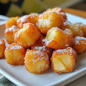 - 2 medium apples (Granny Smith or Honeycrisp) - 1 cup all-purpose flour - 1/2 cup granulated sugar (divided) - 1 teaspoon baking powder - 1/2 teaspoon ground cinnamon (plus extra for dusting) - 1/4 teaspoon ground nutmeg - 1/4 teaspoon fine salt - 1/2 cup milk - 1 large egg (lightly beaten) - 1 teaspoon pure vanilla extract - Vegetable oil (for frying) - Optional: powdered sugar for dusting Gathering these ingredients is simple. Start by picking two medium apples. I recommend using Granny Smith or Honeycrisp for their crispness and tartness. Next, measure one cup of all-purpose flour and set it aside. You will also need half a cup of granulated sugar. Remember to divide this sugar; you will use some for the apples. Next, grab your baking powder and spices. You’ll need one teaspoon of baking powder, half a teaspoon of ground cinnamon, a quarter teaspoon of ground nutmeg, and a quarter teaspoon of fine salt. These spices add warmth and depth to your fritters. For the wet ingredients, measure half a cup of milk, and beat one large egg lightly. Don't forget to add one teaspoon of pure vanilla extract for that lovely aroma. Lastly, you will need vegetable oil for frying. If you like, you can have powdered sugar ready for dusting. This will add a sweet touch at the end. Once you have everything, you’re ready to make these delightful apple fritter bites! {{ingredient_image_2}} - First, peel and finely dice the apples. Use 2 medium apples, like Granny Smith or Honeycrisp. - In a medium bowl, combine the diced apples with 1 tablespoon of sugar and a light sprinkle of cinnamon. Let this sit for about 10 minutes. This helps the apples release their juices. - While waiting, grab a large bowl. Whisk together 1 cup of flour, 1/2 cup of sugar, 1 teaspoon of baking powder, 1/2 teaspoon of cinnamon, 1/4 teaspoon of nutmeg, and 1/4 teaspoon of salt. Make sure it’s well mixed. - In another bowl, mix 1/2 cup of milk, 1 large beaten egg, and 1 teaspoon of vanilla extract until smooth. - Next, pour enough vegetable oil into a deep pan to reach about 2 inches deep. Heat the oil to 350°F (175°C). You can check if it’s ready by dropping a bit of batter in. If it sizzles, you’re good to go! - Carefully drop spoonfuls of the batter into the hot oil using a spoon or small cookie scoop. Don’t overcrowd the pan. - Fry the bites for about 2-3 minutes on each side. They should turn a nice golden brown and be cooked through. - Once fried, move the fritter bites to a plate lined with paper towels. This helps absorb any excess oil. - If you want an extra sweet treat, dust them with powdered sugar before serving. Enjoy your warm apple fritter bites! Choosing the right apples makes a big difference. I recommend using Granny Smith or Honeycrisp apples. These apples balance sweetness and tartness well. They also hold their shape during cooking. Avoid soft apples like Red Delicious. Next, let’s talk about the batter. You want it to be thick but not dry. Start by mixing the dry ingredients well. Then, add the wet ingredients slowly. Stir gently until just combined. A few lumps in the batter are okay. Overmixing can make the fritters tough. Frying at the right temperature is key. Heat your oil to 350°F (175°C). Use a deep skillet or saucepan for best results. If the oil is too cold, the fritters will absorb too much oil. If it’s too hot, they will burn outside but stay raw inside. Fry the fritters in small batches. This helps keep the oil temperature steady. Overcrowding the pan can lead to soggy fritters. Each batch should fry for about 2-3 minutes per side until golden brown. Use a slotted spoon to remove them, and let them drain on paper towels. Pro Tips Choose the Right Apples: For the best flavor and texture, opt for tart apples like Granny Smith or Honeycrisp. They provide a perfect balance of sweetness and acidity. Don’t Overmix the Batter: To achieve light and airy fritters, mix the batter just until combined. A few lumps are okay; overmixing can lead to dense fritters. Maintain Oil Temperature: Keeping the oil at a steady 350°F (175°C) is crucial for crispy fritters. If the temperature drops too low, the fritters will absorb excess oil and become greasy. Experiment with Spices: Feel free to add other spices like allspice or ginger for a unique flavor twist. A pinch of nutmeg can also enhance the warmth of the cinnamon. {{image_4}} You can change the flavor of your apple fritter bites in fun ways. Try adding spices like ginger or allspice. These spices add warmth and depth to the sweet apple flavor. You can also use different kinds of apples. While Granny Smith and Honeycrisp work great, consider using Fuji or Pink Lady apples. Each type of apple brings its own sweetness and tartness, giving you a unique twist on this treat. Toppings can make your fritter bites even better. Drizzle warm caramel or honey on top for a sweet finish. If you want something creamy, serve them with ice cream or whipped cream. The cold creaminess pairs well with the warm bites. You can even sprinkle some extra cinnamon on top for added flavor. These simple additions make your dessert special and more enjoyable. To keep your apple fritter bites fresh, store them in an airtight container. Line the container with paper towels to absorb moisture. Place the fritter bites in a single layer. If you have more, add another layer of paper towels and fritters. This helps them stay crisp. Store them in the fridge for up to three days. To reheat, preheat your oven to 350°F (175°C). Place the fritter bites on a baking sheet. Heat them for about 10 minutes. This keeps them warm and crispy. You can also use a toaster oven for this. Yes, you can freeze apple fritter bites! They freeze well and last up to two months. To freeze, let the fritter bites cool completely. Arrange them in a single layer on a baking sheet. Place the sheet in the freezer for about an hour. This prevents them from sticking together. Once frozen, transfer them to a freezer-safe bag or container. To thaw, place the frozen fritter bites in the fridge overnight. For a quick option, microwave them in short intervals. Heat in 15-second bursts until warm. Reheat in the oven for added crispiness. How do I know when my apple fritter bites are done? Your apple fritter bites are done when they turn a nice golden brown. This usually takes about 2-3 minutes on each side. You should also check that they feel firm and not soft in the center. If they float to the top and sizzle in the oil, that’s a good sign too! Can I bake these instead of frying? Yes, you can bake apple fritter bites. Preheat your oven to 375°F (190°C). Place the fritter bites on a lined baking sheet. Bake for about 15-20 minutes, flipping halfway through. They won’t be as crispy, but they will still taste great. What dipping sauces go well with apple fritters? Apple fritters pair well with many dips. Try caramel sauce for a sweet touch. Honey also adds a nice flavor. For something tangy, serve them with a yogurt-based dip. Chocolate sauce is another fun option! How long do homemade apple fritter bites last? Homemade apple fritter bites last for about 2-3 days at room temperature. Keep them in an airtight container to keep them fresh. If you want to keep them longer, freeze them. They can last for about a month in the freezer. Just reheat them when you’re ready to enjoy! In this post, we explored how to make tasty apple fritter bites. We discussed the key ingredients, simple steps for preparation, and cooking. I shared useful tips to perfect your fritters and suggested fun variations. Remember to store leftovers properly and consider freezing them for later. These bites can be a fun treat or dessert. Enjoy experimenting with flavors and toppings, making each batch unique. Happy cooking!