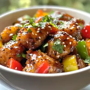 To make Sticky Black Pepper Chicken, you will need these key ingredients: - 500g boneless, skinless chicken thighs, cut into bite-sized pieces - 2 tablespoons soy sauce - 1 tablespoon oyster sauce - 1 tablespoon hoisin sauce - 1 tablespoon brown sugar - 2 teaspoons freshly cracked black pepper - 2 cloves garlic, finely minced - 1-inch piece of ginger, finely grated - 2 tablespoons vegetable oil - 1 red bell pepper, roughly chopped - 1 green bell pepper, roughly chopped - 1 small onion, thinly sliced These ingredients work together to create a rich and tasty dish. To make your dish look great, consider these garnishes: - Sesame seeds - Fresh cilantro These add color and flavor, making your meal pop! Pair your Sticky Black Pepper Chicken with these side dishes: - Steamed rice - Noodles These sides soak up the sauce and balance the meal. Enjoy the mix of flavors! {{ingredient_image_2}} First, grab a large mixing bowl. Add the chicken thighs to the bowl. Next, pour in the soy sauce, oyster sauce, and hoisin sauce. Sprinkle in the brown sugar and cracked black pepper. Then, add the minced garlic and grated ginger. Now, mix everything well. Use your hands or a spoon to coat the chicken evenly. Cover the bowl with plastic wrap. Let it sit for at least 20 minutes. This step makes the chicken flavorful. Heat the vegetable oil in a large skillet or wok. Use medium-high heat until the oil shimmers. Carefully add the marinated chicken to the pan. Make sure not to overcrowd it. Sear the chicken for about 3 to 4 minutes. Don&rsquo;t stir it; let it get a golden-brown color. This is key for great texture. Once the chicken is seared, stir-fry it for 5 to 7 minutes. Make sure the chicken is fully cooked. The internal temperature should reach 75&deg;C (165&deg;F). Now, add the chopped red and green bell peppers and sliced onion. Stir-fry the mix for another 3 to 4 minutes. This step keeps the veggies crunchy and colorful. If you like more heat, add extra cracked black pepper now. Toss everything well until it&rsquo;s heated through. To get the best flavor, use fresh ingredients. Fresh garlic and ginger make a big difference. I recommend marinating the chicken for at least 20 minutes. This step helps the chicken soak up all the tasty sauces. You can even marinate it overnight for deeper flavor. Just remember to keep it in the fridge. For a crispy texture, sear the chicken well. Heat the oil until it's shimmering. Place the chicken in a single layer, and don&rsquo;t stir too soon. Let it brown for 3-4 minutes. After that, stir-fry it to mix in the flavors. If you like softer chicken, cook it longer while stirring. Timing is key in this recipe. Marinate the chicken for a minimum of 20 minutes. If you have time, let it sit for up to 24 hours. When cooking, sear the chicken for 3-4 minutes, then stir-fry for 5-7 minutes. Always check the internal temperature. It should reach 75&deg;C (165&deg;F) to ensure safety. Pro Tips Marinate for Maximum Flavor: Allow the chicken to marinate for at least 20 minutes, or even overnight in the fridge, for deeper flavor absorption. Perfect Searing Technique: Ensure the skillet or wok is hot enough before adding the chicken. This helps achieve a crispy, golden-brown exterior. Customize Your Spice Level: Adjust the amount of black pepper or add red pepper flakes for a spicier kick to suit your taste. Serve Fresh: Serve the dish immediately after cooking to maintain the vibrant colors and textures of the vegetables. {{image_4}} If you want more spice, add extra black pepper. You can also try red pepper flakes. A splash of hot sauce can boost the heat. Just remember to taste as you go. This way, you can find the right level of spice for your palate. You can easily swap chicken for other meats. Pork or beef works well. Just cut them into small pieces like the chicken. For seafood lovers, shrimp is a tasty option too. Cook them until they turn pink and opaque. This keeps the dish just as yummy. For a vegetarian twist, use tofu. Press it to remove extra water, then cut it into cubes. You can also use tempeh or seitan for a hearty meal. Both soak up flavor well. Add your favorite veggies, like mushrooms or broccoli. This way, you keep the dish colorful and nutritious. To keep your sticky black pepper chicken fresh, store it in an airtight container. Let it cool to room temperature first. Place the container in the fridge for up to three days. This helps keep the chicken juicy and the flavors intact. If you want to freeze it, make sure the chicken is completely cool. Use a freezer-safe container or a heavy-duty freezer bag. Label it with the date. You can freeze it for up to three months. When ready to eat, just thaw it in the fridge overnight. For reheating, use a skillet over medium heat. Add a splash of water or broth to keep it moist. Stir occasionally until heated through. You can also use a microwave. Heat in short bursts, stirring often, to avoid drying it out. Enjoy your meal just as fresh as the first time! Sticky Black Pepper Chicken is a savory dish made with chicken thighs. The chicken marinates in a mix of soy sauce, oyster sauce, hoisin sauce, brown sugar, garlic, ginger, and black pepper. After marinating, you sear and stir-fry the chicken with colorful bell peppers and onions. The result is a sticky, flavorful dish that bursts with umami goodness. You serve it hot, topped with sesame seeds and fresh cilantro. Yes, you can prepare Sticky Black Pepper Chicken in advance. Marinate the chicken up to 24 hours ahead. This will deepen the flavors. Once cooked, you can store the chicken in an airtight container in the fridge for up to three days. Reheat it in a skillet for the best texture. The spice level of Sticky Black Pepper Chicken is mild to medium. It gets its heat from freshly cracked black pepper. If you enjoy a spicier kick, add more black pepper during cooking. You can also serve it with chili flakes on the side for those who like more heat. Sticky Black Pepper Chicken pairs well with many sides. Here are some tasty options: - Steamed rice - Noodles - Stir-fried vegetables - Simple salad - Crusty bread These sides balance the dish and complete your meal. Enjoy experimenting with your favorites! In this post, we explored Sticky Black Pepper Chicken, covering key ingredients, marination, and cooking steps. I shared tips for flavor and cooking methods that change texture. You learned variations for spice and proteins, plus how to store leftovers safely. Try these ideas and make this dish your own. Enjoy the cooking journey!