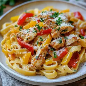 - 2 boneless, skinless chicken breasts, thinly sliced into strips - 8 ounces of fettuccine pasta - 1 tablespoon of olive oil - 1 medium onion, finely diced - 3 cloves of garlic, minced - 1 red bell pepper, julienned - 1 yellow bell pepper, julienned - 1 cup of heavy cream - 1 cup of chicken broth For this creamy Cajun chicken pasta, chicken and pasta are the stars. The chicken provides protein, while the fettuccine gives a nice, chewy base. I love using fresh vegetables like onion and bell peppers. They add color and crunch to the dish. - 2 teaspoons of Cajun seasoning - 1 teaspoon of smoked paprika - Salt and freshly ground black pepper to taste The seasonings are key to making this dish pop. Cajun seasoning brings a warm, spicy flavor. Smoked paprika adds depth and richness. I always taste as I go to get the right balance of salt and pepper. - Fresh parsley, chopped (for garnish) - Grated Parmesan cheese (for serving) Garnishing is where you can add that final touch. Fresh parsley adds a bright look and taste. Parmesan cheese gives a salty, creamy finish. Together, they make the dish look and taste gourmet. {{ingredient_image_2}} Start with a large pot. Fill it with water and add salt. Bring it to a rolling boil. Carefully add the fettuccine. Cook it according to the package instructions, usually about 8-10 minutes. You want it to be al dente. When the pasta is done, drain it. Save 1/2 cup of the cooking water for later. Set the pasta aside. Take your chicken breasts and slice them into thin strips. Season them with salt, black pepper, and Cajun seasoning. Heat olive oil in a large skillet over medium heat. Add the chicken strips to the skillet. Cook them for about 5-7 minutes. Look for a golden brown color. Ensure they are cooked through. Once done, remove the chicken and place it on a plate. In the same skillet, add the diced onion. Saut&eacute; it for about 2-3 minutes until it is soft and translucent. Next, add minced garlic, red bell pepper, and yellow bell pepper. Cook these for an additional 3-4 minutes. This helps the peppers soften and become vibrant. Stir occasionally to avoid burning. Pour chicken broth and heavy cream into the skillet with the vegetables. Stir in the remaining Cajun seasoning and smoked paprika. Bring the mixture to a gentle simmer. Let it cook for around 5 minutes. You want the sauce to thicken slightly. This melding of flavors adds depth to your dish. Once the sauce has thickened, return the cooked chicken to the skillet. Toss the chicken with the sauce to coat it evenly. Now, add the drained fettuccine and reserved pasta water. If you want a creamier sauce, add more water. Toss everything together until the pasta is well coated. Taste the dish and adjust seasonings as needed. Plate generous portions of your creamy Cajun chicken pasta. For a lovely finish, garnish each plate with chopped fresh parsley. Top it off with grated Parmesan cheese for added flavor. This makes your dish look and taste great! - Avoiding overcooked pasta: To keep your pasta from turning mushy, cook it until al dente. This means it should have a slight bite. Follow the box directions closely, but check a minute early. When you drain the pasta, remember to save some cooking water. It helps thicken the sauce later. - Ensuring chicken is perfectly cooked: For juicy chicken, cut it into thin strips. This helps it cook faster and evenly. Saut&eacute; it in a hot skillet for about 5-7 minutes. Look for golden brown color, and make sure it's no longer pink inside. - Additional spices for extra heat: If you want more kick, add cayenne pepper or extra Cajun seasoning. Start with a small amount and taste as you go. You can always add more, but you can't take it out! - Suggested add-ins like spinach or mushrooms: To boost nutrition and flavor, toss in fresh spinach or sliced mushrooms. They add great texture and taste. Add them when you saut&eacute; the vegetables so they soften nicely. - Plating techniques for a restaurant-style look: For a fancy touch, twirl the pasta into a nest on the plate. Use a fork or tongs for this. Make sure to spoon some sauce and chicken on top. It makes the dish inviting and appealing. - Serving suggestions and pairings: This pasta pairs well with a crisp salad or garlic bread. A light white wine can enhance the meal too. Garnish with chopped parsley and Parmesan cheese for a beautiful finish. Pro Tips Perfectly Cooked Pasta: Always cook your pasta al dente for the best texture. This prevents it from becoming mushy when mixed with the sauce. Spice it Up: Feel free to adjust the amount of Cajun seasoning to your taste. If you like it spicier, add more seasoning or include some red pepper flakes. Reserve Pasta Water: Don&rsquo;t forget to save some pasta water! It&rsquo;s starchy and helps bind the sauce to the pasta for a creamier consistency. Fresh Herbs for Garnish: Always use fresh parsley or other herbs as a garnish. This not only adds color but enhances the flavor profile of the dish. {{image_4}} You can switch the chicken with shrimp or sausage. Shrimp cooks fast and adds a nice flavor. Just saut&eacute; it until pink. If you prefer sausage, use smoked or andouille for a kick. Slice it and cook it until browned. For a vegetarian twist, try plant-based proteins. Tofu or tempeh works well here. Cube them and saut&eacute; until golden. You can also use chickpeas for extra protein and texture. Fettuccine is great, but feel free to use other pasta types. Penne or rigatoni holds the sauce well. Whole wheat or egg pasta can add more flavor too. If you need gluten-free options, use rice or corn pasta. These alternatives still taste good and hold the creamy sauce nicely. To spice things up, add more Cajun seasoning or some red pepper flakes. This adds heat without changing the dish too much. You can also mix in some hot sauce for an extra kick. For dairy-free options, swap heavy cream with coconut milk or cashew cream. These choices keep the dish creamy while making it vegan-friendly. Just ensure to balance the flavors well. To keep your creamy Cajun chicken pasta fresh, use airtight containers. Glass or plastic containers work well. Store leftovers in the fridge for up to three days. If you want to save it longer, freezing is a great option. When reheating creamy pasta, the best method is the stovetop. Place it in a skillet over low heat. Add a splash of chicken broth or water to help the sauce stay creamy. Stir often to prevent burning. Avoid microwaving, as it can separate the sauce and make it grainy. To freeze creamy Cajun chicken pasta, let it cool completely first. Then, place it in freezer-safe bags or containers. Squeeze out any excess air to prevent freezer burn. It lasts up to three months in the freezer. When ready to eat, thaw it overnight in the fridge. Reheat on the stovetop, adding a little broth for creaminess. You can use half-and-half or whole milk mixed with butter. This mix gives a similar richness. For a lighter option, try using Greek yogurt. Just whisk it well before adding. If you prefer dairy-free, coconut cream works great too. It adds a nice flavor that pairs well with Cajun spices. To kick up the heat, add more Cajun seasoning. You can also toss in some red pepper flakes. If you want a fresh kick, try adding chopped jalape&ntilde;os. For a smoky flavor, consider using chipotle powder. Adjust to your taste, but start small to avoid overpowering the dish. Yes, you can prepare the sauce and cook the chicken ahead. Store them separately in the fridge. When ready to serve, just reheat and toss with the pasta. The pasta can also be cooked ahead, but it&rsquo;s best to mix everything right before serving to keep the pasta from getting mushy. Most Cajun seasonings are gluten-free, but it&rsquo;s always good to check the label. Some brands may add fillers that contain gluten. If you want, you can make your own mix with spices like paprika, cayenne, and garlic powder. This way, you control all the ingredients. A fresh green salad is a great match. The crunch adds balance to the creamy pasta. Garlic bread or cheesy breadsticks also work well. You could serve roasted vegetables for a healthy option. Think about saut&eacute;ed asparagus or green beans to brighten the meal. This blog post covered the essential components of creamy Cajun chicken pasta. We explored main ingredients, seasonings, and garnishes. I shared step-by-step instructions and valuable tips for cooking and presentation. You learned about variations and how to store leftovers. In conclusion, this dish is simple, tasty, and adaptable. Use these tips to create your own version. Enjoy making this dish for family and friends!