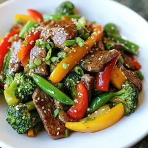 - 1 pound beef sirloin, thinly sliced against the grain - 1 cup bell peppers (a mix of red and green), sliced into strips - 1 cup fresh broccoli florets, cut into bite-sized pieces - 1 cup snap peas, ends trimmed The main ingredients set the stage for a great stir fry. Beef sirloin gives a nice flavor and texture. Fresh vegetables add color and crunch. I love using a mix of bell peppers, broccoli, and snap peas for variety. They not only taste great but also look beautiful in the dish. - 2 tablespoons soy sauce - 1 tablespoon sesame oil - 3 cloves garlic, finely minced - 1 tablespoon fresh ginger, finely grated The marinade is vital for flavor. Soy sauce brings saltiness and umami. Sesame oil adds a nutty hint. Garlic and ginger give that warm, spicy taste. Marinating the beef for 10 minutes helps these flavors soak in. - 2 green onions, finely chopped (for garnish) - Sesame seeds, lightly toasted (optional, for garnish) Garnishes elevate the dish. Green onions add a fresh bite, while sesame seeds bring a nice crunch. You can skip them, but they make your stir fry look fancy. Plus, they enhance the flavors. {{ingredient_image_2}} First, let's marinate the beef sirloin. In a medium bowl, mix the sliced beef with soy sauce, sesame oil, garlic, and ginger. Make sure to coat the beef well. Let it sit for about 10 minutes. This step enhances the flavor of the beef. For slicing, always cut against the grain. This means slicing the beef in the opposite direction of the muscle fibers. It helps create tender pieces that cook evenly. Aim for thin slices, about 1/4 inch thick, for quick cooking. Next, we prepare the vegetables. Start by slicing the bell peppers into strips. Cut them evenly to ensure they cook at the same rate. For the broccoli, break it into small florets. This size helps it cook quickly and keeps it vibrant. When you trim the snap peas, make sure to remove both ends. This small step helps keep the peas tender. To preserve color and nutrition, avoid overcooking the veggies. Cook them just until they are bright and slightly tender. Now, heat a large skillet or wok over medium-high heat. Add about a tablespoon of vegetable oil, like canola or peanut oil. Wait until the oil shimmers before adding the beef. This ensures a good sear. Add the marinated beef in a single layer. Allow it to cook without stirring for 2-3 minutes. This helps develop a nice brown crust. After that, stir occasionally until it's cooked through. This step adds great flavor to the beef. With the beef cooked, it's time for the vegetables. Remove the beef from the skillet and set it aside. In the same pan, add the sliced bell peppers, broccoli, and snap peas. Stir-fry the vegetables for about 3-4 minutes. Keep them moving to cook evenly. They should be bright in color and still crisp. This timing is key for a great texture. Finally, add the cooked beef back to the skillet. Mix everything well and stir-fry for another 2 minutes. This allows the flavors to meld together. Add salt and pepper to taste, and your stir-fry is ready to serve. - For the best stir-fry, keep your ingredients ready. Cut beef and veggies before cooking. - Use high heat. This helps cook food fast and keeps it crisp. - To prevent sticking, use a non-stick skillet or wok. Heat oil until hot before adding food. - Add a pinch of red pepper flakes for heat. It can boost your dish's flavor. - Use fresh herbs like basil or cilantro to add brightness. This makes the dish pop. - Balance flavors with salt and freshly ground pepper. Taste as you go to get it just right. - Serve the stir-fry in a large bowl or plate. This makes it look inviting. - Use bright garnishes like green onions and sesame seeds for color. They add a nice touch. - For a complete meal, serve over steamed rice or noodles. This creates a satisfying dish. Pro Tips Marinate for Flavor: Allow the beef to marinate for at least 10 minutes to enhance its flavor. If time permits, marinating for an hour or more will yield even better results. High Heat is Key: Ensure your skillet or wok is very hot before adding the beef. This helps achieve a nice sear and keeps the meat tender. Prep Veggies Ahead: To streamline the cooking process, chop all your vegetables before you start cooking. This will help you maintain a quick cooking pace. Customize Your Veggies: Feel free to swap in your favorite vegetables or whatever you have on hand. Carrots, zucchini, or mushrooms can add great flavor and texture! {{image_4}} You can easily swap beef for chicken or tofu. Both options taste great in this dish. If you use chicken, cut it into thin strips like the beef. For tofu, use firm or extra-firm tofu for the best texture. Cooking times will change slightly. Chicken needs about 5-7 minutes to cook through. Tofu should be cooked until it&rsquo;s golden, about 4-6 minutes. Always ensure the protein is cooked to a safe temperature. Feel free to change up the veggies based on what you have. Seasonal vegetables like zucchini or asparagus can add freshness. Frozen vegetables work too. They are convenient and often just as nutritious. Adding different veggies gives you new flavors and textures. This keeps every stir fry exciting and nutritious. Aim for a mix of colors for a beautiful dish. You can change the sauce to give your stir fry a new twist. Teriyaki sauce adds a sweet flavor, while oyster sauce gives a savory depth. Both are great choices. If you like heat, add chili paste or red pepper flakes. This will spice things up nicely. Adjust the amount based on your taste. The sauce is key to making this dish flavorful and fun! To store leftovers, let the stir fry cool to room temperature. Place it in an airtight container. This keeps it fresh and safe. I recommend using glass or plastic containers with tight lids. They help keep out air and moisture. For meal prep, you can freeze the stir fry. Divide it into portions and use freezer-safe bags or containers. Squeeze out as much air as you can before sealing. To thaw, move the stir fry to the fridge overnight. You can also microwave it on low power for quick thawing. Reheat it in a skillet on low heat until it&rsquo;s warm. In the fridge, the stir fry lasts about 3 to 4 days. Check for signs of spoilage. If it smells off or has a slimy texture, throw it away. Always trust your senses to keep your meals safe. The beef needs about 10 minutes to marinate. This time helps the beef soak up all the flavors from the soy sauce, sesame oil, garlic, and ginger. Marinating adds depth to the beef's taste and makes it tender. You can leave it longer if you want even more flavor, but 10 minutes works well for a quick meal. Yes, you can make this stir-fry vegetarian! Simply replace the beef with tofu or seitan. Both options work great. You can also add more veggies like carrots or mushrooms to boost the dish. Use soy sauce or a vegetarian stir-fry sauce to keep the flavors rich. Serve this stir-fry with steamed rice or noodles for a complete meal. You could also pair it with a simple salad for some extra crunch. If you want to add more flavor, try a side of garlic bread or spring rolls. To keep your stir-fry from getting soggy, make sure not to overcrowd the pan. Cook in batches if needed. Use high heat and cook quickly to keep the veggies crisp. Stir-frying them for just a few minutes helps maintain their vibrant color and texture. In this blog post, we explored how to make a delicious beef veggie stir-fry. We covered the main ingredients, from beef sirloin to fresh vegetables. Marinating the beef enhances flavor, while fast cooking keeps veggies crisp. Use our tips to improve your stir-frying skills and experiment with variations. Store leftovers properly to enjoy them later. Remember, stir-frying is a fun and quick way to prepare meals. With these steps, you can create a tasty dish that&rsquo;s perfect for any night!
