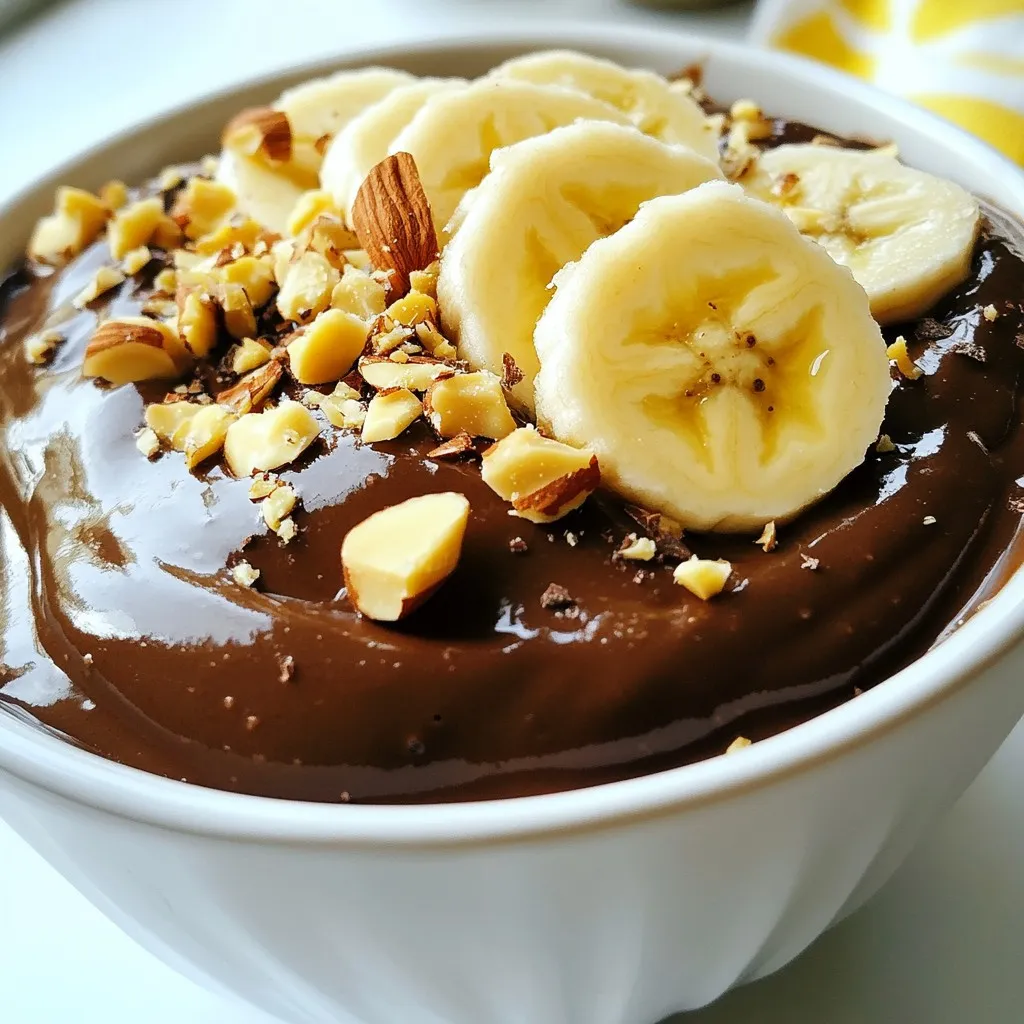To make high protein chocolate pudding, you will need: - 1 cup unsweetened almond milk (or any milk of your choice) - 1/4 cup unsweetened cocoa powder - 1/4 cup protein powder (chocolate or vanilla) - 1/4 cup maple syrup (or honey) - 2 tablespoons chia seeds - 1 teaspoon vanilla extract - A pinch of sea salt - Optional toppings: sliced bananas, crushed nuts, or coconut flakes You can easily swap ingredients for your needs: - Almond milk can be replaced with soy milk, oat milk, or regular milk. - If you don’t have cocoa powder, try carob powder for a different flavor. - Any protein powder works, or you can skip it for a lighter pudding. - Maple syrup can be replaced with honey, agave nectar, or stevia. - Instead of chia seeds, use flax seeds for a similar texture. - You can omit vanilla extract if you want a simpler flavor. Here’s why these ingredients are great for you: - Almond milk is low in calories and rich in vitamin E. - Cocoa powder is full of antioxidants and can boost mood. - Protein powder provides essential amino acids for muscle repair. - Maple syrup offers trace minerals and is a natural sweetener. - Chia seeds are high in fiber and omega-3 fatty acids, great for digestion. - Vanilla extract may help reduce inflammation and add flavor. - Sea salt enhances flavor and provides essential minerals. - Toppings like bananas or nuts add vitamins, fiber, and healthy fats. This pudding is not only tasty but also packed with nutrients. Enjoy making it! {{ingredient_image_2}} Start by pouring 1 cup of unsweetened almond milk into a medium bowl. Next, add 1/4 cup of unsweetened cocoa powder. Then, include 1/4 cup of your choice of protein powder, either chocolate or vanilla. Mix in 1/4 cup of maple syrup or honey for sweetness. Add 2 tablespoons of chia seeds, 1 teaspoon of vanilla extract, and a pinch of sea salt. This mix of ingredients creates a rich flavor. To achieve a smooth pudding, whisk all the ingredients together vigorously. This helps combine everything well. Then, transfer the mixture into a blender. Pulse it for about 15 seconds. This step is crucial because it breaks down the chia seeds. Blending gives the pudding a creamier texture. After blending, pour the pudding into individual containers or a large bowl. Cover each container with a lid or plastic wrap. Place them in the fridge for at least 2 hours, or overnight if you can wait. Chilling allows the chia seeds to absorb liquid, making the pudding creamier. When ready, stir well before serving to ensure a smooth consistency. To make your high protein chocolate pudding creamy, start with the right milk. I prefer unsweetened almond milk, but you can use any milk you like. Mix the cocoa powder and protein powder well with the milk. This step helps avoid clumps. For extra creaminess, blend the mixture for about 15 seconds. This will break down the chia seeds and create a smooth texture. Remember, the longer you chill it, the creamier it gets! I love a touch of sweetness in my pudding. The maple syrup adds a rich flavor, but you can adjust it. Taste the pudding after blending. If it needs more sweetness, add a bit more syrup or honey. You can also try using stevia or agave for a different flavor. Everyone has their own taste, so make it just right for you! Serving is just as fun as making the pudding. For a lovely display, use clear glass cups. Layer the pudding with toppings like sliced bananas or crushed nuts. This not only looks great but adds different textures, too. You can sprinkle coconut flakes on top for a tropical touch. Your pudding will be a feast for the eyes and the taste buds! Pro Tips Adjust Sweetness: Feel free to modify the amount of maple syrup or honey to suit your taste preference. Start with less and add more if needed after blending. Blend for Smoothness: Blending the mixture after whisking ensures a silky texture. It's worth the extra step to avoid any clumps! Maximize Chilling Time: For the best results, allow the pudding to chill overnight. This enhances the flavor and texture significantly as the chia seeds expand. Experiment with Toppings: Don't hesitate to mix and match toppings! Different fruits, nuts, or even a dollop of nut butter can elevate your pudding experience. {{image_4}} You can easily change the flavor of your high protein chocolate pudding. For a minty twist, add a few drops of peppermint extract. This gives a fresh taste. You can also mix in coffee for a rich flavor. Simply add one tablespoon of instant coffee granules. This will wake up your taste buds! Try adding spices like cinnamon or nutmeg for a warm flavor. The options are endless, and you can find what you love best. The protein powder you choose can change the taste and texture of your pudding. Chocolate protein powder adds a rich flavor. Vanilla protein powder keeps it sweet and light. If you want to avoid whey, try plant-based options. Pea protein or hemp protein are great choices. They add nutrition without dairy. You can even skip the protein powder if you prefer. Just add more cocoa powder for a deep chocolate flavor. Toppings can really make your pudding shine! Sliced bananas add sweetness and creaminess. Crushed nuts give a nice crunch. You can also sprinkle coconut flakes for a tropical twist. For more fun, add berries like raspberries or strawberries. They bring a tart flavor that balances the sweetness. You can also mix in a dollop of nut butter for a creamy texture. These toppings help you customize your pudding to fit your mood! Store your high protein chocolate pudding in airtight containers. This keeps it fresh and tasty. If you use plastic wrap, press it directly onto the surface of the pudding. This helps prevent a skin from forming. Place the containers in the refrigerator right after chilling. The pudding stays fresh in the fridge for up to 5 days. If you want to keep it longer, freezing is an option. To freeze, pour the pudding into freezer-safe containers. Leave some space at the top for expansion. It can last up to 2 months in the freezer. When ready to eat, thaw it overnight in the fridge. Stir well before serving. If you have leftover pudding, think of fun ways to use it! You can add it to smoothies for extra creaminess and protein. It works well as a topping on pancakes or waffles. You can even fold it into yogurt for a rich snack. Be creative with your leftovers! High protein chocolate pudding is a rich and creamy dessert packed with protein. It combines almond milk, cocoa powder, protein powder, and chia seeds. This pudding is perfect for a healthy treat or snack. It tastes great while boosting your protein intake. To make this pudding dairy-free, use unsweetened almond milk or any other plant-based milk. Almond milk works well, but oat milk or coconut milk can also be tasty. Just replace regular milk with your chosen dairy-free option. This keeps the pudding creamy without using dairy. Yes, you can use other sweeteners instead of maple syrup. Honey is a great alternative if you prefer a different taste. You can also try agave syrup or stevia for a low-calorie option. Adjust the amount based on your sweet preference. This pudding contains about 10-15 grams of protein per serving. The protein comes mainly from the protein powder and chia seeds. Using a high-quality protein powder can boost the protein even more. Enjoying this pudding helps meet your daily protein needs. You now have all the tools to make high-protein chocolate pudding. We explored key ingredients, helpful tips, and delicious variations. You learned how to prepare, blend, and chill for the best results. Plus, we shared easy ways to store leftovers and answered your top questions. Enjoy crafting this tasty treat that suits your needs. Remember, small changes can bring big flavor and health benefits. Get creative, and have fun with each bowl!