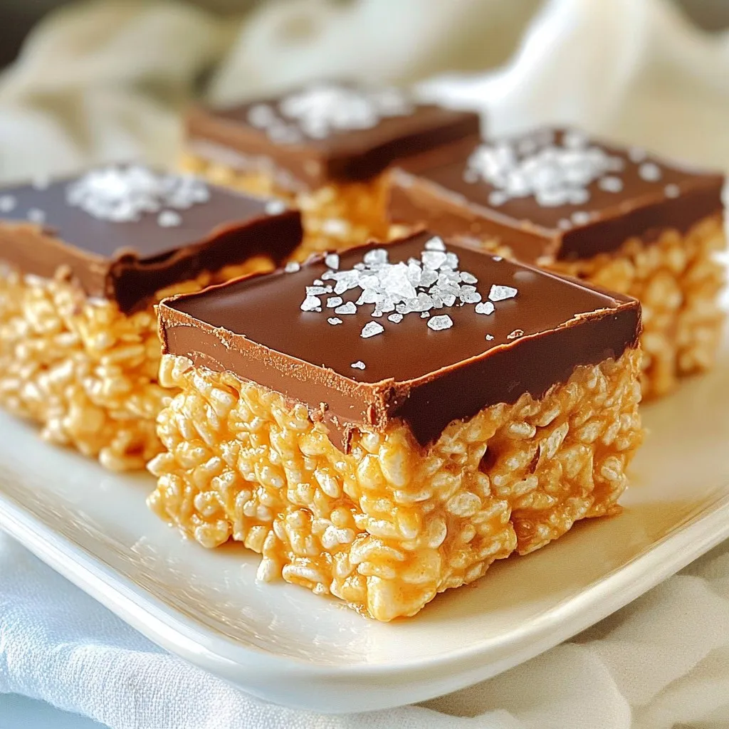 - 1 cup granulated sugar - 1 cup light corn syrup - 1 cup smooth or chunky peanut butter - 6 cups Rice Krispies cereal - 1 cup semisweet chocolate chips - 1 cup butterscotch chips - 1 teaspoon pure vanilla extract - A pinch of flaky sea salt To make the best Scotcheroos, you need key ingredients. The granulated sugar and light corn syrup create a sweet and sticky base. Peanut butter adds rich flavor and creaminess. Rice Krispies provide that delightful crunch. The chocolate and butterscotch chips are the stars on top, giving extra sweetness. Vanilla extract lifts the flavors, and flaky sea salt adds a nice finish. Each ingredient plays a vital role in making this treat special. - Additional toppings (chopped peanuts, extra chocolate drizzle) - Flavor variations (adding different types of nuts or cereals) If you want to jazz up your Scotcheroos, consider optional toppings. Chopped peanuts add a crunchy bite. An extra drizzle of chocolate makes them look fancy. You can also try different flavors. Swap in your favorite nuts or cereals for a twist. These small changes can make your Scotcheroos unique. Explore and have fun with this recipe! {{ingredient_image_2}} 1. Heating sugar and corn syrup mixture In a large pot over medium heat, mix 1 cup of granulated sugar with 1 cup of light corn syrup. Stir constantly. Watch for the mixture to boil. This keeps it from sticking to the pot. 2. Incorporating peanut butter When it reaches a rolling boil, take it off the heat. Add in 1 cup of peanut butter. Mix until it is fully melted and smooth. 3. Mixing in Rice Krispies Gently fold in 6 cups of Rice Krispies. Make sure each piece gets coated. Be careful not to crush the cereal as you mix. 1. Preparing the baking dish Grab a 9x13 inch baking dish. Line it with parchment paper, leaving some hanging over the edges. This helps when lifting out the Scotcheroos. 2. Pressing the mixture into the dish Pour the Rice Krispies mixture into the dish. Press it down evenly. Use the back of a spatula or your hands for a smooth surface. 3. Melting the chocolate and butterscotch topping In a microwave-safe bowl, combine 1 cup of semisweet chocolate chips and 1 cup of butterscotch chips. Add a pinch of flaky sea salt. Microwave in 30-second bursts, stirring until smooth. 1. Cooling the Scotcheroos Pour the melted topping over the pressed mixture. Spread it out evenly. Let them cool at room temperature for about 1 hour. You want the topping to be set and firm. 2. Cutting and serving Once cooled, carefully lift the Scotcheroos out using the parchment paper. Use a sharp knife to cut them into squares or bars, sized as you like. Enjoy your sweet treat! To get that perfect Scotcheroo texture, start by mixing the Rice Krispies gently. Ensure each piece gets a good coating of the peanut butter mix. If you crush the cereal, your bars won’t have the right crunch. Use a spatula or your hands to fold the cereal in, taking care to keep it whole. This helps create a delightful bite. When it comes to melting chocolate and butterscotch, patience is key. Heat them in a microwave-safe bowl in 30-second bursts. Stir between each interval until the mixture is smooth and glossy. This method prevents burning and ensures an even melt. For a shiny finish, add a pinch of flaky sea salt to the melted topping. It not only adds flavor but also enhances the look. To keep your Scotcheroos fresh, store them in an airtight container at room temperature. They stay tasty for about a week. For serving, arrange the bars on a decorative platter. You can drizzle extra melted chocolate and butterscotch on top for a fancy touch. Sprinkle some chopped peanuts or a light dusting of sea salt to make them even more appealing. Pro Tips Use Fresh Ingredients: Ensure your peanut butter and chocolate chips are fresh for the best flavor and texture. Perfectly Measure Rice Krispies: For the best results, use a measuring cup to accurately measure your Rice Krispies, ensuring even distribution. Cooling Time Matters: Allow the Scotcheroos to cool completely at room temperature to ensure the chocolate topping sets properly. Customize Your Topping: Feel free to mix in some chopped nuts or sprinkles into the chocolate layer for added crunch and color. {{image_4}} You can add fun twists to your Scotcheroos. One popular option is the chocolate-peanut butter version. Simply mix cocoa powder into the peanut butter before heating. This adds a rich chocolate flavor to the bars. Another idea is to use different types of nut butters. Almond butter or cashew butter can change the taste. You still get that delightful crunch with Rice Krispies. For those with dietary needs, there are great options. You can use gluten-free cereal to make your Scotcheroos safe for everyone. Brands like Gluten-Free Rice Krispies work well. If you're vegan, substitute the butter and chocolate with plant-based options. Use vegan chocolate chips and maple syrup instead of corn syrup. These swaps keep the bars tasty while accommodating dietary choices. Make your Scotcheroos festive with seasonal toppings. For Halloween, add orange and black sprinkles. For Christmas, drizzle red and green chocolate over the top. Think of themed presentation ideas for events too. Use fun molds to shape them for parties. You can even cut them into holiday shapes with cookie cutters. These small changes make your treats stand out! To keep your Scotcheroos fresh, store them in an airtight container. This method keeps them moist and tasty. Place a piece of parchment paper between layers to avoid sticking. For short-term storage, keep them at room temperature. They will stay good for up to one week this way. If you want to store them for a longer time, try the fridge. Just remember to wrap them well to prevent drying out. For long-term storage, freeze your Scotcheroos. Cut them into squares before freezing. Lay the squares on a tray, freeze for an hour, then place them in a freezer bag. They can last up to three months in the freezer. At room temperature, Scotcheroos last about a week. Store them in a cool, dry place for the best results. Check for any signs of moisture or hardening. If you freeze your Scotcheroos, they will keep well for up to three months. To thaw, simply move them to the fridge overnight. This method helps retain their texture and taste. Enjoy your sweet treats anytime! Scotcheroos are no-bake treats made with Rice Krispies, peanut butter, and chocolate. They are loved for their chewy texture and sweet flavor. This dessert is popular at parties and gatherings. The mix of peanut butter and butterscotch is the star of the show. Kids and adults both enjoy these tasty bars. Yes, you can make Scotcheroos ahead of time! They keep well for several days. To prepare them in advance, follow these tips: - Store the bars in an airtight container to keep them fresh. - You can make them up to a week ahead of time. - If you want to freeze them, cut into squares and wrap tightly in plastic wrap. If your Scotcheroos don't turn out right, here are some solutions: - Broken bars: If they crumble, they may need more binding. Try adding a bit more peanut butter next time. - Uneven topping: To fix this, spread the melted chocolate and butterscotch evenly with a spatula. If it sets unevenly, gently reheat it and smooth it out. With these tips, your Scotcheroos will be a hit every time! Scotcheroos are fun and easy to make. We covered their key ingredients, like peanut butter and chocolate chips. You learned how to prepare, assemble, and store them. With tips for perfect texture and topping, you’re set for success. Try the tasty variations to keep things exciting. Remember, these treats are best when shared and enjoyed fresh. Now, get creative and make your own batch of Scotcheroos. You won't regret it!