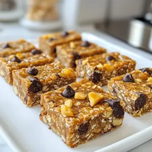 To make these tasty bars, gather the following key ingredients: - 2 ripe bananas, well-mashed - 1 cup rolled oats - 1/2 cup almond butter (or substitute with peanut butter) - 1/4 cup honey or maple syrup - 1/2 teaspoon pure vanilla extract - 1/2 teaspoon ground cinnamon - 1/4 teaspoon salt These ingredients form the base of your energy bars. The bananas give natural sweetness and moisture. Rolled oats provide fiber and a hearty texture. Almond butter adds healthy fats and protein, while honey or maple syrup binds everything together. You can make these bars even more exciting with some optional add-ins: - 1/3 cup dark chocolate chips - 1/4 cup nuts (chopped walnuts or almonds) - 1/4 cup dried fruit (such as raisins or cranberries) Dark chocolate chips add sweetness and a rich taste. Nuts give a nice crunch and can boost the protein content. Dried fruit adds more natural sweetness and chewy texture. If you have dietary needs, you can easily swap ingredients: - Nut-free: Use sunflower seed butter instead of almond or peanut butter. - Vegan: Replace honey with maple syrup for a fully vegan option. - Gluten-free: Ensure your rolled oats are labeled gluten-free. These substitutions let everyone enjoy the bars, no matter their dietary restrictions. {{ingredient_image_2}} First, set your oven to 350&deg;F (175&deg;C). This heat is perfect for baking. Next, grab an 8x8 inch baking pan. Line it with parchment paper. This helps to remove the bars easily later. Take two ripe bananas and mash them in a large bowl. Use a fork or potato masher for this. Mix in 1/2 cup of almond butter. You can swap it for peanut butter if you prefer. Add 1/4 cup of honey or maple syrup for sweetness. Don&rsquo;t forget 1/2 teaspoon of vanilla extract. Stir this all well until it becomes smooth. In another bowl, combine 1 cup of rolled oats, 1/2 teaspoon of ground cinnamon, and 1/4 teaspoon of salt. Mix these dry ingredients well. This step ensures the flavors mix evenly throughout the bars. Gradually add the dry mixture to the wet banana mix. Stir gently. You want to blend them without over-mixing. If you like, fold in 1/3 cup of dark chocolate chips, 1/4 cup of chopped nuts, or 1/4 cup of dried fruit. These add flavor and texture. Spread the mixture evenly in the prepared pan using a spatula. Make sure it fills the corners well. Bake in the oven for 20-25 minutes. Look for a golden edge and use a toothpick to check doneness. It should come out clean. Let the bars cool in the pan for about 10 minutes. After that, lift them out using the parchment paper. Place them on a wire rack to cool completely. Once cool, cut them into squares or rectangles. Store them in an airtight container. They stay fresh for up to a week. To make tasty energy bars, follow these tips: - Use ripe bananas. They are sweeter and easier to mash. - Measure oats accurately. Too many can make bars dry. - Mix well. Blend wet and dry ingredients until smooth. - Pack the mixture tightly in the pan. This helps bars hold together. - Bake until edges are golden brown for the best texture. If your energy bars do not turn out right, here are some fixes: - Bars are too crumbly? Try adding a bit more almond butter or honey. - Bars are too dense? Ensure you mix the wet and dry well. - Bars are too sweet? Cut back on honey or use less banana. You can change these bars to suit your taste. Here are some ideas: - Add spices like nutmeg or ginger for warmth. - Mix in different nuts or seeds for crunch. - Use dried fruits like apricots or cherries for sweetness. - Swap dark chocolate chips for white chocolate or carob chips. - Try nut butters like cashew or sunbutter for a new twist. Feel free to experiment! Each change can create a fun, new flavor. Pro Tips Perfectly Ripe Bananas: Choose bananas that are speckled with brown spots. This indicates they are sweet and perfect for mashing, resulting in a richer flavor in your energy bars. Nut Butter Options: If you prefer a different flavor, feel free to experiment with other nut butters like cashew or sunflower seed butter for a unique twist! Storage Tips: To keep your energy bars fresh for longer, consider storing them in the freezer. They can be easily thawed when you want a quick snack! Customize Your Add-ins: Get creative with your mix-ins! Try adding seeds, coconut flakes, or even protein powder for an extra nutritional boost. {{image_4}} You can easily make these banana oatmeal energy bars gluten-free. Just use certified gluten-free rolled oats. This way, you still get that chewy texture and great taste without the gluten. Always check the label to ensure no cross-contamination occurs during processing. To make these bars vegan, swap honey with maple syrup. This keeps the sweetness while staying plant-based. You can also use a nut butter made from sunflower seeds if you want to avoid nuts. This makes the bars safe for nut allergies while still being delicious. Get creative with your flavors! Consider adding: - Dried fruits: Try apricots or dates for a sweet twist. - Nuts: Use pecans or cashews for a different crunch. - Seeds: Chia or flax seeds can add extra nutrition and texture. - Spices: A pinch of nutmeg or ginger can spice things up. You can mix and match these options to find your favorite combination. It&rsquo;s fun to experiment! To keep your Banana Oatmeal Energy Bars fresh, store them in an airtight container. This method locks in moisture and flavor. Place the bars in a single layer to avoid sticking. If stacking is necessary, use parchment paper between layers. For long-term storage, freeze the bars. First, cut them into squares or rectangles. Wrap each bar tightly in plastic wrap. Then, place them in a freezer-safe bag or container. This way, they stay fresh for up to three months. When ready to enjoy, simply thaw them in the fridge overnight. These energy bars stay fresh for about a week at room temperature. Look for signs like dryness or a change in smell. If they feel hard or smell off, it's best to toss them. To enjoy the best flavor, eat them within the first few days! Banana oatmeal energy bars are a tasty snack made with simple ingredients. They mix ripe bananas, rolled oats, and nut butter. You can add honey or maple syrup for sweetness. These bars are chewy and filling, perfect for on-the-go energy. Homemade energy bars last up to one week when stored right. Keep them in an airtight container to keep them fresh. You can also freeze them for longer storage. Just wrap them well before freezing. Yes, you can add protein powder to boost nutrition. Start with one scoop and mix it in with the dry ingredients. This addition can help make these bars even more filling and great for workouts. Absolutely! These bars are great for meal prep. You can make a batch and store them for the week. They make a quick snack or breakfast option. Just grab one when you need a boost. If you don&rsquo;t have almond butter, peanut butter works well. Sunflower seed butter is a good nut-free choice. Each option adds flavor and creaminess to the bars. Choose what you like best or what you have at home. You now have a clear guide to make tasty banana oatmeal energy bars. We explored key ingredients and optional add-ins for more flavor. You learned the step-by-step process, from mixing to baking. Tips helped troubleshoot common issues and customize your bars to your taste. Lastly, storage info ensures your bars stay fresh longer. With these tools, you can enjoy healthy snacks anytime. Simple changes make a big difference. Now, get creative and have fun in the kitchen!
