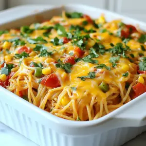 To make Spicy Southern Chicken Spaghetti Casserole, gather these ingredients: - 2 cups cooked spaghetti - 1 lb shredded cooked chicken - 1 can (14.5 oz) diced tomatoes with green chilies - 1 cup shredded cheddar cheese - 1 cup diced bell peppers (a mix of red and green for color) - 1 cup corn (fresh or frozen) - 1 small onion, finely diced - 2 cloves garlic, minced - 1 teaspoon smoky smoked paprika - 1 teaspoon cayenne pepper (adjust based on your heat preference) - 1 teaspoon dried oregano - 1 teaspoon salt - 1/2 teaspoon black pepper - 1/2 cup chicken broth - 1/2 cup sour cream - 1/4 cup fresh cilantro, chopped (for garnish, optional) When selecting ingredients, freshness matters. Here are tips to help you choose: - Chicken: Look for chicken that is pink and moist. Avoid any that has a gray hue. - Vegetables: Choose bell peppers that are firm and vibrant. Check for any soft spots. - Tomatoes: Pick tomatoes in a can that have no bulging or dents. This ensures quality. - Cheese: Go for freshly shredded cheese when possible. It melts better than pre-shredded options. Allergies can happen, so here are some easy swaps: - Dairy: Use dairy-free cheese or sour cream for lactose issues. - Gluten: Substitute gluten-free spaghetti for a gluten-free option. - Chicken: Use cooked beans or tofu as a plant-based protein alternative. These tips and substitutions can help you craft a delicious Spicy Southern Chicken Spaghetti Casserole that suits your needs. Enjoy cooking! {{ingredient_image_2}} 1. Preheat your oven to 350&deg;F (175&deg;C). Grease a 9x13 inch baking dish with cooking spray or oil. 2. Heat a drizzle of olive oil in a large skillet over medium heat. 3. Add the diced onion and bell peppers. Saut&eacute; for about 5 minutes until they soften. 4. Stir in the minced garlic and cook for another minute until fragrant. 5. In a large bowl, mix the saut&eacute;ed vegetables with the shredded chicken, cooked spaghetti, corn, and diced tomatoes. 6. Pour in the chicken broth and sour cream. Add the smoked paprika, cayenne pepper, oregano, salt, and black pepper. Stir until well combined. 1. Spread the mixture evenly in the prepared baking dish using a spatula. 2. Sprinkle the shredded cheddar cheese generously on top. 3. Cover the baking dish with aluminum foil. Bake for 25 minutes in the preheated oven. 4. After 25 minutes, remove the foil. This allows the cheese to crisp and bubble. 5. Return the dish to the oven and bake for an additional 10-15 minutes. The cheese should be melted and golden brown. - Allow the casserole to cool for a few minutes before serving. - For a pop of color, sprinkle fresh chopped cilantro on top. - Serve hot straight from the baking dish for a rustic look. - For a fancier touch, plate individual servings. - This dish pairs well with a crisp side salad or warm garlic bread to enhance the meal. To turn up the heat, add more cayenne pepper. Start with half a teaspoon and taste as you go. You can also mix in hot sauce for a different kick. If you want more flavor, try adding a splash of lime juice. Fresh herbs, like basil or parsley, can brighten the dish. One common mistake is overcooking the spaghetti. Cook it just until al dente for the best texture. Another mistake is not mixing the ingredients well. Make sure everything is combined for even flavor. Lastly, don&rsquo;t skip the foil cover when baking. It helps the casserole stay moist. Use a large skillet for saut&eacute;ing your veggies. A big mixing bowl helps combine all the ingredients easily. A 9x13 inch baking dish is perfect for this casserole. For serving, have a spatula ready to scoop out portions. Don&rsquo;t forget oven mitts for safe handling! Pro Tips Adjust the Heat: Modify the amount of cayenne pepper based on your heat preference. Start with less and add more if you like it spicier. Cheese Variations: Feel free to mix different types of cheese, like pepper jack or Monterey Jack, for a unique flavor twist. Make Ahead: This casserole can be prepared a day in advance. Assemble it, cover, and refrigerate until ready to bake. Garnish for Freshness: Fresh cilantro adds a beautiful pop of color and flavor. Consider adding avocado or a squeeze of lime for extra freshness. {{image_4}} You can easily make this dish vegetarian. Replace the shredded chicken with black beans or chickpeas. These options add protein and texture. Use vegetable broth instead of chicken broth for added flavor. Swap out the sour cream for plain Greek yogurt or a plant-based alternative. This version keeps the spice and creamy goodness without meat. To make this casserole dairy-free, choose dairy-free cheese. Many brands offer great melts that mimic cheddar well. Instead of sour cream, use cashew cream or coconut yogurt. These options keep it creamy and add a nice flavor twist. Ensure that all other ingredients are dairy-free for a complete dish that everyone can enjoy. Get creative with add-ins to make the casserole your own. Consider adding diced jalape&ntilde;os for extra heat. You can mix in fresh spinach for a pop of color and nutrients. Another idea is to include olives or artichokes for a Mediterranean touch. Experimenting with different toppings like crushed tortilla chips can add a delightful crunch. Let your taste buds guide you! To keep your Spicy Southern Chicken Spaghetti Casserole fresh, let it cool first. Once it&rsquo;s at room temperature, transfer it to an airtight container. Store it in the fridge for up to three days. Use a spoon to scoop out portions, and avoid digging directly into the casserole. This helps keep the rest fresh. For longer storage, freeze the casserole. Cut it into portions and wrap each piece tightly in plastic wrap. Then, place them in a freezer-safe bag. This helps prevent freezer burn. You can freeze it for up to three months. Label the bags with the date to keep track of freshness. When ready to enjoy, thaw your casserole overnight in the fridge. For reheating, place it in a 350&deg;F oven. Cover it with foil for the first 20 minutes. This keeps it moist. After that, remove the foil and heat for another 10-15 minutes until warm. You want that cheese bubbling and golden again! No, uncooked spaghetti won't work well here. The casserole needs cooked spaghetti. Cooking it first gives the right texture. If you add uncooked pasta, it will absorb too much moisture and become mushy. Stick with the cooked spaghetti for the best flavor and bite. To ramp up the spice, adjust the cayenne pepper. Start with one teaspoon, then taste it. If you want more heat, add half a teaspoon at a time until you reach your favorite level. You can also add some diced jalape&ntilde;os for an extra kick. Mixing in hot sauce before baking can also bring the heat. You can prepare the casserole a day early. Follow all the steps but stop before baking. Cover the dish and store it in the fridge. When you&rsquo;re ready to cook, just take it out and bake it straight from the fridge. You may need to add 10-15 minutes to the baking time. This method keeps all the flavors fresh and ready. We explored essential ingredients for a delicious spicy southern chicken spaghetti casserole. You learned how to pick fresh items and substitute for allergens. The step-by-step guide ensures perfect preparation and baking. We shared tips to add flavor and avoid common mistakes. You discovered variations like vegetarian options and storage info for leftovers. In short, this dish is easy and satisfying. You can make it your own! Try different flavors and enjoy every bite. Happy cooking!
